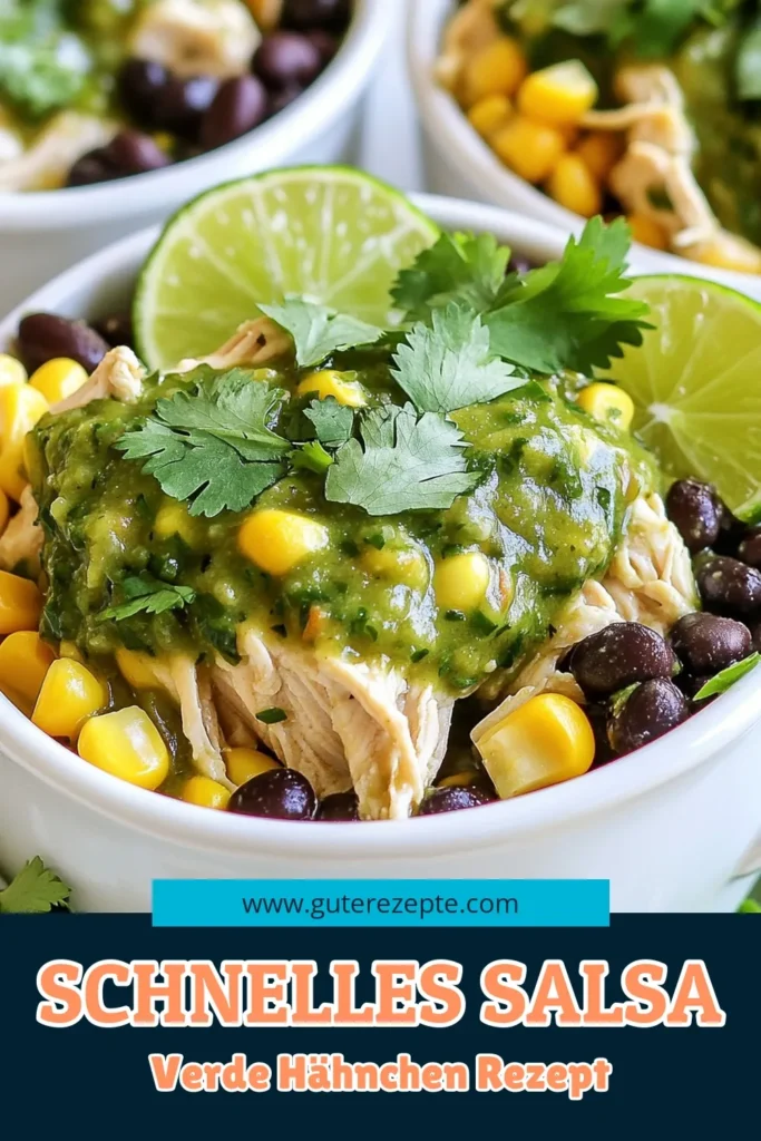 Entdecken Sie das Rezept für Zesty Slow Cooker Salsa Verde Chicken, das einfach zuzubereiten und voller Geschmack ist! Mit zarten Hähnchenschenkeln, köstlicher Salsa Verde, schwarzen Bohnen und frischem Gemüse wird dieses Gericht zum Hit auf Ihrem Tisch. Perfekt für stressfreie Abende, die nicht länger als 15 Minuten dauern! Klicken Sie jetzt, um die vollständige Anleitung zu erhalten und Ihre Familie zu begeistern. #SlowCooker #SalsaVerde #Hähnchenrezept #GesundesEssen
