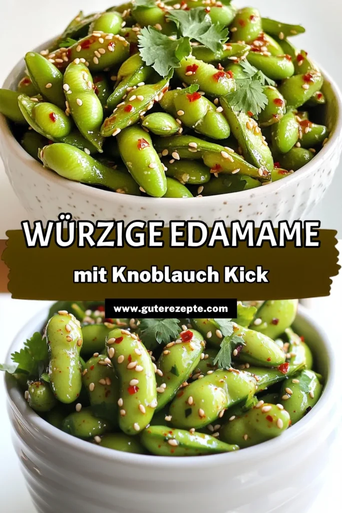 Entdecken Sie das Rezept für würzige Knoblauch-Edamame, das Ihre Geschmacksknospen verzaubert! Mit frischen Zutaten wie Knoblauch, Sesamöl und einer scharfen Note von roten Pfefferflocken bringen Sie einfachen Edamame in neue Höhen. Ideal als Snack oder Beilage. Werfen Sie einen Blick auf das vollständige Rezept und lassen Sie sich inspirieren! #KnoblauchEdamame #schnellerezepte #veganesessen #snackideen