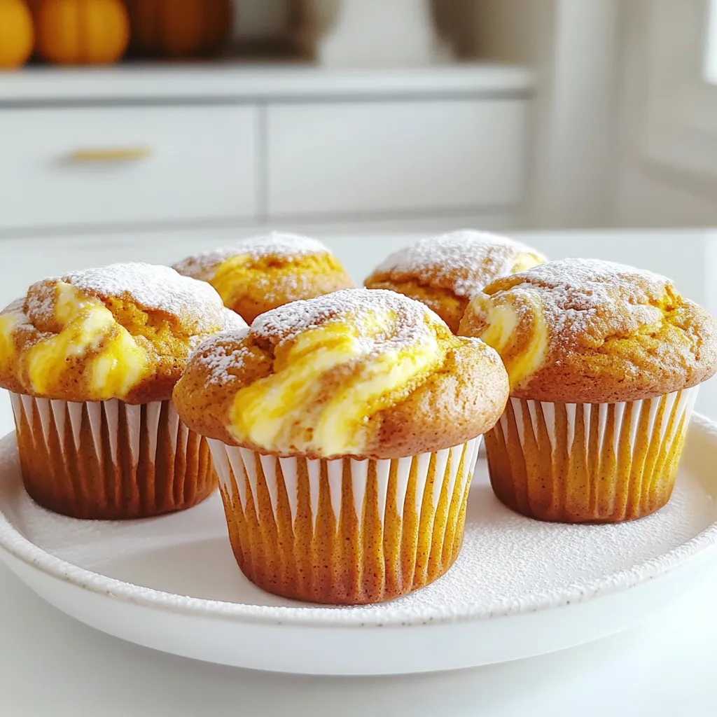 Für die Kürbis Cheesecake Swirl Muffins benötigst du: - 1 Tasse Kürbispüree aus der Dose - 1/2 Tasse Kristallzucker - 1/2 Tasse brauner Zucker, gepackt - 1/2 Tasse Pflanzenöl - 2 große Eier - 1 Teelöffel Vanilleextrakt - 1 1/2 Tassen Weizenmehl - 1 Teelöffel Backpulver - 1/2 Teelöffel Natron - 1 Teelöffel gemahlener Zimt - 1/2 Teelöffel gemahlene Muskatnuss - 1/4 Teelöffel Salz - 225 g Frischkäse, weich - 1/4 Tasse Puderzucker - 1 Teelöffel Zitronensaft - 1/2 Teelöffel Vanilleextrakt (für den Frischkäse) Diese Zutaten sorgen für einen tollen Geschmack. Der Kürbis bringt eine schöne Süße. Der Frischkäse macht die Muffins cremig und lecker. Falls du einige Zutaten nicht hast, gibt es gute Alternativen: - Verwende Apfelmus anstelle von Öl für weniger Fett. - Nutze Honig oder Ahornsirup statt Kristallzucker. - Ersetze Weizenmehl durch Mandelmehl für glutenfreie Muffins. - Nutze veganen Frischkäse für eine pflanzliche Version. Diese Optionen helfen, das Rezept anzupassen. Du kannst kreativ sein und neue Geschmäcker entdecken. Um die besten Muffins zu machen, achte auf die Zutaten: - Wähle frisches Kürbispüree, wenn möglich. - Achte auf den Geruch des Frischkäses; er sollte frisch riechen. - Kaufe frische Eier aus Freilandhaltung für besseren Geschmack. - Verwende hochwertige Gewürze, um den Geschmack zu intensivieren. Frische und Qualität machen einen großen Unterschied. So bekommst du die besten Kürbis Cheesecake Swirl Muffins! Heize deinen Ofen auf 175°C vor. Lege ein Muffinblech mit Papierförmchen aus. Alternativ kannst du das Blech leicht einfetten, damit die Muffins nicht kleben. Nimm eine große Schüssel und mische das Kürbispüree, Kristallzucker, braunen Zucker, Pflanzenöl, Eier und 1 Teelöffel Vanilleextrakt. Rühre gut, bis die Mischung glatt ist. Das sorgt für eine feuchte Basis. In einer separaten Schüssel vermenge das Weizenmehl, Backpulver, Natron, Zimt, Muskatnuss und Salz. Füge die trockenen Zutaten nach und nach zu den nassen Zutaten hinzu. Rühre nur so lange, bis alles gerade vermischt ist. Übermische nicht, damit die Muffins fluffig bleiben. In einer weiteren Schüssel rühre den weichen Frischkäse mit einem Handmixer glatt. Füge Puderzucker, Zitronensaft und 1/2 Teelöffel Vanilleextrakt hinzu. Mixe, bis die Füllung cremig und gut vermengt ist. Diese Füllung bringt den Cheesecake-Geschmack in deine Muffins. Löffle eine Schicht des Kürbisteigs in die Muffinförmchen. Fülle sie bis etwa 1/3 voll. Setze dann einen Esslöffel der Frischkäsemischung auf den Kürbisteig. Danach füge mehr Kürbisteig hinzu, bis die Förmchen zu 2/3 voll sind. Backe die Muffins im vorgeheizten Ofen für 18-20 Minuten. Ein Zahnstocher sollte sauber herauskommen. Lass die Muffins etwa 5 Minuten im Blech abkühlen. Danach übertrage sie auf ein Kuchengitter, um vollständig zu kühlen. Jetzt sind sie bereit, genossen zu werden! Ein häufiger Fehler ist das Übermischen des Teigs. Das macht die Muffins dicht. Mischen Sie nur, bis alles gerade so vermengt ist. Achten Sie darauf, dass alle Zutaten Zimmertemperatur haben. Das hilft, eine gleichmäßige Konsistenz zu erreichen. Auch das Backen ist wichtig. Überprüfen Sie die Muffins nach 18 Minuten. Ein Zahnstocher sollte sauber herauskommen. Um die Muffins frisch zu halten, lassen Sie sie zuerst auf einem Gitter abkühlen. Danach legen Sie sie in einen luftdichten Behälter. So bleiben sie saftig und weich. Muffins halten sich bis zu fünf Tage. Wenn Sie sie länger aufbewahren möchten, frieren Sie sie ein. Wickeln Sie sie gut ein, um Gefrierbrand zu vermeiden. Zum Aufwärmen legen Sie sie einfach in die Mikrowelle für 10 bis 15 Sekunden. Möchten Sie die Aromen anpassen? Probieren Sie verschiedene Gewürze wie Ingwer oder Nelken. Für einen schokoladigen Kick fügen Sie Schokoladenstückchen hinzu. Nüsse wie Walnüsse oder Pekannüsse geben einen guten Crunch. Auch das Ersetzen von Kürbispüree durch Süßkartoffelpüree ist möglich. Seien Sie kreativ und finden Sie Ihre Lieblingskombination! {{image_4}} Für eine glutenfreie Version, verwende einfach eine glutenfreie Mehlmischung. Diese ist in den meisten Supermärkten erhältlich. Achte darauf, dass das Mehl für Backwaren geeignet ist. Oft enthalten diese Mischungen eine Kombination aus Reis- und Kartoffelmehl. Du wirst die gleiche tolle Textur und den Geschmack genießen. Wenn du Schokolade magst, füge ein paar Schokoladenstückchen zu deinem Teig hinzu. Diese schmelzen während des Backens und geben einen köstlichen Geschmack. Nüsse wie Walnüsse oder Pekannüsse sorgen für einen schönen Crunch. Du kannst sie grob hacken und unter den Teig mischen. Das gibt den Muffins eine zusätzliche Dimension. Für eine vegane Version kannst du die Eier durch Apfelmus oder Bananenpüree ersetzen. Verwende pflanzliches Öl und veganen Frischkäse. So bleibst du in der Pflanzenwelt, ohne auf den köstlichen Geschmack zu verzichten. Achte darauf, auch die anderen Zutaten zu überprüfen, um sicherzustellen, dass sie vegan sind. Um die Frische Ihrer Kürbis Cheesecake Swirl Muffins zu bewahren, lagern Sie sie in einem luftdichten Behälter. Stellen Sie sicher, dass die Muffins vollständig abgekühlt sind, bevor Sie sie verpacken. So bleibt die Feuchtigkeit erhalten, und sie trocknen nicht aus. Lagern Sie die Muffins an einem kühlen, trockenen Ort. Bei richtiger Lagerung sind sie bis zu fünf Tage haltbar. Wenn Sie die Muffins länger aufbewahren möchten, können Sie sie einfrieren. Wickeln Sie jeden Muffin einzeln in Frischhaltefolie. Legen Sie die eingewickelten Muffins dann in einen Gefrierbeutel oder einen luftdichten Behälter. So halten sie sich bis zu drei Monate im Gefrierfach. Zum Auftauen lassen Sie die Muffins einfach bei Raumtemperatur stehen oder wärmen Sie sie kurz in der Mikrowelle auf. Um die Muffins wieder aufzuwärmen, können Sie entweder den Ofen oder die Mikrowelle nutzen. Im Ofen heizen Sie ihn auf 175°C vor. Legen Sie die Muffins auf ein Backblech und erwärmen Sie sie für etwa 5–7 Minuten. In der Mikrowelle legen Sie einen Muffin für 10–15 Sekunden hinein. So wird er warm und bleibt saftig. Genießen Sie die Muffins warm, um den vollen Geschmack zu erleben. Kürbis Cheesecake Swirl Muffins halten sich bis zu einer Woche. Lagern Sie sie in einem luftdichten Behälter. Bei Zimmertemperatur bleiben sie frisch. Im Kühlschrank bleiben sie noch länger lecker. Wenn Sie sie einfrieren, halten sie sich bis zu drei Monate. Achten Sie darauf, die Muffins gut zu verpacken, um Gefrierbrand zu vermeiden. Ja, Sie können frisches Kürbispüree verwenden. Kochen Sie den Kürbis und pürieren Sie ihn. Achten Sie darauf, dass das Püree nicht zu wässrig ist. Das kann die Muffins matschig machen. Frisches Püree hat oft einen stärkeren Geschmack. Das kann Ihre Muffins noch leckerer machen! Wenn der Cheesecake nicht gut vermischt ist, mixen Sie ihn länger. Verwenden Sie einen Handmixer für eine glatte Konsistenz. Manchmal hilft es, die Zutaten zuerst bei Zimmertemperatur zu lassen. Kalte Zutaten vermischen sich schwerer. Wenn Sie kleine Klumpen sehen, ist das normal. Diese schmelzen beim Backen. Ja, Sie können die Muffins ohne Frischkäse machen. Verwenden Sie stattdessen griechischen Joghurt oder Quark. Diese Alternativen machen die Muffins auch cremig. Sie können auch einen veganen Frischkäse verwenden. So bleibt der Geschmack ähnlich. Experimentieren Sie mit verschiedenen Optionen, um Ihre perfekte Mischung zu finden. Ja, diese Muffins sind kinderfreundlich! Sie haben einen milden Geschmack und sind süß. Kinder lieben die Mischung aus Kürbis und Cheesecake. Achten Sie darauf, die Zuckermenge anzupassen, wenn nötig. Diese Muffins sind ein toller Snack oder ein süßes Frühstück. Sie sind perfekt für die ganze Familie! Kürbis Cheesecake Swirl Muffins sind einfach und lecker. Wir haben die Zutaten, die Schritte und nützliche Tipps besprochen. Mit frischen Zutaten wird Ihr Ergebnis noch besser. Vermeiden Sie typische Fehler, um perfekte Muffins zu machen. Variieren Sie das Rezept, um neue Geschmäcker zu entdecken. Lagern Sie Ihre Muffins richtig, damit sie frisch bleiben. Mit diesen Infos können Sie sicher unsere Muffins genießen. Kochen macht Spaß, und ich hoffe, Sie probieren unser Rezept bald aus.