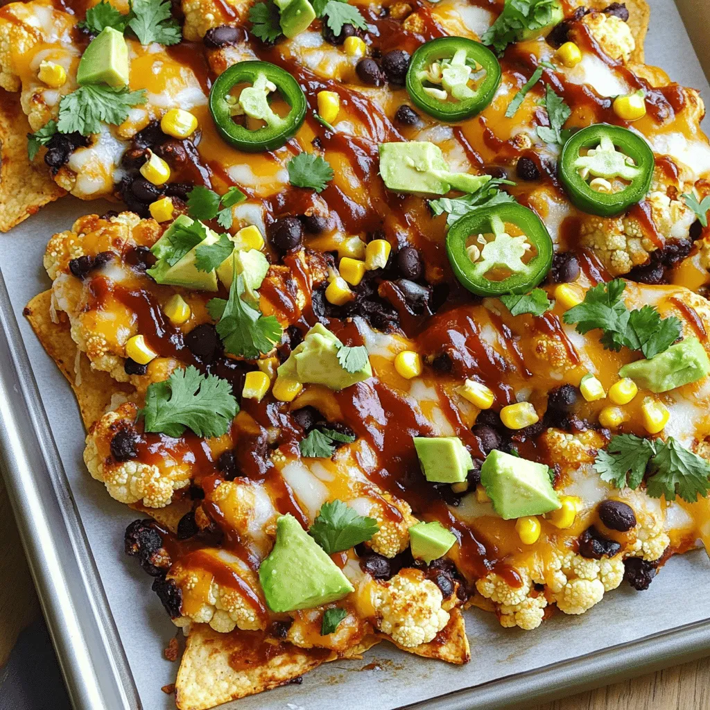 Um die besten Sheet-Pan BBQ Blumenkohl Nachos zuzubereiten, brauchst du: - 1 mittelgroßer Blumenkohl, in kleine Röschen geschnitten - 2 Esslöffel Olivenöl - 1 Teelöffel geräucherter Paprika - 1 Teelöffel Knoblauchpulver - 1 Teelöffel Zwiebelpulver - Salz und Pfeffer nach Geschmack - 1 Tasse BBQ Sauce (gekauft oder selbstgemacht) - 1 Tasse schwarze Bohnen, abgetropft und abgespült - 1 Tasse Maiskörner (frisch, gefroren oder aus der Dose) - 1 Tasse geriebener Käse (Cheddar oder Mozzarella) - 1 Jalapeño, in Scheiben (optional) - Frische Korianderblätter, zum Garnieren, gehackt - 1 Avocado, gewürfelt, zum Servieren - Sauerrahm oder griechischer Joghurt, zum Servieren Frische Zutaten bieten oft den besten Geschmack. Bei Blumenkohl ist frisch ideal. Er hat eine knackige Textur und einen tollen Geschmack. Du kannst auch gefrorenen Blumenkohl verwenden, wenn du schnell arbeiten willst. Dieser ist bereits blanchiert und spart Zeit. Achte einfach darauf, ihn gut abzutropfen. Das verhindert, dass die Nachos matschig werden. Die BBQ Sauce ist der Schlüssel zu diesem Gericht. Wähle eine Sauce, die dir gefällt. Du kannst auch selbst eine Sauce machen, wenn du magst. Achte darauf, dass sie nicht zu süß ist. Eine gute Balance zwischen süß und rauchig ist perfekt. Probiere verschiedene Marken aus. Du wirst schnell deine Lieblingssorte finden. Heize deinen Ofen auf 220°C vor. Das ist wichtig für die richtige Röstzeit. Nimm ein großes Backblech und lege es mit Backpapier aus. So bleibt der Blumenkohl nicht kleben und die Reinigung ist einfach. Nimm den Blumenkohl und schneide ihn in kleine Röschen. In einer großen Schüssel mische die Röschen mit 2 Esslöffeln Olivenöl. Füge 1 Teelöffel geräucherten Paprika, 1 Teelöffel Knoblauchpulver und 1 Teelöffel Zwiebelpulver hinzu. Salze und pfeffere nach Geschmack. Mische alles gut, bis jeder Röschen gleichmäßig bedeckt ist. Verteile den gewürzten Blumenkohl auf dem Backblech in einer einzigen Schicht. Röste ihn im Ofen für 20 bis 25 Minuten. Du willst, dass die Röschen zart und leicht knusprig sind. Schau zwischendurch nach, damit sie nicht verbrennen. Nach dem Rosten träufle die BBQ Sauce gleichmäßig über den Blumenkohl. Mische ihn vorsichtig, damit die Sauce überall ist. Füge die schwarzen Bohnen und den Mais hinzu und streue den Käse darüber. Wenn du magst, lege ein paar Jalapeño-Scheiben darauf. Backe dann alles für weitere 10 Minuten, bis der Käse schmilzt und blubbert. Lass die Nachos etwas abkühlen und garniere sie mit Koriander und Avocado. Um Blumenkohl perfekt zu rösten, schneiden Sie ihn in kleine Röschen. Diese Größe hilft beim gleichmäßigen Garen. Verwenden Sie Olivenöl, um den Blumenkohl zu beschichten. Fügen Sie Gewürze wie geräucherten Paprika, Knoblauch- und Zwiebelpulver hinzu. So bekommt er einen tollen Geschmack. Rösten Sie ihn bei 220 °C für 20-25 Minuten. Achten Sie darauf, dass die Röschen zart und leicht knusprig werden. Ein gleichmäßiges Verteilen auf dem Blech sorgt dafür, dass er gleichmäßig röstet. Wenn Sie Schärfe mögen, fügen Sie frische Jalapeños hinzu. Schneiden Sie sie in dünne Scheiben und streuen Sie sie über den Blumenkohl. Eine andere Möglichkeit ist, Gewürze wie Cayennepfeffer oder Chili-Pulver zu verwenden. Diese Gewürze geben zusätzlichen Kick. Beginnen Sie mit einer kleinen Menge und passen Sie nach Ihrem Geschmack an. So können Sie die Schärfe nach Belieben anpassen. Um die Aromen zu vertiefen, können Sie verschiedene Toppings verwenden. Fügen Sie frische Kräuter wie Koriander oder Petersilie hinzu. Diese bringen frische Noten ins Gericht. Auch Avocado oder schwarze Bohnen sorgen für eine leckere Mischung. Experimentieren Sie mit verschiedenen Käsesorten. Cheddar und Mozzarella sind großartige Optionen. Probieren Sie auch Feta oder einen veganen Käse. So machen Sie die Nachos noch interessanter und schmackhafter. {{image_4}} Für vegane Optionen gibt es viele leckere Alternativen. Du kannst veganen Käse aus Nüssen oder Soja verwenden. Diese schmelzen gut und schmecken köstlich. Für die saure Note probiere Kokosjoghurt oder Cashew-Sahne. Diese Optionen sind einfach zuzubereiten und passen perfekt zu den Nachos. Die Möglichkeiten sind endlos! Du kannst frische Tomaten, Oliven oder Avocado hinzufügen. Auch geschnittene Frühlingszwiebeln bringen Frische. Wenn du es scharf magst, sind eingelegte Jalapeños eine tolle Wahl. Überlege auch, schwarze Oliven oder Paprika zu probieren. Diese Toppings geben den Nachos mehr Geschmack und Farbe. Um die Nachos proteinreicher zu machen, füge gekochte Kichererbsen oder Linsen hinzu. Sie sind nahrhaft und fügen eine tolle Textur hinzu. Auch gegrilltes Hühnchen oder Tofu passen gut. Du kannst sogar Quinoa als Basis verwenden. Diese Ergänzungen machen die Nachos sättigender und helfen dir, länger zufrieden zu bleiben. Um die Reste deiner Blumenkohl Nachos aufzubewahren, lege sie in einen luftdichten Behälter. Teile die Nachos in Portionen auf, damit du sie später einfach aufwärmen kannst. So bleiben die Aromen frisch und der Blumenkohl bleibt zart. Verschließe den Behälter gut, damit keine Luft eindringt. Stelle ihn dann in den Kühlschrank. Wenn du die Nachos aufwärmen möchtest, benutze den Ofen. Heize ihn auf 180°C vor. Lege die Nachos auf ein Backblech und backe sie für etwa 10 Minuten. So bleiben sie knusprig. Du kannst auch die Mikrowelle nutzen, aber sie werden dann weicher. Wenn du die Nachos in der Mikrowelle aufwärmst, decke sie mit einem feuchten Papiertuch ab. Das hilft, die Feuchtigkeit zu halten. Im Kühlschrank halten die Reste etwa 3 bis 4 Tage. Achte darauf, sie gut verpackt zu lassen. Im Gefrierfach kannst du die Nachos bis zu 2 Monate aufbewahren. Friere sie in Portionen ein, damit du sie leicht entnehmen kannst. Wenn du sie wieder auftauen möchtest, lasse sie über Nacht im Kühlschrank. So bleiben die Texturen besser erhalten. Ja, du kannst andere Gemüsesorten verwenden. Paprika, Zucchini oder Brokkoli passen gut. Diese Gemüsesorten bringen unterschiedliche Aromen und Texturen. Stelle sicher, dass sie in kleine Stücke geschnitten sind. So garen sie gleichmäßig. Experimentiere mit deinen Lieblingsgemüsesorten für mehr Vielfalt. Du kannst die Nachos im Voraus zubereiten. Bereite den Blumenkohl bis zur Röstzeit vor. Lege alles auf ein Backblech und decke es ab. Stelle das Blech in den Kühlschrank. Du kannst die Nachos bis zu zwei Tage vorher machen. Wenn du bereit bist, backe sie einfach im Ofen. Ja, Blumenkohl Nachos sind perfekt für Meal Prep. Sie lassen sich leicht aufbewahren und aufwärmen. Du kannst sie in luftdichten Behältern im Kühlschrank lagern. Wenn du sie aufwärmst, nutze den Ofen für beste Ergebnisse. So bleiben sie knusprig und lecker. In diesem Blogbeitrag haben wir die besten Zutaten für BBQ Blumenkohl Nachos besprochen. Wir haben gelernt, wie frische und gefrorene Zutaten verwendet werden. Außerdem teilten wir Tipps zur Auswahl der BBQ Sauce. Dann gab ich eine klare Schritt-für-Schritt-Anleitung, um dein Gericht optimal zuzubereiten. Viele Tipps helfen, die Röstzeit und den Geschmack zu perfektionieren. Abschließend kannst du mit Variationen und Lagerhinweisen sicherstellen, dass deine Nachos lange frisch bleiben. Experimentiere kreativ und genieße jede Portion!