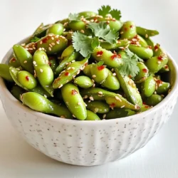 Um würzige Knoblauch-Edamame zuzubereiten, brauchst du diese Hauptzutaten: - 2 Tassen Edamame in Schoten (frisch oder gefroren) - 4 Knoblauchzehen, fein gehackt - 2 Esslöffel Olivenöl - 1 Esslöffel Sojasauce - 1 Teelöffel rote Pfefferflocken (je nach Schärfewunsch anpassen) - 1 Teelöffel Sesamöl - 1 Esslöffel Sesamsamen - Salz nach Geschmack - Frischer Koriander zum Garnieren (optional) Diese Zutaten sorgen für den perfekten Geschmack und die richtige Textur. Wenn du frische Edamame nicht findest, sind gefrorene Edamame eine gute Wahl. Sie sind leicht zu finden und einfach zuzubereiten. Du kannst sie in vielen Supermärkten kaufen. Achte darauf, sie vor dem Kochen in leicht gesalzenem Wasser zu blanchieren. Dies macht sie zart und schmackhaft. Falls du keine Edamame magst, kannst du auch grüne Bohnen oder Erbsen verwenden. Sie sind nicht ganz gleich, aber sie funktionieren gut in diesem Rezept. Das richtige Öl macht einen großen Unterschied. Ich empfehle, hochwertiges Olivenöl zu verwenden. Es gibt dem Gericht einen reichen Geschmack. Sesamöl bringt eine nussige Note, die die anderen Aromen verstärkt. Die roten Pfefferflocken geben den Edamame die gewünschte Schärfe. Du kannst die Menge nach deinem Geschmack anpassen. Für einen zusätzlichen Geschmack kannst du auch etwas Ingwer oder Zitronensaft hinzufügen. Mit diesen Zutaten und Tipps wirst du eine köstliche Portion würzige Knoblauch-Edamame zaubern! Beginne mit den Edamame. Wenn du gefrorene Edamame verwendest, koche sie in leicht gesalzenem Wasser. Bringe einen Topf mit Wasser zum Kochen. Gib die Edamame hinein und koche sie etwa 4-5 Minuten. Sie sollten zart sein, aber noch Biss haben. Gieße sie ab und stelle sie beiseite. Wenn du frische Edamame hast, kannst du diesen Schritt überspringen. Jetzt kommt der spaßige Teil! Erhitze 2 Esslöffel Olivenöl in einer großen Pfanne bei mittlerer Hitze. Füge 4 fein gehackte Knoblauchzehen hinzu und sautiere sie für 1-2 Minuten. Achte darauf, dass der Knoblauch nicht bräunt. Dann füge 1 Teelöffel rote Pfefferflocken hinzu, je nach deinem Schärfewunsch. Rühre 1 Esslöffel Sojasauce und 1 Teelöffel Sesamöl ein. Lass die Mischung für eine weitere Minute köcheln. Der Duft wird einfach himmlisch sein! Jetzt kommt der letzte Schritt. Gib die gekochten Edamame in die Pfanne. Schwenke sie gut in der Knoblauchmischung, damit sie richtig überzogen sind. Lass alles für 2-3 Minuten köcheln, bis es gut durchgewärmt ist. Probiere die Mischung und schmecke mit Salz ab. Übertrage die Edamame in eine schöne Servierschüssel. Streue Sesamsamen darüber und garniere es nach Wunsch mit frischem Koriander. Voilà, dein würziges Knoblauch-Edamame ist fertig! Um die Schärfe deiner Edamame zu verändern, kannst du die roten Pfefferflocken anpassen. Wenn du es mild magst, nimm nur eine halbe Teelöffel. Für mehr Schärfe, füge mehr hinzu. Außerdem kannst du frische Chilischoten verwenden. Schneide sie klein und mische sie mit dem Knoblauch. So bekommst du mehr Geschmack. Für perfekte Edamame ist die Kochzeit wichtig. Wenn du gefrorene Edamame verwendest, koche sie nur 4-5 Minuten. Sie sollen zart, aber nicht matschig sein. Wenn du frische Edamame hast, kannst du die Kochzeit etwas verkürzen. Probiere sie nach 3 Minuten. Außerdem ist leicht gesalzenes Wasser der Schlüssel. So schmecken sie besser. Die Präsentation macht viel aus. Serviere die Edamame in einer schönen Schüssel. Streue die Sesamsamen großzügig darüber. Ein zusätzlicher Spritzer Sesamöl sieht toll aus. Du kannst frischen Koriander hinzufügen, um Farbe und Geschmack zu bringen. Achte darauf, die Schüssel warm zu halten. So bleiben die Edamame frisch und lecker. {{image_4}} Um die Würzige Knoblauch-Edamame noch spannender zu machen, füge kreative Zutaten hinzu. Probiere frischen Ingwer. Er gibt einen warmen, scharfen Geschmack. Auch ein Spritzer Limettensaft bringt Frische. Du kannst auch Karottenstreifen oder Paprika hinzufügen. Diese machen das Gericht bunter und knackiger. Das Rezept ist schon vegan und glutenfrei. Du brauchst nur glutenfreie Sojasauce. Diese ist leicht erhältlich. Für eine extra Note, nutze Tamari statt normaler Sojasauce. So bleibt der Geschmack voll und lecker. Edamame sind nicht nur als Beilage gut. Du kannst sie auch als Snack servieren. Mixe sie mit gerösteten Nüssen für einen tollen Crunch. Oder mache eine Edamame-Dip. Püriere gekochte Edamame mit etwas Knoblauch und Zitronensaft. Das ergibt einen cremigen Aufstrich, perfekt für Brot oder Gemüse. Um übrig gebliebene Edamame zu lagern, lege sie in einen luftdichten Behälter. Achte darauf, die Bohnen gut abzukühlen, bevor du sie verpackst. So bleibt der Geschmack frisch. Du kannst die Edamame bis zu drei Tage im Kühlschrank aufbewahren. Wenn du sie länger aufbewahren möchtest, friere sie ein. Für das Einfrieren der Edamame koche sie zuerst leicht. Nach dem Kochen, lasse sie gut abkühlen. Lege die Edamame in einen Gefrierbeutel. Entferne die Luft, bevor du den Beutel schließt. So bleiben sie frisch. Du kannst sie bis zu sechs Monate im Gefrierfach aufbewahren. Wenn du sie verwenden möchtest, tau sie einfach in kaltem Wasser auf. Die Haltbarkeit von gekochten Edamame beträgt etwa drei Tage im Kühlschrank. Achte darauf, sie in einem gut verschlossenen Behälter zu lagern. Beim Einfrieren bleibt der Geschmack bis zu sechs Monate erhalten. Überprüfe die Edamame vor dem Kochen auf Anzeichen von Gefrierbrand. So stellst du sicher, dass sie gut schmecken. Edamame sind junge Sojabohnen, die häufig in der asiatischen Küche verwendet werden. Sie wachsen in Schoten und sind meist grün. Ursprünglich stammen sie aus Ostasien, besonders aus Japan und China. Dort werden sie oft als Snack oder Beilage serviert. Edamame sind sowohl frisch als auch gefroren erhältlich und leicht zuzubereiten. Ja, Edamame sind sehr gesund. Sie enthalten viele Nährstoffe und sind reich an Eiweiß, Ballaststoffen und Vitaminen. Eine Portion Edamame bietet wichtige Mineralien wie Eisen und Kalzium. Sie sind gut für die Verdauung und können helfen, den Cholesterinspiegel zu senken. Edamame sind zudem eine großartige Snack-Option für Vegetarier und Veganer. Ja, du kannst die Edamame im Voraus zubereiten. Koche sie einfach und lasse sie abkühlen. Bewahre sie in einem luftdichten Behälter im Kühlschrank auf. Du kannst die würzige Knoblauchmischung ebenfalls vorbereiten und separat aufbewahren. Wenn du bereit bist zu essen, erhitze alles einfach zusammen in einer Pfanne. So sparst du Zeit beim Servieren. Edamame ist ein vielseitiger Snack, der einfach und gesund ist. Du hast erfahren, welche Zutaten du brauchst und wie du sie zubereitest. In den Tipps habe ich dir gezeigt, wie du die Schärfe anpassen und Edamame schön präsentieren kannst. Mit Variationen kannst du das Rezept nach deinem Geschmack ändern. Außerdem hast du gelernt, wie man übrig gebliebene Edamame richtig lagert. Nutze diese Ideen für köstliche Gerichte und beeindrucke deine Gäste.