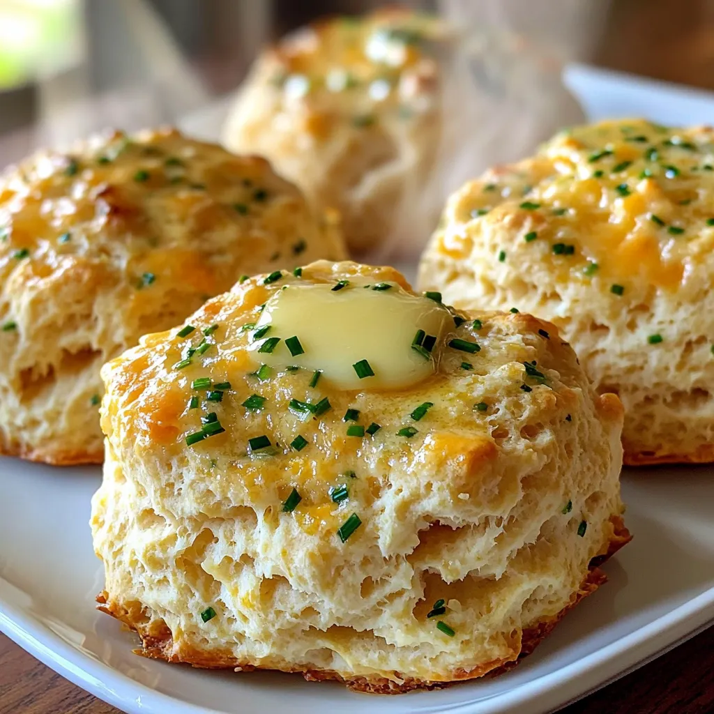 - 2 Tassen Weizenmehl - 1 Esslöffel Backpulver - 1 Teelöffel Salz Weizenmehl ist die Basis für diese Biscuits. Es gibt der Mischung Struktur. Das Backpulver macht sie locker und leicht. Salz hebt die Aromen hervor und sorgt für einen volleren Geschmack. - 1/2 Teelöffel Knoblauchpulver - 1/2 Teelöffel Zwiebelpulver - 2 Esslöffel frische Schnittlauch, gehackt - 2 Esslöffel frische Petersilie, gehackt Knoblauch- und Zwiebelpulver bringen Tiefe in den Geschmack. Frische Kräuter wie Schnittlauch und Petersilie geben den Biscuits Farbe und Frische. Diese Zutaten machen die Biscuits besonders aromatisch. - 1 Tasse geriebener, scharfer Cheddar-Käse - 1 Tasse Buttermilch - 1/4 Tasse ungesalzene Butter, geschmolzen Scharfer Cheddar sorgt für einen kräftigen Geschmack. Buttermilch macht den Teig zart und saftig. Geschmolzene Butter fügt reichhaltigen Geschmack hinzu und sorgt für eine goldene Farbe beim Backen. Heize den Ofen auf 220°C vor. Das ist wichtig, um die Biscuits schön knusprig zu machen. Bereite ein Backblech vor, indem du es mit Backpapier auslegst. So bleiben die Biscuits nicht kleben und lassen sich leicht entfernen. Nimm eine große Rührschüssel. Gib das Weizenmehl, das Backpulver, das Salz, das Knoblauchpulver und das Zwiebelpulver hinein. Mische alles gut mit einem Schneebesen. Achte darauf, dass die trockenen Zutaten gleichmäßig verteilt sind. Das sorgt für einen tollen Geschmack. In einer separaten Schüssel vermenge die Buttermilch mit der geschmolzenen Butter. Rühre gut um, bis alles gut vermischt ist. Gieße diese Mischung dann zu den trockenen Zutaten. Füge den geriebenen Cheddar und die gehackten Kräuter hinzu. Mische alles vorsichtig mit einem Spatel. Der Teig darf klumpig sein; zu viel Mischen macht die Biscuits hart. Nutze einen Löffel oder einen Eisportionierer, um große Portionen des Teigs auf das Backblech zu setzen. Lass dabei etwa 5 cm Abstand zwischen den Portionen. Das gibt den Biscuits Platz zum Wachsen. Backe die Biscuits 12 bis 15 Minuten. Achte darauf, dass sie goldbraun sind. Überprüfe mit einem Zahnstocher, ob sie durchgebacken sind. Lass die Biscuits auf dem Blech etwas abkühlen, bevor du sie auf ein Kuchengitter legst. Achten Sie darauf, den Teig nicht zu stark zu mischen. Wenn Sie ihn überarbeiten, wird er hart. Eine klumpige Textur bringt den besten Geschmack. Die kleinen Stücke Käse und Kräuter bleiben so schön sichtbar. Dies gibt den Biscuits eine tolle Struktur und macht sie lecker. Backen Sie die Biscuits bei 220°C. Diese Temperatur sorgt für eine goldbraune Oberfläche. Ein Zahnstocher-Test hilft Ihnen zu prüfen, ob sie fertig sind. Stechen Sie einen Zahnstocher in die Mitte eines Biscuits. Wenn er sauber herauskommt, sind sie bereit zum Servieren. Bestreichen Sie die warmen Biscuits mit geschmolzener Butter. Dies macht sie noch schmackhafter. Garnieren Sie sie mit frischen Kräutern für mehr Farbe und Geschmack. Schnittlauch oder Petersilie sind hierfür perfekt. So werden die Biscuits zu einem echten Genuss. {{image_4}} Du kannst mit verschiedenen Käsesorten spielen. Gouda bringt einen milden, nussigen Geschmack. Parmesan gibt einen kräftigen, salzigen Kick. Diese Käse passen gut zu den Kräutern und machen die Biscuits noch interessanter. Experimentiere mit deinen Favoriten. Du kannst auch eine Mischung aus verschiedenen Käsesorten verwenden. So erhältst du einen einzigartigen Geschmack. Die Kräuter können die Biscuits aufpeppen. Thymian hat einen erdigen Geschmack und passt gut zu Käse. Rosmarin bringt eine frische Note und ist ebenfalls lecker. Du kannst die Kräuter nach deinem Geschmack anpassen. Mische sie oder verwende nur eine Sorte. Frische Kräuter heben den Geschmack und machen die Biscuits noch aromatischer. Für etwas mehr Schärfe kannst du Chilipulver oder Paprika hinzufügen. Diese Gewürze geben den Biscuits eine aufregende Note. Du kannst die Menge nach deinem persönlichen Geschmack anpassen. Scharfe Optionen machen die Biscuits perfekt für ein herzhaftes Frühstück oder als Snack. Probiere verschiedene Gewürzkombinationen aus, um deine Lieblingsversion zu finden. Nachdem die Biscuits abgekühlt sind, sollten Sie sie kühl lagern. Nehmen Sie die Biscuits und legen Sie sie in einen luftdichten Behälter. So bleibt die Frische erhalten. Lassen Sie keinen Platz für Luft. Das schützt die Biscuits vor dem Austrocknen. Wenn Sie die Biscuits aufwärmen wollen, gibt es zwei gute Methoden. Die erste Methode ist der Ofen. Heizen Sie ihn auf 180°C vor. Legen Sie die Biscuits auf ein Backblech. Backen Sie sie für etwa 5-7 Minuten. So werden sie außen knusprig und innen weich. Die zweite Methode ist die Mikrowelle. Legen Sie die Biscuits auf einen Teller. Wärmen Sie sie für 15-20 Sekunden auf. Die Mikrowelle macht sie schnell warm, aber sie können weich werden. Die empfohlenen Lagerzeiten im Kühlschrank für die Biscuits sind etwa 3-4 Tage. Nach dieser Zeit können sie ihre Frische verlieren. Achten Sie darauf, sie gut zu lagern, um die Haltbarkeit zu verlängern. Die Biscuits sind im Kühlschrank etwa 3 Tage haltbar. Lagern Sie sie in einem luftdichten Behälter. So bleiben sie frisch und lecker. Das Kühlen hilft, die Feuchtigkeit zu bewahren. Wenn Sie sie länger aufbewahren möchten, frieren Sie sie besser ein. Ja, Sie können die Biscuits einfrieren. Lassen Sie die Biscuits zuerst vollständig abkühlen. Wickeln Sie sie dann in Frischhaltefolie ein oder legen Sie sie in einen Gefrierbeutel. Achten Sie darauf, die Luft herauszudrücken. So bleiben sie bis zu 3 Monate haltbar. Zum Auftauen legen Sie sie einfach bei Raumtemperatur oder in den Kühlschrank. Erwärmen Sie sie dann im Ofen für die beste Textur. Diese Biscuits passen gut zu vielen Dips. Probieren Sie sie mit Butter oder Kräuterbutter. Sie sind auch lecker zu Suppen oder Salaten. Servieren Sie sie zu einem herzhaften Eintopf. Diese Kombination macht eine tolle Mahlzeit. Die Zutaten und Schritte für die Biscuits sind einfach und schmackhaft. Du weißt jetzt, welche Zutaten gebraucht werden und wie du sie zubereitest. Die Tipps helfen, die perfekte Konsistenz zu erreichen. Mit Variationen kannst du die Biscuits nach deinem Geschmack anpassen. Achte auf die Lagerung, damit sie frisch bleiben. Denk daran, auch Beilagen auszuprobieren. Diese Biscuits sind leicht zu machen und bringen viel Freude. Viel Spaß beim Backen!