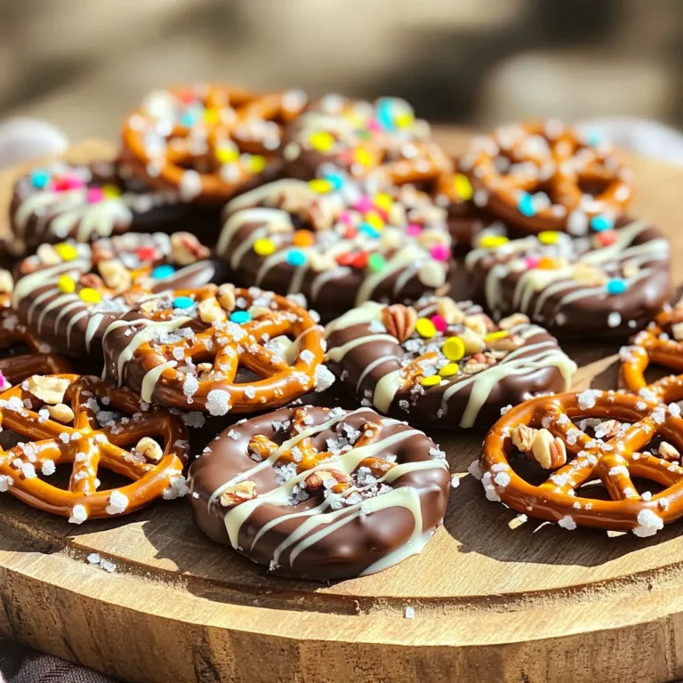 Für die Schokoladenüberzogene Brezelrinde brauchst du diese Zutaten: - 2 Tassen Mini-Brezeln - 2 Tassen halbherbe Schokoladenstückchen - 1/2 Tasse weiße Schokoladenstückchen - 1/4 Tasse fein gehackte Nüsse (z. B. Pekannüsse oder Mandeln) - 1/4 Tasse Streusel (optional) - Meersalz zum Bestreuen Diese Zutaten geben der Rinde einen tollen Geschmack und eine schöne Textur. Die Kombination aus salzig und süß macht sie besonders lecker. Falls du spezielle Diäten befolgst, gibt es viele Alternativen: - Verwende glutenfreie Brezeln für eine glutenfreie Option. - Nutze vegane Schokoladenstückchen, wenn du pflanzlich essen möchtest. - Ersetze die Nüsse durch Samen wie Sonnenblumenkerne für Nussallergiker. - Verwende Zuckeralternativen, um den Zuckergehalt zu reduzieren. Diese Alternativen helfen, alle glücklich zu machen, egal welche Diät sie verfolgen. Die Qualität der Zutaten ist sehr wichtig: - Wähle frische Brezeln ohne Zusatzstoffe. - Achte darauf, dass die Schokoladenstückchen von guter Qualität sind. Hochwertige Schokolade macht den Unterschied. - Lagere die Nüsse in einem luftdichten Behälter, um sie frisch zu halten. - Streusel sollten farbenfroh und knusprig sein. Frische und Qualität verbessern den Geschmack und die Textur deiner Schokoladenüberzogenen Brezelrinde. Lege zuerst ein großes Backblech mit Backpapier aus. Achte darauf, dass das Papier glatt und eben ist. Das verhindert, dass die Rinde anklebt. So bleibt alles schön und einfach zu handhaben. Ein gut vorbereitetes Blech macht das Arbeiten viel leichter. Gib die halbherben Schokoladenstückchen in eine mikrowellengeeignete Schüssel. Erhitze sie in 30-Sekunden-Intervallen. Rühre nach jedem Intervall um, bis die Schokolade glatt ist. Dies dauert etwa 1-2 Minuten. Füge dann die Mini-Brezeln hinzu und rühre vorsichtig um. So werden die Brezeln gleichmäßig überzogen. Verteile die schokoladenüberzogenen Brezeln auf dem Backblech. Nutze einen Spatel, um sie zu glätten. Schmelze nun die weißen Schokoladenstückchen auf die gleiche Weise. Träufle die geschmolzene weiße Schokolade über die Brezeln. Verwende eine Gabel oder einen Spritzbeutel für mehr Kontrolle. Streue die gehackten Nüsse und die optionalen Streusel gleichmäßig darüber. Bestreue alles leicht mit Meersalz, um den Geschmack zu heben. Stelle das Backblech dann in den Kühlschrank. Lass es dort etwa eine Stunde kühlen, bis die Schokolade fest ist. Wenn sie fest ist, brich die Rinde in Stücke. Voilà, deine Schokoladenüberzogene Brezelrinde ist fertig! Ein häufiger Fehler ist, die Schokolade zu überhitzen. Achte darauf, sie in kurzen Intervallen zu schmelzen. Rühre gut um, um eine glatte Konsistenz zu erreichen. Ein weiterer Fehler ist, die Brezeln nicht gleichmäßig zu überziehen. Nimm dir Zeit, um sicherzustellen, dass jede Brezel gut mit Schokolade bedeckt ist. Um eine gleichmäßige Schicht zu erhalten, benutze einen großen Löffel oder einen Spatel. Stelle sicher, dass die Brezeln gleichmäßig auf dem Backblech verteilt sind. Du kannst auch eine Gabel verwenden, um die geschmolzene weiße Schokolade krafter zu träufeln. So siehst du, dass die Schokolade schön und gleichmäßig verteilt ist. Die Kühlzeit ist wichtig für eine perfekte Rinde. Stelle sicher, dass du die Rinde mindestens eine Stunde im Kühlschrank lässt. Wenn du die Rinde schneller kühlen möchtest, lege sie für 20 Minuten ins Gefrierfach. Achte darauf, sie dann sofort wieder ins Kühlschrank zu legen. So bleibt die Schokolade knackig und lecker. {{image_4}} Schokoladenüberzogene Brezelrinde ist sehr flexibel. Du kannst mit den Zutaten spielen. Hier sind einige beliebte Variationen: - Nüsse: Probiere verschiedene Nüsse wie Walnüsse oder Haselnüsse. - Schokolade: Nutze dunkle, Milch- oder weiße Schokolade. Jede Sorte gibt einen anderen Geschmack. - Obst: Füge getrocknete Früchte wie Cranberries oder Aprikosen hinzu. Sie bringen eine süße Note. Jeder hat unterschiedliche Vorlieben. Hier sind einige Anpassungen: - Süß oder salzig: Erhöhe die Menge an Meersalz für mehr Geschmack. - Gewürze: Experimentiere mit Zimt oder Chili für einen besonderen Kick. - Vegan: Verwende vegane Schokolade und lasse die Milchprodukte weg. Mach deine Brezelrinde saisonal und festlich! Hier sind ein paar Ideen: - Herbst: Füge Kürbiskernstückchen oder Gewürze wie Muskatnuss hinzu. - Winter: Verwende Zuckerstangenstückchen oder Weihnachtsstreusel. - Frühling: Streue essbare Blüten oder bunte Streusel für einen fröhlichen Look. Mit diesen Variationen wird deine Schokoladenüberzogene Brezelrinde immer spannend und lecker! Um die Schokoladenüberzogene Brezelrinde frisch zu halten, bewahre sie in einem luftdichten Behälter auf. Stelle sicher, dass der Behälter kühl und trocken ist. Ein Schrank oder eine Speisekammer eignet sich gut. Vermeide direkte Sonneneinstrahlung, da dies die Schokolade schmelzen kann. Die Rinde bleibt bis zu zwei Wochen frisch, wenn sie richtig gelagert wird. Nach dieser Zeit kann die Schokolade ihren Geschmack und ihre Textur verlieren. Achte darauf, dass die Rinde immer gut verpackt ist, um sie vor Feuchtigkeit und Luft zu schützen. Wenn du Reste hast, kannst du die Schokoladenüberzogene Brezelrinde einfrieren. Teile die Rinde in einzelne Stücke. Lege sie in einen gefrierfesten Beutel und drücke die Luft heraus. Die Rinde bleibt bis zu drei Monate im Gefrierfach haltbar. Um sie wieder zu genießen, lasse sie einfach bei Raumtemperatur auftauen. Schokoladenüberzogene Brezelrinde hält sich gut. Wenn du sie richtig lagerst, bleibt sie frisch. Die Rinde ist im Kühlschrank etwa 2 Wochen haltbar. Achte darauf, sie in einem luftdichten Behälter aufzubewahren. So bleibt die Rinde knusprig und lecker. Ja, du kannst andere Schokoladenarten verwenden. Dunkle Schokolade gibt einen intensiven Geschmack. Vollmilchschokolade macht die Rinde süßer. Für einen besonderen Kick probiere aromatisierte Schokoladen wie Minze oder Orange. Mixe verschiedene Schokoladen für einen tollen Look und Geschmack. Präsentiere die Rinde auf einer schönen Platte. Träufle etwas geschmolzene Schokolade darüber für einen künstlerischen Effekt. Du kannst die Stücke auch in Zellophantüten packen. Binde sie mit bunten Schleifen zusammen. So sind sie perfekte Geschenke für Freunde oder Familie. Wir haben die wichtigsten Zutaten für die Schokoladen-Brezelrinde besprochen. Die Schritt-für-Schritt-Anleitung macht das Zubereiten einfach. Tipps helfen, häufige Fehler zu vermeiden. Variationen lassen viel Raum für Kreativität. Die Aufbewahrungshinweise sichern die Frische. Denke daran, mit frischen Zutaten zu arbeiten. Experimentiere mit verschiedenen Toppings. So bleibt dein Snack immer lecker und spannend. Viel Spaß beim Ausprobieren!
