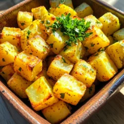 - 4 mittelgroße Russet-Kartoffeln - 3 Esslöffel Olivenöl - 4 Knoblauchzehen - 1 Teelöffel getrockneter Thymian - 1 Teelöffel getrockneter Rosmarin - 1 Teelöffel geräuchertes Paprikapulver - Salz und Pfeffer nach Geschmack - Frische Petersilie, gehackt Ich liebe es, mit frischen Zutaten zu arbeiten. Die Russet-Kartoffeln sind perfekt für dieses Rezept. Sie sind stärkehaltig und geben eine schöne Textur. Zuerst schäle ich die Kartoffeln und schneide sie in gleich große Würfel. So garen sie gleichmäßig. Dann nehme ich eine große Schüssel. Dort gebe ich die Kartoffelwürfel, das Olivenöl und die fein gehackten Knoblauchzehen. Jetzt kommen die Kräuter ins Spiel. Ich füge den getrockneten Thymian, Rosmarin und das geräucherte Paprikapulver hinzu. Diese Gewürze geben den Kartoffeln einen tollen Geschmack. Ich würze alles mit Salz und Pfeffer. Es ist wichtig, alles gut zu vermischen. So sind die Kartoffeln gleichmäßig gewürzt. Die frische Petersilie kommt erst zum Schluss. Sie sorgt für einen schönen Farbkontrast und frischen Geschmack. Mit diesen Zutaten zauberst du ein einfaches, aber leckeres Gericht. Die Kombination aus Knoblauch und Kräutern macht die Kartoffeln unwiderstehlich. Zuerst wasche ich die Russet-Kartoffeln gründlich. Dann schäle ich sie, um die Schale zu entfernen. Es ist wichtig, die Kartoffeln in gleichmäßige Würfel zu schneiden, etwa 2,5 cm groß. So garen sie gleichmäßig und werden perfekt knusprig. In einer großen Schüssel vermenge ich die gewürfelten Kartoffeln mit 3 Esslöffeln Olivenöl. Dann füge ich 4 fein gehackte Knoblauchzehen, 1 Teelöffel getrockneten Thymian, 1 Teelöffel getrockneten Rosmarin und 1 Teelöffel geräuchertes Paprikapulver hinzu. Ich würze die Mischung mit Salz und Pfeffer. Es ist wichtig, die Kartoffeln gut zu mischen, damit alle Stücke gleichmäßig bedeckt sind. Ich heize meinen Air Fryer auf 200°C vor. Das dauert etwa 5 Minuten. Nach dem Vorheizen lege ich die gewürzten Kartoffelwürfel in den Korb. Ich achte darauf, dass sie gleichmäßig verteilt sind. Falls mein Air Fryer klein ist, brate ich die Kartoffeln in mehreren Durchgängen. Ich gare sie für 15 bis 20 Minuten und schüttle den Korb nach 10 Minuten. So werden die Kartoffeln goldbraun und schön knusprig. Um sicherzustellen, dass die Kartoffeln gleichmäßig garen, achte darauf, sie in gleich große Würfel zu schneiden. So werden sie alle zur gleichen Zeit fertig. Wenn du einen Thermometer hast, nutze ihn. Die ideale Kerntemperatur für Kartoffeln liegt bei etwa 93°C. Für extra knusprige Kartoffeln kannst du die Kochzeit um ein paar Minuten verlängern. Überprüfe die Kartoffeln regelmäßig, um sicherzustellen, dass sie nicht verbrennen. Teste auch verschiedene Öle. Avocadoöl oder Erdnussöl können tolle Alternativen sein und bringen ihren eigenen Geschmack. Ein häufiger Fehler ist, dass die Kartoffeln am Ende verbrannt sind. Das passiert oft, wenn sie zu nah an der Heizquelle liegen oder die Kochzeit nicht stimmt. Achte darauf, dass der Air Fryer nicht zu voll ist. Das sorgt für eine bessere Luftzirkulation. Zudem ist die Wassertemperatur beim Kochen gut zu beachten. Wenn du die Kartoffeln vorher kochst, sollten sie nicht in kaltem Wasser sein. Warmes Wasser sorgt für ein besseres Ergebnis. {{image_4}} Für eine neue Geschmacksnote probiere frische Kräuter. Rosmarin bringt einen schönen Duft. Schnittlauch gibt eine milde Zwiebelnote. Du kannst auch Basilikum oder Thymian verwenden. Frische Kräuter sind stark im Geschmack. Hacke sie fein und mische sie gut unter die Kartoffeln. Du kannst die Gewürze anpassen, um verschiedene Geschmäcker zu erreichen. Curry bringt eine exotische Note. Italienische Gewürzmischungen wie Oregano und Basilikum sind ebenfalls toll. Experimentiere mit Chili für eine scharfe Variante. So findest du deinen Lieblingsgeschmack. Die Wahl der Kartoffeln beeinflusst die Textur. Russet-Kartoffeln sind perfekt für knusprige Würfel. Du kannst auch festkochende Sorten wie Yukon Gold ausprobieren. Diese haben eine cremige Konsistenz. Süßkartoffeln geben einen süßeren Geschmack. Probiere verschiedene Sorten aus, um deine perfekte Kombination zu finden. Um die übrig gebliebenen Kartoffelwürfel zu lagern, lege sie in einen luftdichten Behälter. Du kannst sie auch in Alufolie wickeln. Stelle den Behälter in den Kühlschrank. So bleiben die Kartoffeln frisch. Sie sollten innerhalb von drei Tagen gegessen werden. Um die Knusprigkeit zu bewahren, heize deinen Air Fryer auf 200°C vor. Lege die Kartoffelwürfel in den Korb. Erwärme sie für etwa 5 bis 7 Minuten. Schüttle den Korb einmal, damit sie gleichmäßig warm werden. So schmecken sie fast wie frisch zubereitet. Die Haltbarkeit der Kartoffelwürfel im Kühlschrank beträgt etwa drei Tage. Nach dieser Zeit können sie weich und schlaff werden. Es ist besser, sie frisch zu essen. Wenn du sie länger aufbewahren möchtest, kannst du sie auch einfrieren. Achte darauf, sie in einem gefrierfesten Behälter zu lagern. Die Garzeit für die Kartoffeln beträgt 15 bis 20 Minuten. Diese Zeit kann je nach Größe der Würfel variieren. Kleinere Würfel garen schneller, größere brauchen länger. Ich empfehle, die Kartoffeln nach 15 Minuten zu überprüfen. Sie sollten goldbraun und zart sein. Die perfekte Garzeit sorgt für eine knusprige Außenseite und eine weiche Innenseite. Ja, frische Kräuter sind eine tolle Wahl. Verwenden Sie etwa dreimal so viel frische Kräuter wie getrocknete. Zum Beispiel können Sie einen Esslöffel frischen Thymian und einen Esslöffel frischen Rosmarin nutzen. Frische Kräuter bringen einen lebendigeren Geschmack. Fügen Sie die frischen Kräuter gegen Ende des Garens hinzu, um ihr Aroma zu bewahren. Um die Kartoffelwürfel würziger zu machen, erhöhen Sie die Menge an Gewürzen. Sie können auch neue Gewürze ausprobieren. Fügen Sie mehr Knoblauch oder Chili-Flocken hinzu, um mehr Hitze zu erzielen. Experimentieren Sie mit verschiedenen Kräutern. Zum Beispiel passt italienische Gewürzmischung gut zu Kartoffeln. Ein wenig mehr Salz oder Pfeffer kann auch helfen, den Geschmack zu intensivieren. In diesem Beitrag haben wir gelernt, wie man knusprige Kartoffelwürfel im Air Fryer zubereitet. Wir haben die Hauptzutaten, Gewürze und die Schritt-für-Schritt-Anleitung behandelt. Ich habe auch Tipps gegeben, um die Knusprigkeit zu erhöhen und häufige Fehler zu vermeiden. Variationen mit Kräutern und Gewürzmischungen bieten mehr Geschmack. Für die Lagerung und das Aufwärmen gab es hilfreiche Hinweise. Probieren Sie diese Technik aus. Ihre Kartoffeln werden köstlich sein!
