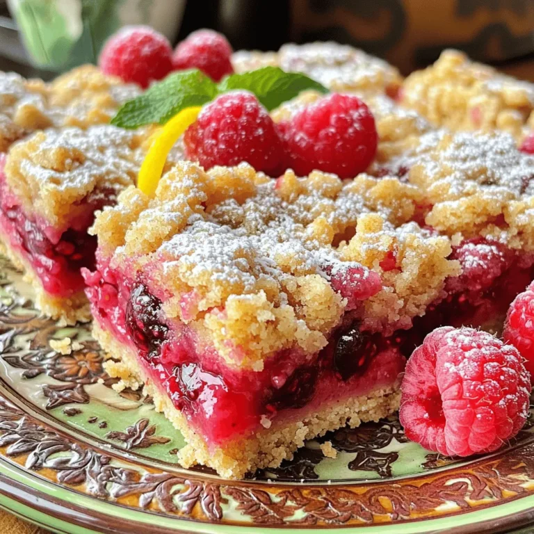 Für die Himbeer-Limonade-Krümelriegel brauchst du folgende Zutaten: - 240 g Weizenmehl - 100 g Haferflocken - 100 g brauner Zucker - 100 g Zucker - 1 Teelöffel Backpulver - ½ Teelöffel Salz - 115 g ungesalzene Butter, geschmolzen - 150 g frische Himbeeren (oder gefrorene, aufgetaut) - 2 Esslöffel Zitronensaft - Abrieb von 1 Zitrone - 1 Ei - 1 Esslöffel Speisestärke Diese Zutaten ergeben eine toll schmeckende Kombination. Die Himbeeren und die Zitrone geben einen frischen Geschmack. Falls du keine frischen Himbeeren hast, kannst du gefrorene verwenden. Lass sie vorher auftauen. Du kannst auch andere Beeren wie Erdbeeren oder Blaubeeren nutzen. Anstelle von Weizenmehl kannst du auch Dinkelmehl nehmen. Für eine vegane Option wähle ein pflanzliches Ei oder eine Banane als Ersatz. Achte darauf, dass die Himbeeren fest und glänzend sind. Sie sollten eine tiefe Farbe haben und keine braunen Flecken. Frische Himbeeren sind oft süß und duftend. Wenn du sie kaufst, schau dir die Verpackung an. Es ist wichtig, dass sie nicht zerdrückt oder matschig sind. Wenn möglich, kaufe die Himbeeren direkt vom Markt. So sind sie meist frischer. Heizen Sie den Ofen auf 175 °C vor. Fetten Sie eine Backform mit 23x23 cm ein oder legen Sie sie mit Backpapier aus. Das Backpapier hilft, die Riegel leicht herauszunehmen. In einer großen Schüssel mischen Sie 240 g Weizenmehl, 100 g Haferflocken, 100 g braunen Zucker, 100 g Zucker, 1 Teelöffel Backpulver und ½ Teelöffel Salz. Rühren Sie gut um, damit die trockenen Zutaten gleichmäßig verteilt sind. Fügen Sie 115 g geschmolzene Butter hinzu und mischen Sie alles gründlich. Drücken Sie etwa zwei Drittel dieser Mischung gleichmäßig in den Boden der Backform, um eine feste Kruste zu bilden. In einer anderen Schüssel kombinieren Sie 150 g Himbeeren, 2 Esslöffel Zitronensaft, den Abrieb einer Zitrone, 1 Ei und 1 Esslöffel Speisestärke. Mischen Sie vorsichtig, bis die Himbeeren leicht eingehüllt sind. Seien Sie vorsichtig, damit die Himbeeren nicht zerdrückt werden. Verteilen Sie die Himbeermischung gleichmäßig über der Kruste in der Backform. Streuen Sie die restliche Mischung von einem Drittel der Haferflocken darauf. Backen Sie die Riegel 25-30 Minuten lang, bis die Oberseite goldbraun ist. Die Himbeeren sollten sprudeln. Lassen Sie die Riegel mindestens 20 Minuten im Blech abkühlen, bevor Sie sie schneiden. Warten Sie bis sie vollständig abgekühlt sind, damit sie sich besser schneiden lassen. Um die perfekten Krümel zu machen, müssen Sie die Mischung gut vermengen. Achten Sie darauf, die Butter gleichmäßig unter die trockenen Zutaten zu mischen. Dadurch entsteht eine schöne, bröselige Textur. Drücken Sie die Mischung fest in die Backform, damit die Kruste stabil bleibt. Lassen Sie etwas von der Mischung für die oberste Schicht übrig. So haben Sie eine knusprige Kruste. Ein häufiger Fehler ist, die Himbeeren zu stark zu zerdrücken. Seien Sie sanft, wenn Sie die Himbeeren mit den anderen Zutaten vermengen. Wenn sie zerdrückt werden, wird die Füllung matschig. Ein weiterer Fehler ist, die Backzeit zu ignorieren. Überprüfen Sie die Riegel regelmäßig. Sie sind fertig, wenn die Oberseite goldbraun ist und die Himbeeren sprudeln. Die Süße kann leicht angepasst werden. Wenn Sie es weniger süß mögen, reduzieren Sie den Zucker um etwa 20 Gramm. Für mehr Süße fügen Sie etwas Honig oder Agavendicksaft hinzu. Denken Sie daran, dass die Himbeeren auch eine natürliche Säure haben, die den Geschmack beeinflusst. Probieren Sie die Füllung vor dem Backen. So können Sie die Süße perfekt einstellen. {{image_4}} Du kannst viele Früchte für diese Riegel verwenden. Erdbeeren sind eine tolle Wahl. Schneide sie klein, damit sie gut in die Füllung passen. Auch Blaubeeren oder Preiselbeeren funktionieren gut. Wenn du eine süßere Note möchtest, probiere Pfirsiche oder Aprikosen. Diese Früchte bringen einen anderen Geschmack, machen die Riegel aber genauso lecker. Zitrusfrüchte bringen Frische in die Riegel. Du kannst Limetten oder Orangen nutzen, um den Geschmack zu ändern. Limetten geben eine tolle, spritzige Note. Nimm den Saft und etwas Abrieb für den besten Geschmack. Bei Orangen kannst du den Saft und den Abrieb verwenden. Diese Früchte passen gut zu den süßen und sauren Himbeeren. Wenn du glutenfrei backen möchtest, gibt es einfache Alternativen. Nutze glutenfreies Mehl anstelle von Weizenmehl. Viele Marken bieten gute Mischungen an. Auch Haferflocken gibt es glutenfrei. Stelle sicher, dass sie als glutenfrei gekennzeichnet sind. So kannst du leckere Riegel genießen, ohne Gluten zu verwenden. Um die Himbeer-Limonade-Krümelriegel frisch zu halten, lege sie in einen luftdichten Behälter. Achte darauf, dass die Riegel vollständig abgekühlt sind, bevor du sie verstaut. So vermeidest du Feuchtigkeit, die die Krümel weich machen kann. Lagere die Riegel bei Raumtemperatur. Sie bleiben dort bis zu fünf Tage frisch. Wenn du die Riegel länger aufbewahren möchtest, friere sie ein. Schneide die Riegel in Stücke und lege sie zwischen Backpapier. Das hilft, ein Zusammenkleben zu verhindern. Packe die Riegel dann in einen gefrierfesten Beutel oder Behälter. So bleiben sie bis zu drei Monate genießbar. Um sie zu essen, lass die Riegel einfach bei Raumtemperatur auftauen. Beachte, dass die Riegel nach ein paar Tagen weich werden können. Achte darauf, sie rechtzeitig zu essen. Wenn du Schimmel oder einen unangenehmen Geruch bemerkst, wirf sie weg. Das sind klare Anzeichen, dass die Riegel nicht mehr gut sind. Achte darauf, die Riegel richtig aufzubewahren, um ihre Haltbarkeit zu verlängern. Um die Konsistenz der Riegel zu verbessern, ist es wichtig, die richtigen Zutaten zu wählen. Verwenden Sie frische Himbeeren, da sie mehr Saft haben. Wenn Sie gefrorene Himbeeren verwenden, lassen Sie sie gut abtropfen. Sie können auch die Menge an Speisestärke erhöhen. Dies hilft, die Füllung zu stabilisieren. Achten Sie darauf, die Kruste fest zu drücken, damit sie nicht bröckelig wird. Lassen Sie die Riegel nach dem Backen vollständig abkühlen, bevor Sie sie schneiden. Dies hilft, die Struktur zu bewahren. Ja, Sie können die Riegel im Voraus zubereiten. Sie sind eine großartige Option für Partys oder Snacks. Bereiten Sie die Riegel einfach einen Tag vorher zu. Lassen Sie sie vollständig abkühlen und bewahren Sie sie in einem luftdichten Behälter auf. So bleiben sie frisch. Sie können die Riegel auch einfrieren. Wickeln Sie sie gut ein, um Gefrierbrand zu vermeiden. So haben Sie immer einen leckeren Snack bereit. Diese Riegel passen gut zu vielen Getränken. Ein Glas frische Limonade oder Eistee wäre perfekt. Sie können auch eine Kugel Vanilleeis dazu servieren. Für einen besonderen Touch garnieren Sie die Riegel mit frischen Himbeeren und einem Minzblatt. Eine Staubzucker-Schicht oben drauf sorgt für einen schönen Kontrast. Diese kleinen Details machen Ihre Riegel besonders und lecker. Zusammenfassend haben wir die Zutaten, die Zubereitung und wichtige Tipps besprochen. Frische Himbeeren sind entscheidend für den Geschmack. Achte auf die richtige Lagerung für die besten Riegel. Variiere die Rezepte mit anderen Früchten, wenn du möchtest. Du kannst die Riegel auch im Voraus machen. Experimentiere mit der Süße, um die perfekte Mischung zu finden. Mit diesen Tipps und Anleitungen wirst du leckere Himbeerriegel zaubern. Viel Spaß beim Ausprobieren!