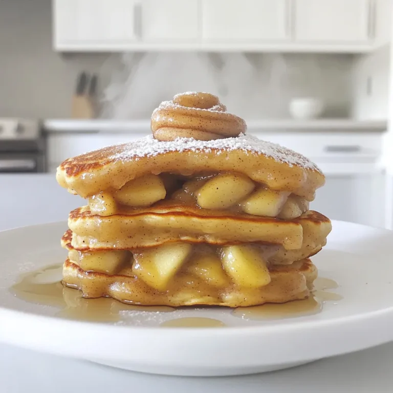 - 1 Tasse Weizenmehl - 1 Tasse Buttermilch - 1 mittelgroßer Apfel, geschält und gewürfelt Die Hauptzutaten sind einfach und leicht zu finden. Weizenmehl gibt den Pfannkuchen Struktur und hält sie zusammen. Buttermilch sorgt für einen tollen Geschmack und macht die Pfannkuchen fluffig. Der Apfel bringt Frische und Süße. Wähle einen knackigen Apfel für den besten Geschmack. - 1 Esslöffel Kristallzucker - 1 Teelöffel Zimt - 1/4 Tasse brauner Zucker Zimt ist der Star dieser Mischung. Sein warmer Geschmack passt perfekt zu Äpfeln. Kristallzucker fügt eine süße Note hinzu, während der braune Zucker für einen tiefen Karamellgeschmack sorgt. Diese Gewürze machen die Pfannkuchen besonders lecker. - 1 großes Ei - 2 Esslöffel geschmolzene Butter - 1/2 Teelöffel Vanilleextrakt Das Ei bindet die Zutaten und gibt den Pfannkuchen Struktur. Geschmolzene Butter macht sie reichhaltig und geschmackvoll. Vanilleextrakt fügt eine feine Note hinzu. Diese Zutaten machen das Frühstück zu einem festlichen Erlebnis. Zuerst vermische ich das Weizenmehl, den Kristallzucker, das Backpulver, das Natron und das Salz in einer großen Schüssel. Achte darauf, dass keine Klumpen bleiben. Die trockenen Zutaten sind die Basis für die Pfannkuchen. In einer anderen Schüssel vermenge ich die Buttermilch, das Ei und die geschmolzene Butter. Ich rühre die Mischung gut um, bis sie gleichmäßig aussieht. Diese nassen Zutaten bringen Feuchtigkeit in den Teig. Jetzt kombiniere ich die nassen und trockenen Zutaten. Ich vermenge alles vorsichtig, bis es gerade so zusammenkommt. Einige Klumpen sind in Ordnung. Danach füge ich den gewürfelten Apfel und den Vanilleextrakt hinzu und hebe sie sanft unter. Für die Zimtfüllung vermische ich den braunen Zucker und den Zimt in einer kleinen Schüssel. Ich achte darauf, dass die Mischung gut verteilt ist. Diese Füllung gibt den Pfannkuchen einen süßen und würzigen Kick. Ich erhitze eine beschichtete Pfanne bei mittlerer Hitze. Ein wenig Butter oder Kochspray hilft, damit nichts kleben bleibt. Ich gieße etwa 1/4 Tasse des Pfannkuchenteigs in die Pfanne. Bevor der Teig fest wird, träufle ich einen Teelöffel von der Zimtfüllung in Spiralen auf den Teig. Die Pfannkuchen backe ich 2-3 Minuten, bis Blasen auf der Oberfläche erscheinen. Dann wende ich sie vorsichtig und backe sie weitere 2-3 Minuten, bis sie goldbraun sind. Ich serviere die Pfannkuchen warm und stapel sie übereinander. Nach Belieben träufle ich Ahornsirup darüber oder bestäube sie mit Puderzucker. So wird das Frühstück noch leckerer! Der Teig für diese Apfel Zimt Roll Pfannkuchen ist einfach. Klumpen im Teig sind in Ordnung. Sie machen die Pfannkuchen locker und fluffig. Übermixen ist nicht nötig. Rühre nur so lange, bis alles gut vermischt ist. Das sorgt für die beste Textur. Eine gut vorgeheizte Pfanne macht den Unterschied. Stelle die Pfanne auf mittlere Hitze ein. Lasse sie einige Minuten erwärmen. Das hilft, dass die Pfannkuchen gleichmäßig backen. Fette die Pfanne leicht mit Butter oder Kochspray ein. So kleben die Pfannkuchen nicht fest. Die Präsentation ist wichtig. Staple die Pfannkuchen kreativ auf einem großen Teller. Du kannst sie mit Ahornsirup übergießen. Puderzucker macht sie noch süßer. Frische Apfelstücke oder Zimtstangen geben einen schönen Touch. Sei kreativ und gestalte dein Frühstück ansprechend. {{image_4}} Um diese Pfannkuchen vegan zu machen, brauchen Sie eine pflanzliche Buttermilch. Mischen Sie einfach eine Tasse Soja- oder Mandelmilch mit einem Esslöffel Essig. Lassen Sie es einige Minuten stehen. Für das Ei können Sie 1 Esslöffel Leinsamenmehl mit 2 Esslöffeln Wasser mischen. Lassen Sie es ebenfalls einige Minuten quellen. Diese Optionen sind einfach und bieten tollen Geschmack. Um Ihre Pfannkuchen noch interessanter zu machen, fügen Sie Nüsse oder Rosinen hinzu. Walnüsse oder Pekannüsse passen gut zu Äpfeln und Zimt. Sie geben einen knackigen Biss. Rosinen bringen eine süße Note und harmonieren gut mit dem Zimt. Einfach ein paar Esslöffel in den Teig mischen, bevor Sie ihn braten. Für eine glutenfreie Version verwenden Sie glutenfreies Mehl. Es gibt viele Marken, die mit Weizenmehl gut vergleichbar sind. Achten Sie darauf, dass die Mischung auch Bindemittel enthält. Diese Mischung gibt Ihrem Teig die richtige Struktur. Glutenfreies Backen kann eine kleine Herausforderung sein, aber es lohnt sich, den perfekten Pfannkuchen zu finden. Die übrig gebliebenen Pfannkuchen sind einfach im Kühlschrank zu lagern. Legen Sie sie in einen luftdichten Behälter. So bleiben sie frisch. Sie können auch Backpapier zwischen die Pfannkuchen legen. Das verhindert, dass sie aneinander kleben. Lagern Sie die Pfannkuchen nicht länger als drei Tage. Danach verlieren sie ihren Geschmack und ihre Textur. Es gibt zwei einfache Wege, um Pfannkuchen aufzuwärmen. Die erste Methode ist die Mikrowelle. Legen Sie einen Pfannkuchen auf einen Teller. Decken Sie ihn mit einem feuchten Papiertuch ab. Wärmen Sie ihn 20 bis 30 Sekunden lang auf. Die zweite Methode ist die Pfanne. Erhitzen Sie die Pfanne bei mittlerer Hitze. Legen Sie den Pfannkuchen hinein und wenden Sie ihn nach einer Minute. So bleibt er knusprig und lecker. Wie lange sind die Pfannkuchen frisch? Im Kühlschrank halten sie bis zu drei Tage. Wenn Sie sie länger aufbewahren möchten, können Sie sie einfrieren. Wickeln Sie die Pfannkuchen einzeln in Frischhaltefolie. Legen Sie sie dann in einen Gefrierbeutel. So bleiben sie bis zu drei Monate frisch. Tauchen Sie die gefrorenen Pfannkuchen einfach im Kühlschrank auf, bevor Sie sie aufwärmen. Mit diesem Rezept kannst du etwa vier Portionen Pfannkuchen machen. Das ergibt etwa 8 bis 10 Pfannkuchen, je nach Größe. Wenn du mehr Gäste hast, verdopple einfach die Zutaten. Ja, gefrorene Äpfel sind eine gute Option. Achte darauf, sie vorher aufzutauen und gut abzutropfen. So wird der Teig nicht zu nass. Gefrorene Äpfel haben oft weniger Geschmack, also füge mehr Zimt oder Zucker hinzu, wenn du magst. Unfluffige Pfannkuchen können verschiedene Gründe haben. Möglicherweise hast du den Teig zu lange gerührt. Ein paar Klumpen sind in Ordnung. Auch die richtige Hitze ist wichtig. Die Pfanne sollte heiß, aber nicht zu heiß sein, um die Pfannkuchen gleichmäßig zu backen. Wenn du keine Buttermilch hast, gibt es einfache Alternativen. Du kannst normale Milch mit einem Esslöffel Essig oder Zitronensaft mischen. Lass es einige Minuten stehen. Alternativ kannst du auch ungesüßte Joghurt oder Sauerrahm verwenden. Dieses Rezept bietet köstliche Pfannkuchen, die einfach zuzubereiten sind. Wir haben die Hauptzutaten und Gewürze durchgegangen. Zudem zeigte ich dir, wie du den perfekten Teig mischst und deine Pfannkuchen anrichtest. Denke an kreative Variationen wie vegane oder glutenfreie Optionen. Lagerung und Aufwärmtipps sorgen dafür, dass du lange Freude an deinen Pfannkuchen hast. Nutze diese Anleitung, um leckere, fluffige Pfannkuchen zu genießen und deine Familie zu beeindrucken!