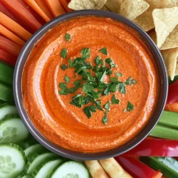 Für diesen Dip brauchen Sie nur die besten Zutaten. Hier sind die Hauptzutaten: - 1 Tasse geröstete Paprika, aus dem Glas oder selbstgemacht - 225 g Ziegenkäse, weich - 120 g Frischkäse, weich - 2 Esslöffel Olivenöl - 2 Esslöffel Zitronensaft - 1 Knoblauchzehe, fein gehackt - 1 Teelöffel getrockneter Oregano - Salz und schwarzer Pfeffer nach Geschmack Diese Zutaten machen den Dip cremig und voller Geschmack. Die Kombination aus Ziegenkäse und Paprika gibt einen tollen Mix aus süß und salzig. Um den Dip noch schöner zu machen, können Sie ihn garnieren. Hier sind einige Ideen: - Frische Petersilie, gehackt - Ausgewählte frische Gemüsesticks (Karotten, Gurken, Paprika) - Pita-Chips zum Servieren Die frische Petersilie bringt Farbe und Frische. Die Gemüsesticks und Pita-Chips sind perfekt zum Eintauchen. Die Qualität der Zutaten ist wichtig. Hier sind einige Tipps: - Wählen Sie frische Paprika, wenn Sie sie selbst rösten. Sie sind süßer und voller Geschmack. - Kaufen Sie hochwertigen Ziegenkäse. Ein guter Ziegenkäse macht einen großen Unterschied im Geschmack. - Frischkäse sollte cremig sein. Achten Sie darauf, dass er nicht zu fest ist. - Verwenden Sie kaltes, hochwertiges Olivenöl. Es bringt einen tollen Geschmack in den Dip. Mit diesen Tipps können Sie sicherstellen, dass Ihr Dip immer lecker wird. Zuerst wählen Sie die Paprika. Sie können geröstete Paprika aus dem Glas verwenden. Wenn Sie frische Paprika verwenden, rösten Sie diese zuerst. Dazu einfach die Paprika auf einen Grill legen, bis die Haut schwarz wird. Lassen Sie die Paprika abkühlen und entfernen Sie die Haut, wenn gewünscht. In einer großen Schüssel geben Sie die gerösteten Paprika, den Ziegenkäse und den Frischkäse. Fügen Sie das Olivenöl, den Zitronensaft und die gehackte Knoblauchzehe hinzu. Diese Zutaten sorgen für einen reichen und cremigen Geschmack. Nutzen Sie eine Küchenmaschine, um die Mischung glatt zu mixen. Achten Sie darauf, die Seiten der Schüssel abzukratzen. Das hilft, alles gut zu vermengen. Nach dem ersten Mixen fügen Sie den getrockneten Oregano, Salz und Pfeffer hinzu. Mixen Sie erneut, bis alles gut vermischt ist. Probieren Sie den Dip jetzt. Passen Sie die Gewürze nach Ihrem Geschmack an. Magst du es schärfer? Fügen Sie mehr Pfeffer hinzu. Geben Sie den Dip in eine schöne Servierschüssel. Streuen Sie frische Petersilie darüber. Das sieht frisch und einladend aus. Für das Servieren empfehle ich frische Gemüsesticks wie Karotten und Gurken. Pita-Chips sind auch eine tolle Wahl. Diese Snacks machen das Dippen einfach und lecker. Genießen Sie es mit Freunden oder Familie. Ein häufiges Problem ist, wenn der Dip zu wässrig wird. Vermeiden Sie es, die Paprika nicht gut abtropfen zu lassen. Wenn Sie frische Paprika verwenden, rösten Sie sie gut. Entfernen Sie die Haut, wenn sie abgekühlt ist. Zu viel Olivenöl kann den Geschmack überdecken. Geben Sie es sparsam hinzu. Für eine cremige Konsistenz verwenden Sie weichen Ziegenkäse und Frischkäse. Mixen Sie die Zutaten gut in der Küchenmaschine. Wenn der Dip zu dick ist, fügen Sie etwas mehr Olivenöl oder Zitronensaft hinzu. Eine gute Regel ist, die Mischung mindestens zwei Minuten zu pürieren. So wird der Dip schön glatt. Jeder hat einen anderen Geschmack. Fügen Sie mehr Knoblauch für einen stärkeren Geschmack hinzu. Wenn Sie es schärfer mögen, probieren Sie roten Pfeffer oder Chili. Frische Kräuter wie Basilikum oder Schnittlauch bringen neue Aromen. Seien Sie kreativ und experimentieren Sie mit Gewürzen. Jeder Bissen sollte Ihnen Freude bringen! {{image_4}} Um dem Dip eine würzige Note zu geben, fügen Sie frische oder getrocknete Chili hinzu. Dies gibt dem Dip einen schönen Kick. Sie können auch rote Chiliflocken verwenden. Beginnen Sie mit einer kleinen Menge, etwa einem halben Teelöffel. Mischen Sie dann gut und probieren Sie den Dip. Sie können mehr Chili hinzufügen, bis der gewünschte Schärfegrad erreicht ist. Wenn Sie eine vegane Option suchen, ersetzen Sie den Ziegenkäse und Frischkäse durch pflanzliche Alternativen. Es gibt viele tolle vegane Käse, die Sie verwenden können. Auch Cashew-Creme ist eine gute Option. Mixen Sie die Cashews, bis sie cremig sind. Fügen Sie die gerösteten Paprika und die anderen Zutaten wie gewohnt hinzu. Zusätzliche Kräuter bringen frischen Geschmack. Sie können Schnittlauch, Dill oder Basilikum verwenden. Fügen Sie die Kräuter einfach am Ende der Zubereitung hinzu. Für einen anderen Geschmack können Sie auch ein wenig Kreuzkümmel oder Paprika verwenden. Diese Gewürze geben dem Dip eine neue Tiefe. Experimentieren Sie mit verschiedenen Kräutern, um Ihre perfekte Mischung zu finden. Bewahren Sie den Dip in einem luftdichten Behälter auf. So bleibt er frisch. Stellen Sie sicher, dass der Behälter gut verschlossen ist. Im Kühlschrank hält sich der Dip bis zu fünf Tage. Vor dem Servieren rühren Sie ihn gut durch. Sie können den Dip auch einfrieren. Füllen Sie ihn in einen gefrierfesten Behälter. Lassen Sie etwas Platz oben, da der Dip sich ausdehnt. Der Dip bleibt bis zu drei Monate im Gefrierfach. Zum Auftauen stellen Sie ihn über Nacht in den Kühlschrank. Überprüfen Sie die Frische, bevor Sie den Dip essen. Riechen Sie daran und schauen Sie nach Verfärbungen. Wenn etwas komisch aussieht oder riecht, werfen Sie es weg. Frische Zutaten sorgen für den besten Geschmack. Der Dip hält sich gut im Kühlschrank. Du kannst ihn bis zu fünf Tage aufbewahren. Achte darauf, ihn in einem luftdichten Behälter zu lagern. So bleibt er frisch und lecker. Ja, du kannst den Dip gut im Voraus zubereiten. Bereite ihn einen Tag vorher zu. Lass ihn dann im Kühlschrank gut durchziehen. So vermischen sich die Aromen besser und machen den Dip noch schmackhafter. Dieser Dip schmeckt toll mit vielen Beilagen. Frische Gemüsesticks sind eine gute Wahl. Karotten, Gurken und Paprika passen gut. Pita-Chips sind ebenfalls super zum Eintauchen. Du kannst auch Cracker oder Brot anbieten. Dieser Artikel hat dir die besten Zutaten für deinen Dip gezeigt. Du hast erfahren, wie du sie auswählst und zubereitest. Die Schritt-für-Schritt-Anleitung hilft dir, alles richtig zu machen, während Tipps und Tricks häufige Fehler verhindern. Du kannst sogar Variationen wie die würzige oder vegane Version ausprobieren. Lagere deinen Dip richtig, um die Frische zu sichern. Denke daran, dass die richtige Präsentation den Genuss steigert. Mach deinen nächsten Snack zum Hit!
