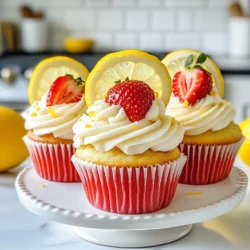 Für die perfekten Erdbeer-Zitronen-Limonade Muffins brauchen wir: - 1 ½ Tassen Weizenmehl (allzweck) - 1 Teelöffel Backpulver - ½ Teelöffel Natron - ¼ Teelöffel Salz - ½ Tasse ungesalzene Butter, weich - 1 Tasse Zucker - 2 große Eier - 1 Teelöffel Vanilleextrakt - ½ Tasse Buttermilch - ¼ Tasse frischer Zitronensaft - Schale von 1 Zitrone - 1 Tasse frische Erdbeeren, püriert Diese Zutaten geben den Muffins einen frischen und fruchtigen Geschmack. Die Erdbeeren und der Zitronensaft sorgen für die perfekte Balance zwischen süß und sauer. Für das cremige Frosting benötigen wir: - 1 Tasse Puderzucker - 4 oz Frischkäse, weich - ¼ Tasse Butter, weich - 1-2 Esslöffel Zitronensaft Das Frosting ist leicht und hat einen tollen Geschmack. Der Frischkäse macht es schön cremig. Um die Muffins noch ansprechender zu machen, verwenden wir: - Frische Erdbeeren - Zitronenscheiben Diese Dekoration sieht nicht nur gut aus, sondern bringt auch zusätzlichen Geschmack. Frische Zutaten machen das Bild lebendiger und einladender. {{ingredient_image_2}} Heizen Sie Ihren Ofen auf 175°C vor. Nehmen Sie eine Muffinform und legen Sie sie mit Papierförmchen aus. Es ist wichtig, dass die Förmchen gut sitzen, damit der Teig nicht ausläuft. In einer mittelgroßen Schüssel mischen Sie 1 ½ Tassen Weizenmehl, 1 Teelöffel Backpulver, ½ Teelöffel Natron und ¼ Teelöffel Salz. Rühren Sie gut um, damit alles gleichmäßig verteilt ist. Stellen Sie die Mischung beiseite, damit sie bereit ist, wenn Sie die feuchten Zutaten hinzufügen. In einer großen Rührschüssel schlagen Sie ½ Tasse weiche Butter und 1 Tasse Zucker zusammen. Machen Sie dies für etwa 3-4 Minuten, bis die Mischung leicht und luftig ist. Fügen Sie dann nacheinander 2 große Eier hinzu und schlagen Sie jedes Ei gründlich unter. Geben Sie 1 Teelöffel Vanilleextrakt sowie ½ Tasse Buttermilch, ¼ Tasse frischen Zitronensaft und die Schale von 1 Zitrone hinzu. Rühren Sie alles gut um. Geben Sie die trockene Zutatenmischung langsam zu den feuchten Zutaten. Rühren Sie nur so lange, bis alles gerade vermischt ist. Achten Sie darauf, nicht zu viel zu rühren. Fügen Sie 1 Tasse pürierte Erdbeeren vorsichtig hinzu, bis sie gleichmäßig im Teig verteilt sind. Verteilen Sie den Teig gleichmäßig auf die Muffinförmchen. Füllen Sie jedes Förmchen etwa zu 2/3. Backen Sie die Muffins im vorgeheizten Ofen für 18-20 Minuten. Überprüfen Sie mit einem Zahnstocher, ob sie fertig sind. Lassen Sie die Muffins 5 Minuten in der Form abkühlen, bevor Sie sie auf ein Kuchengitter legen. Für das Frosting schlagen Sie 4 oz weichen Frischkäse und ¼ Tasse weiche Butter zusammen, bis eine glatte Mischung entsteht. Fügen Sie nach und nach 1 Tasse Puderzucker hinzu und rühren Sie gut um. Geben Sie 1-2 Esslöffel Zitronensaft hinzu, bis das Frosting die perfekte Konsistenz hat. Wenn die Muffins abgekühlt sind, verzieren Sie sie großzügig mit dem Frosting. Dekorieren Sie nach Belieben mit frischen Erdbeeren und Zitronenscheiben. Um die besten Erdbeer-Zitronen-Limonade Muffins zu backen, achte auf Folgendes: - Zutaten Raumtemperatur: Lass Eier und Butter vorher draußen. Das hilft beim Mischen. - Nicht zu lange rühren: Mische die trockenen und feuchten Zutaten nur kurz. So bleiben die Muffins fluffig. - Teig gleichmäßig füllen: Fülle die Förmchen etwa zu zwei Dritteln. So gehen die Muffins gleichmäßig auf. Einige Fehler können deinen Muffins schaden. Vermeide diese: - Übermixen: Wenn du zu lange rührst, werden die Muffins dicht und hart. - Falsche Ofentemperatur: Heize den Ofen gut vor. Ein kalter Ofen kann das Aufgehen stören. - Nicht abkühlen lassen: Lass die Muffins nach dem Backen kurz in der Form. Das macht sie saftiger. Die Dekoration macht deine Muffins besonders. Hier sind einige Tipps: - Frischkäsefrosting: Verwende eine Spritztülle für schöne Muster. Das sieht toll aus. - Erdbeeren und Zitronen: Lege frische Erdbeeren oder Zitronenscheiben auf das Frosting. Das macht die Muffins bunt. - Zuckerstreusel: Streue bunte Zuckerstreusel über das Frosting. So werden deine Muffins ein echter Hingucker. Pro Tipps Frische Zutaten verwenden: Verwenden Sie die frischesten Erdbeeren und Zitronen, um den besten Geschmack zu erzielen. Teig nicht übermixen: Mischen Sie die trockenen und feuchten Zutaten nur, bis sie gerade kombiniert sind, um zähe Muffins zu vermeiden. Frosting richtig lagern: Bewahren Sie das Frosting im Kühlschrank auf, wenn Sie es nicht sofort verwenden, damit es fest bleibt. Variationen ausprobieren: Experimentieren Sie mit anderen Beeren oder Zitrusfrüchten, um neue Geschmacksrichtungen zu entdecken. {{image_4}} Um vegane Erdbeer-Zitronen-Limonade Muffins zu machen, ersetze die Eier durch Apfelmus. Verwende auch pflanzliche Butter und eine pflanzliche Milch. Soja-, Mandel- oder Hafermilch sind gute Optionen. Diese Änderungen bewahren den frischen Geschmack und die Textur. Für glutenfreie Muffins, nutze eine glutenfreie Mehlmischung. Achte darauf, dass die Mischung Xanthan enthält. Dies hilft, die Struktur der Muffins zu halten. Die restlichen Zutaten kannst du wie gewohnt verwenden. Diese Muffins bleiben fluffig und lecker. Du kannst auch mit verschiedenen Geschmäckern spielen. Füge Kokosflocken für einen tropischen Twist hinzu. Himbeeren oder Heidelbeeren passen auch gut zu Zitrone. Experimentiere mit Kräutern wie Minze oder Basilikum für einen frischen Kick. Diese Variationen machen die Muffins noch spannender. Um die Erdbeer-Zitronen-Limonade Muffins frisch zu halten, sollten Sie sie in einem luftdichten Behälter lagern. Stellen Sie sicher, dass die Muffins vollständig abgekühlt sind, bevor Sie sie verpacken. So vermeiden Sie, dass sich Feuchtigkeit bildet. Sie können sie auch mit Frischhaltefolie abdecken. Die Muffins halten sich bei Raumtemperatur etwa 2 bis 3 Tage. Wenn Sie die Muffins länger aufbewahren möchten, können Sie sie einfrieren. Wickeln Sie jeden Muffin in Frischhaltefolie und legen Sie sie in einen Gefrierbeutel. So bleiben sie bis zu 3 Monate frisch. Denken Sie daran, das Datum auf den Beutel zu schreiben. Um die Muffins aufzuwärmen, nehmen Sie sie aus dem Gefrierfach und lassen Sie sie im Kühlschrank auftauen. Danach können Sie sie im Ofen bei 175°C für etwa 10 Minuten aufwärmen. Alternativ können Sie die Muffins auch in der Mikrowelle für 15 bis 20 Sekunden erhitzen. So schmecken sie wieder frisch und lecker! Die Muffins sind bei richtiger Lagerung 3 bis 4 Tage frisch. Bewahre sie in einem luftdichten Behälter auf. So bleiben sie weich und lecker. Du kannst sie auch im Kühlschrank lagern, aber sie können etwas trocken werden. Ja, gefrorene Erdbeeren sind eine gute Wahl. Lass sie vorher auftauen und abtropfen. Püriere sie dann wie frische Erdbeeren. Der Geschmack bleibt großartig. Du kannst Milch mit Zitronensaft oder Essig mischen. Lass die Mischung 5 Minuten stehen. Du kannst auch Joghurt oder saure Sahne verwenden. Verdünne sie einfach mit etwas Wasser. Du kannst das Frosting mit verschiedenen Aromen anpassen. Versuche, etwas Zitronenschale oder Erdbeerpüree hinzuzufügen. Du kannst auch Vanilleextrakt oder Schokolade verwenden. Sei kreativ und finde deinen Lieblinggeschmack! Muffins sind einfach zu machen und vielseitig. Wir haben die Hauptzutaten betrachtet, die Schritte zum Backen erklärt und Tipps geteilt, um perfekte Muffins zu erhalten. Variationen wie vegane und glutenfreie Optionen bieten neuen Genuss. Achte auch auf die richtige Lagerung für länger frische Muffins. Mit diesen Rezepten und Ideen hast du alles, um leckere Muffins zu kreieren. Viel Spaß beim Backen und Genießen!