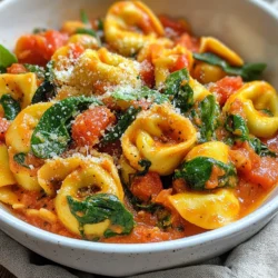 Für die cremige Tomaten-Tortellini-Pfanne benötigst du folgende Zutaten: - 250 g Käse-Tortellini (frisch oder gefroren) - 1 Esslöffel Olivenöl - 3 Knoblauchzehen, fein gehackt - 1 Dose (400 g) gewürfelte Tomaten mit Kräutern - 240 ml Schlagsahne - 1 Tasse frischer Spinat - 50 g geriebener Parmesan - 1 Teelöffel getrocknetes Basilikum - Salz und Pfeffer nach Geschmack - Frische Basilikumblätter zur Garnierung (optional) Die Mengen sind wichtig für den Geschmack und die Konsistenz. Hier sind die genauen Angaben: - 250 g Käse-Tortellini: Diese geben der Pfanne eine schöne Füllung. - 1 Esslöffel Olivenöl: Für das Anbraten des Knoblauchs und den Geschmack. - 3 Knoblauchzehen: Sie sorgen für ein tolles Aroma. - 1 Dose gewürfelte Tomaten: Diese bilden die Basis der Sauce. - 240 ml Schlagsahne: Sie machen die Sauce cremig und reichhaltig. - 1 Tasse frischer Spinat: Er bringt Farbe und Frische ins Gericht. - 50 g geriebener Parmesan: Für den herzhaften Geschmack und das Finish. - 1 Teelöffel getrocknetes Basilikum: Für zusätzlichen Kräutergeschmack. - Salz und Pfeffer: Zum Abschmecken und Verfeinern. - Frische Basilikumblätter: Optional, für die Garnitur. Falls du keine der Zutaten hast, hier sind einige Alternativen: - Statt Käse-Tortellini kannst du auch Spinat-Tortellini verwenden. - Olivenöl kann durch Rapsöl ersetzt werden. - Wenn du keinen frischen Knoblauch hast, nimm Knoblauchpulver. - Anstelle von gewürfelten Tomaten kannst du passierte Tomaten verwenden. - Schlagsahne kann durch eine pflanzliche Sahne ersetzt werden. - Wenn kein frischer Spinat vorhanden ist, nimm tiefgefrorenen Spinat. - Parmesan lässt sich durch einen anderen Hartkäse ersetzen. - Für Basilikum kannst du auch italienische Gewürzmischung verwenden. - Wenn du keinen frischen Basilikum hast, lass ihn einfach weg. {{ingredient_image_2}} Beginne mit einem großen Topf. Fülle ihn mit Wasser und bringe es zum Kochen. Setze dann die Tortellini hinein. Koche sie nach den Anweisungen auf der Verpackung. Gieße die Tortellini ab und stelle sie beiseite. Nimm eine große Pfanne und erhitze das Olivenöl bei mittlerer Hitze. Füge den fein gehackten Knoblauch hinzu. Brate ihn für etwa eine Minute an. Achte darauf, dass er nicht braun wird. Der Duft wird köstlich sein! Gieße die Dose mit gewürfelten Tomaten in die Pfanne. Rühre alles gut um. Lass die Mischung bei mittlerer Hitze etwa fünf Minuten köcheln. So können sich die Aromen entfalten und verbinden. Jetzt kommt die Sahne ins Spiel. Rühre die Schlagsahne in die Tomatenmischung. Lass die Mischung sanft köcheln. Füge das getrocknete Basilikum sowie Salz und Pfeffer hinzu. Rühre alles gut um, bis die Aromen gut vereint sind. Gib die gekochten Tortellini in die Pfanne. Füge sie vorsichtig in die cremige Tomatensauce. Achte darauf, dass jede Tortellini gut bedeckt ist. Das sieht toll aus! Jetzt kommt der frische Spinat. Gib ihn in die Pfanne und koche alles für weitere zwei bis drei Minuten. Der Spinat fällt zusammen und wird zart. Bestreue die Mischung mit geriebenem Parmesan. Rühre gut um, bis der Käse schmilzt. Das gibt der Sauce eine leckere, cremige Konsistenz. Schmecke die Sauce ab und passe die Gewürze nach Belieben an. Serviere das Gericht heiß. Du kannst frische Basilikumblätter zur Garnierung verwenden, wenn du magst. Guten Appetit! Um die beste cremige Tomaten-Tortellini-Pfanne zu machen, achte auf frische Zutaten. Frische Tortellini haben mehr Geschmack. Verwende reifen Knoblauch. So erhältst du ein tolles Aroma. Lass das Olivenöl nicht zu heiß werden, damit der Knoblauch nicht verbrennt. Das macht die Soße bitter. Der Spinat sollte erst ganz zum Schluss hinzugefügt werden. So bleibt er schön grün und knackig. Ein häufiger Fehler ist, die Tortellini zu lange zu kochen. Sie sollten al dente sein. So bleiben sie bissfest. Achte darauf, die Sauce nicht zu lange zu kochen. Sie kann zu dick werden. Wenn du die Schlagsahne hinzufügst, rühre gut um. So vermischen sich die Aromen besser. Prüfe die Gewürze am Ende. Manchmal braucht es nur etwas mehr Salz oder Pfeffer. Wünsche dir mehr Geschmack? Füge frischen Knoblauch oder mehr Basilikum hinzu. Du kannst auch Chili-Flocken für etwas Schärfe verwenden. Wenn du einen Hauch von Süße willst, probiere etwas Zucker. Frische Kräuter wie Petersilie oder Schnittlauch sind ebenfalls toll. Experimentiere und finde die perfekte Mischung für deinen Gaumen. Pro Tipps Frische Tortellini verwenden: Wenn möglich, frische Tortellini anstelle von gefrorenen verwenden. Sie haben eine bessere Textur und Geschmack. Knoblauch nicht verbrennen: Achten Sie darauf, den Knoblauch nur kurz anzubraten, damit er nicht bitter wird. Er sollte nur duften. Variation der Kräuter: Experimentieren Sie mit frischen Kräutern statt getrocknetem Basilikum für ein intensiveres Aroma. Frisches Basilikum am Ende hinzufügen. Reste kreativ nutzen: Übrig gebliebene Tortellini-Pfanne kann in eine Auflaufform gegeben und mit Käse überbacken werden für ein schnelles Gericht am nächsten Tag. {{image_4}} Du kannst die Tortellini-Pfanne leicht vegetarisch machen. Ersetze die Käse-Tortellini durch Gemüsetortellini. Füge mehr Gemüse hinzu, wie Zucchini, Paprika oder Pilze. Diese geben zusätzlichen Geschmack und Textur. Du kannst auch Erbsen oder Brokkoli verwenden. Achte darauf, das Gemüse gut zu garen, damit es zart bleibt. Für mehr Protein kannst du Hühnchen oder Garnelen hinzufügen. Koche das Hühnchen zuerst in der Pfanne, bis es goldbraun ist. Dann nimm es heraus und bereite die Sauce wie gewohnt vor. Füge das Hühnchen am Ende wieder hinzu. Für Garnelen brate sie einfach in der Pfanne, bevor du die Tomaten hinzufügst. So behalten sie ihren zarten Geschmack. Wenn du glutenfrei essen möchtest, gibt es viele Optionen. Suche nach glutenfreien Tortellini in deinem Geschäft. Diese sind oft aus Reis oder Mais gemacht. Du kannst auch Zucchininudeln verwenden. Sie sind leicht und gesund. Bereite die Sauce wie gewohnt vor und mische die Zucchininudeln kurz davor unter. So bleibt das Gericht frisch und lecker. Um die übrig gebliebene Tortellini-Pfanne richtig zu lagern, lasse sie zuerst auf Raumtemperatur abkühlen. Danach fülle sie in einen luftdichten Behälter. So bleibt die Frische erhalten. Du kannst die Pfanne auch in Portionen aufteilen. So hast du immer eine schnelle Mahlzeit bereit. Zum Erwärmen nimm die Tortellini-Pfanne aus dem Kühlschrank. Gib sie in eine Pfanne bei niedriger Hitze. Füge einen Schuss Wasser oder Sahne hinzu, um die Sauce cremig zu halten. Rühre regelmäßig um, damit nichts anbrennt. Nach etwa 5 bis 7 Minuten ist das Gericht heiß und bereit zum Servieren. Im Kühlschrank bleibt die Tortellini-Pfanne bis zu 3 Tage frisch. Achte darauf, sie gut zu verpacken. Wenn du sie länger aufbewahren willst, kannst du die Pfanne auch einfrieren. In einem gefrierfesten Behälter hält sie sich bis zu 3 Monate. Denke daran, sie vor dem Servieren langsam im Kühlschrank aufzutauen. Ja, frische Tortellini sind perfekt für dieses Rezept. Sie haben eine tolle Textur und Geschmack. Wenn du frische Tortellini verwendest, koche sie nach den Anweisungen auf der Verpackung. Achte darauf, die Kochzeit zu überwachen. Frische Tortellini benötigen oft weniger Zeit als gefrorene. Um die Sauce dicker zu machen, kannst du einige Optionen ausprobieren. Eine Möglichkeit ist, mehr Parmesan hinzuzufügen. Der Käse schmilzt und bindet die Sauce. Eine andere Methode ist, die Sauce länger köcheln zu lassen. So reduziert sich die Flüssigkeit und die Sauce wird dicker. Du kannst auch etwas Maisstärke in Wasser auflösen und hinzufügen. Das macht die Sauce cremiger. Wenn du keine Sahne verwenden möchtest, gibt es gute Alternativen. Du kannst griechischen Joghurt nutzen. Das gibt eine schöne Cremigkeit und weniger Fett. Auch Kokosmilch ist eine gute Option. Sie bringt einen leichten Geschmack mit und macht die Sauce cremig. Pflanzliche Milch mit etwas Stärke kann auch funktionieren. Die Zubereitung dauert insgesamt etwa 25 Minuten. Du brauchst etwa 10 Minuten für die Vorbereitung der Zutaten. Das Kochen der Tortellini dauert auch etwa 5 Minuten. Das Anbraten des Knoblauchs und das Zubereiten der Sauce nehmen weitere 10 Minuten in Anspruch. Es ist schnell und einfach, ideal für ein schnelles Abendessen. In diesem Artikel habe ich die wichtigen Zutaten und deren Mengen erklärt. Du hast gelernt, wie du die Tortellini Schritt für Schritt zubereitest. Ich habe auch Tipps gegeben, um häufige Fehler zu vermeiden. Verschiedene Varianten können deinem Gericht neue Geschmäcker verleihen. Zum Schluss habe ich dir gezeigt, wie du übrig gebliebene Tortellini richtig lagerst. Mit diesen Informationen kannst du deine Tortellini-Pfanne ganz leicht zubereiten und anpassen. Viel Spaß beim Kochen!