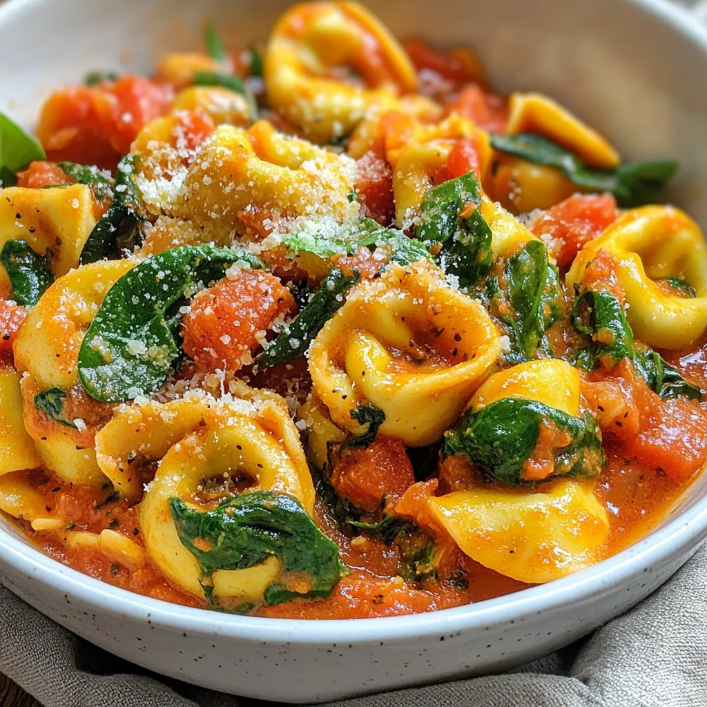 Für die cremige Tomaten-Tortellini-Pfanne benötigst du folgende Zutaten: - 250 g Käse-Tortellini (frisch oder gefroren) - 1 Esslöffel Olivenöl - 3 Knoblauchzehen, fein gehackt - 1 Dose (400 g) gewürfelte Tomaten mit Kräutern - 240 ml Schlagsahne - 1 Tasse frischer Spinat - 50 g geriebener Parmesan - 1 Teelöffel getrocknetes Basilikum - Salz und Pfeffer nach Geschmack - Frische Basilikumblätter zur Garnierung (optional) Die Mengen sind wichtig für den Geschmack und die Konsistenz. Hier sind die genauen Angaben: - 250 g Käse-Tortellini: Diese geben der Pfanne eine schöne Füllung. - 1 Esslöffel Olivenöl: Für das Anbraten des Knoblauchs und den Geschmack. - 3 Knoblauchzehen: Sie sorgen für ein tolles Aroma. - 1 Dose gewürfelte Tomaten: Diese bilden die Basis der Sauce. - 240 ml Schlagsahne: Sie machen die Sauce cremig und reichhaltig. - 1 Tasse frischer Spinat: Er bringt Farbe und Frische ins Gericht. - 50 g geriebener Parmesan: Für den herzhaften Geschmack und das Finish. - 1 Teelöffel getrocknetes Basilikum: Für zusätzlichen Kräutergeschmack. - Salz und Pfeffer: Zum Abschmecken und Verfeinern. - Frische Basilikumblätter: Optional, für die Garnitur. Falls du keine der Zutaten hast, hier sind einige Alternativen: - Statt Käse-Tortellini kannst du auch Spinat-Tortellini verwenden. - Olivenöl kann durch Rapsöl ersetzt werden. - Wenn du keinen frischen Knoblauch hast, nimm Knoblauchpulver. - Anstelle von gewürfelten Tomaten kannst du passierte Tomaten verwenden. - Schlagsahne kann durch eine pflanzliche Sahne ersetzt werden. - Wenn kein frischer Spinat vorhanden ist, nimm tiefgefrorenen Spinat. - Parmesan lässt sich durch einen anderen Hartkäse ersetzen. - Für Basilikum kannst du auch italienische Gewürzmischung verwenden. - Wenn du keinen frischen Basilikum hast, lass ihn einfach weg. {{ingredient_image_2}} Beginne mit einem großen Topf. Fülle ihn mit Wasser und bringe es zum Kochen. Setze dann die Tortellini hinein. Koche sie nach den Anweisungen auf der Verpackung. Gieße die Tortellini ab und stelle sie beiseite. Nimm eine große Pfanne und erhitze das Olivenöl bei mittlerer Hitze. Füge den fein gehackten Knoblauch hinzu. Brate ihn für etwa eine Minute an. Achte darauf, dass er nicht braun wird. Der Duft wird köstlich sein! Gieße die Dose mit gewürfelten Tomaten in die Pfanne. Rühre alles gut um. Lass die Mischung bei mittlerer Hitze etwa fünf Minuten köcheln. So können sich die Aromen entfalten und verbinden. Jetzt kommt die Sahne ins Spiel. Rühre die Schlagsahne in die Tomatenmischung. Lass die Mischung sanft köcheln. Füge das getrocknete Basilikum sowie Salz und Pfeffer hinzu. Rühre alles gut um, bis die Aromen gut vereint sind. Gib die gekochten Tortellini in die Pfanne. Füge sie vorsichtig in die cremige Tomatensauce. Achte darauf, dass jede Tortellini gut bedeckt ist. Das sieht toll aus! Jetzt kommt der frische Spinat. Gib ihn in die Pfanne und koche alles für weitere zwei bis drei Minuten. Der Spinat fällt zusammen und wird zart. Bestreue die Mischung mit geriebenem Parmesan. Rühre gut um, bis der Käse schmilzt. Das gibt der Sauce eine leckere, cremige Konsistenz. Schmecke die Sauce ab und passe die Gewürze nach Belieben an. Serviere das Gericht heiß. Du kannst frische Basilikumblätter zur Garnierung verwenden, wenn du magst. Guten Appetit! Um die beste cremige Tomaten-Tortellini-Pfanne zu machen, achte auf frische Zutaten. Frische Tortellini haben mehr Geschmack. Verwende reifen Knoblauch. So erhältst du ein tolles Aroma. Lass das Olivenöl nicht zu heiß werden, damit der Knoblauch nicht verbrennt. Das macht die Soße bitter. Der Spinat sollte erst ganz zum Schluss hinzugefügt werden. So bleibt er schön grün und knackig. Ein häufiger Fehler ist, die Tortellini zu lange zu kochen. Sie sollten al dente sein. So bleiben sie bissfest. Achte darauf, die Sauce nicht zu lange zu kochen. Sie kann zu dick werden. Wenn du die Schlagsahne hinzufügst, rühre gut um. So vermischen sich die Aromen besser. Prüfe die Gewürze am Ende. Manchmal braucht es nur etwas mehr Salz oder Pfeffer. Wünsche dir mehr Geschmack? Füge frischen Knoblauch oder mehr Basilikum hinzu. Du kannst auch Chili-Flocken für etwas Schärfe verwenden. Wenn du einen Hauch von Süße willst, probiere etwas Zucker. Frische Kräuter wie Petersilie oder Schnittlauch sind ebenfalls toll. Experimentiere und finde die perfekte Mischung für deinen Gaumen. Pro Tipps Frische Tortellini verwenden: Wenn möglich, frische Tortellini anstelle von gefrorenen verwenden. Sie haben eine bessere Textur und Geschmack. Knoblauch nicht verbrennen: Achten Sie darauf, den Knoblauch nur kurz anzubraten, damit er nicht bitter wird. Er sollte nur duften. Variation der Kräuter: Experimentieren Sie mit frischen Kräutern statt getrocknetem Basilikum für ein intensiveres Aroma. Frisches Basilikum am Ende hinzufügen. Reste kreativ nutzen: Übrig gebliebene Tortellini-Pfanne kann in eine Auflaufform gegeben und mit Käse überbacken werden für ein schnelles Gericht am nächsten Tag. {{image_4}} Du kannst die Tortellini-Pfanne leicht vegetarisch machen. Ersetze die Käse-Tortellini durch Gemüsetortellini. Füge mehr Gemüse hinzu, wie Zucchini, Paprika oder Pilze. Diese geben zusätzlichen Geschmack und Textur. Du kannst auch Erbsen oder Brokkoli verwenden. Achte darauf, das Gemüse gut zu garen, damit es zart bleibt. Für mehr Protein kannst du Hühnchen oder Garnelen hinzufügen. Koche das Hühnchen zuerst in der Pfanne, bis es goldbraun ist. Dann nimm es heraus und bereite die Sauce wie gewohnt vor. Füge das Hühnchen am Ende wieder hinzu. Für Garnelen brate sie einfach in der Pfanne, bevor du die Tomaten hinzufügst. So behalten sie ihren zarten Geschmack. Wenn du glutenfrei essen möchtest, gibt es viele Optionen. Suche nach glutenfreien Tortellini in deinem Geschäft. Diese sind oft aus Reis oder Mais gemacht. Du kannst auch Zucchininudeln verwenden. Sie sind leicht und gesund. Bereite die Sauce wie gewohnt vor und mische die Zucchininudeln kurz davor unter. So bleibt das Gericht frisch und lecker. Um die übrig gebliebene Tortellini-Pfanne richtig zu lagern, lasse sie zuerst auf Raumtemperatur abkühlen. Danach fülle sie in einen luftdichten Behälter. So bleibt die Frische erhalten. Du kannst die Pfanne auch in Portionen aufteilen. So hast du immer eine schnelle Mahlzeit bereit. Zum Erwärmen nimm die Tortellini-Pfanne aus dem Kühlschrank. Gib sie in eine Pfanne bei niedriger Hitze. Füge einen Schuss Wasser oder Sahne hinzu, um die Sauce cremig zu halten. Rühre regelmäßig um, damit nichts anbrennt. Nach etwa 5 bis 7 Minuten ist das Gericht heiß und bereit zum Servieren. Im Kühlschrank bleibt die Tortellini-Pfanne bis zu 3 Tage frisch. Achte darauf, sie gut zu verpacken. Wenn du sie länger aufbewahren willst, kannst du die Pfanne auch einfrieren. In einem gefrierfesten Behälter hält sie sich bis zu 3 Monate. Denke daran, sie vor dem Servieren langsam im Kühlschrank aufzutauen. Ja, frische Tortellini sind perfekt für dieses Rezept. Sie haben eine tolle Textur und Geschmack. Wenn du frische Tortellini verwendest, koche sie nach den Anweisungen auf der Verpackung. Achte darauf, die Kochzeit zu überwachen. Frische Tortellini benötigen oft weniger Zeit als gefrorene. Um die Sauce dicker zu machen, kannst du einige Optionen ausprobieren. Eine Möglichkeit ist, mehr Parmesan hinzuzufügen. Der Käse schmilzt und bindet die Sauce. Eine andere Methode ist, die Sauce länger köcheln zu lassen. So reduziert sich die Flüssigkeit und die Sauce wird dicker. Du kannst auch etwas Maisstärke in Wasser auflösen und hinzufügen. Das macht die Sauce cremiger. Wenn du keine Sahne verwenden möchtest, gibt es gute Alternativen. Du kannst griechischen Joghurt nutzen. Das gibt eine schöne Cremigkeit und weniger Fett. Auch Kokosmilch ist eine gute Option. Sie bringt einen leichten Geschmack mit und macht die Sauce cremig. Pflanzliche Milch mit etwas Stärke kann auch funktionieren. Die Zubereitung dauert insgesamt etwa 25 Minuten. Du brauchst etwa 10 Minuten für die Vorbereitung der Zutaten. Das Kochen der Tortellini dauert auch etwa 5 Minuten. Das Anbraten des Knoblauchs und das Zubereiten der Sauce nehmen weitere 10 Minuten in Anspruch. Es ist schnell und einfach, ideal für ein schnelles Abendessen. In diesem Artikel habe ich die wichtigen Zutaten und deren Mengen erklärt. Du hast gelernt, wie du die Tortellini Schritt für Schritt zubereitest. Ich habe auch Tipps gegeben, um häufige Fehler zu vermeiden. Verschiedene Varianten können deinem Gericht neue Geschmäcker verleihen. Zum Schluss habe ich dir gezeigt, wie du übrig gebliebene Tortellini richtig lagerst. Mit diesen Informationen kannst du deine Tortellini-Pfanne ganz leicht zubereiten und anpassen. Viel Spaß beim Kochen!
