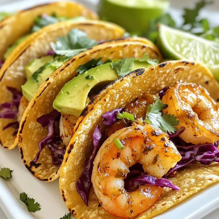 Für diese leckeren Tacos brauchen wir einige wichtige Zutaten. Diese sind: - 450 g mittelgroße Garnelen, geschält und entdarmt - 4 Esslöffel ungesalzene Butter - 4 Knoblauchzehen, fein gehackt - 1 Teelöffel geräuchertes Paprikapulver - 1 Teelöffel gemahlener Kreuzkümmel - 1 Limette, abgerieben und ausgepresst - 8 kleine Maistortillas Die Garnelen sind der Star in diesem Gericht. Sie sind zart und nehmen die Aromen gut auf. Die Butter macht die Garnelen reichhaltig und schmackhaft. Knoblauch fügt einen tollen Geschmack hinzu. Die Gewürze bringen das Gericht zum Leben. Hier sind die Gewürze, die wir verwenden: - Geräuchertes Paprikapulver - Gemahlener Kreuzkümmel - Salz und Pfeffer nach Geschmack Das geräucherte Paprikapulver gibt den Garnelen eine tolle Farbe und einen rauchigen Geschmack. Kreuzkümmel ergänzt die Aromen gut und sorgt für Wärme. Vergessen Sie nicht, Salz und Pfeffer hinzuzufügen, um alles abzurunden. Um die Tacos noch besser zu machen, fügen wir einige frische Beilagen hinzu: - 1 Tasse fein geschnittenes Rotkohl - 1 Avocado, in Scheiben geschnitten - Frischer Koriander, kleingehackt (zum Garnieren) - Scharfe Sauce (optional, zum Servieren) Rotkohl bringt Crunch und Farbe. Avocado ist cremig und macht die Tacos reichhaltiger. Frischer Koriander fügt Frische hinzu. Wenn Sie es scharf mögen, probieren Sie die scharfe Sauce. Sie kann die Tacos aufpeppen! {{ingredient_image_2}} Zuerst brauchen wir die Knoblauchbutter. Nehmen Sie eine große Pfanne und stellen Sie sie auf mittlere Hitze. Geben Sie 4 Esslöffel ungesalzene Butter in die Pfanne. Lassen Sie die Butter schmelzen. Fügen Sie dann 4 fein gehackte Knoblauchzehen hinzu. Rühren Sie den Knoblauch etwa 1 Minute lang an. Achten Sie darauf, dass der Knoblauch nicht braun wird. Er sollte nur duften. Jetzt ist es Zeit für die Garnelen. Nehmen Sie 450 g geschälte und entdarmte mittelgroße Garnelen. Geben Sie die Garnelen in die Pfanne mit der Knoblauchbutter. Würzen Sie sie mit 1 Teelöffel geräuchertem Paprikapulver, 1 Teelöffel gemahlenem Kreuzkümmel, Salz und Pfeffer. Rühren Sie die Garnelen gut um. Braten Sie die Garnelen 2-3 Minuten auf jeder Seite. Sie sind fertig, wenn sie rosa und undurchsichtig sind. Träufeln Sie den Saft einer Limette darüber und fügen Sie die Limettenzesten hinzu. Gut vermischen und vom Herd nehmen. Für die Tortillas nehmen Sie 8 kleine Maistortillas. Sie können eine separate Pfanne verwenden oder die Mikrowelle. Wenn Sie die Pfanne nutzen, erhitzen Sie sie auf mittlerer Hitze. Erwärmen Sie jede Tortilla etwa 30 Sekunden auf jeder Seite. Sie sollten weich und biegsam sein. Das macht das Falten einfacher. Jetzt beginnen wir mit dem Zusammenstellen der Tacos. Nehmen Sie eine Tortilla und legen Sie eine Handvoll fein geschnittenes Rotkohl in die Mitte. Fügen Sie einige Garnelen oben auf das Kohlbett hinzu. Schneiden Sie eine Avocado in Scheiben und legen Sie diese auf die Garnelen. Bestreuen Sie die Tacos mit frischem Koriander. Wenn Sie es scharf mögen, können Sie auch etwas scharfe Sauce hinzufügen. Servieren Sie die Tacos sofort mit extra Limettenschnitzen. Um perfekte Garnelen zu machen, wähle frische oder gefrorene Garnelen. Wenn du gefrorene Garnelen verwendest, tau sie vorher auf. Achte darauf, sie gut abzutrocknen. So braten sie besser und werden knuspriger. Verwende eine große Pfanne, damit die Garnelen genug Platz haben. Überfülle die Pfanne nicht, sonst garen sie ungleichmäßig. Brate die Garnelen nur 2-3 Minuten auf jeder Seite. Sie sind fertig, wenn sie rosa und undurchsichtig sind. Für diese Tacos verwende kleine Maistortillas. Sie sind weich und passen gut zu den Garnelen. Achte darauf, dass die Tortillas frisch sind. Wenn sie alt sind, werden sie brüchig. Erwärme die Tortillas in einer Pfanne oder Mikrowelle. So bleiben sie weich und biegsam. Du kannst auch Weizentortillas verwenden, wenn du magst. Probiere verschiedene Sorten, um deinen Favoriten zu finden. Diese Garnelen-Tacos sind perfekt für Feste und Feiern. Du kannst sie leicht in große Portionen machen. Serviere sie mit verschiedenen Saucen und Beilagen. Scharfe Sauce passt gut dazu, wenn du es würzig magst. Frische Limettenschnitze sind ein toller Zusatz. Biete auch Salsa oder Guacamole an. So hat jeder Gast viele Optionen. Mach es bunt und lecker! Pro Tipps Frische Garnelen: Verwenden Sie frische Garnelen, um den besten Geschmack zu erzielen. Tiefgefrorene Garnelen können auch verwendet werden, sollten jedoch vollständig aufgetaut und gut abgetropft sein. Knoblauch nicht verbrennen: Achten Sie darauf, den Knoblauch nur kurz zu braten, damit er nicht verbrennt. Verbrannter Knoblauch kann bitter schmecken und das Gericht ruinieren. Variationen bei den Toppings: Experimentieren Sie mit verschiedenen Toppings wie Mango Salsa oder Jalapeños, um den Tacos eine persönliche Note zu geben. Die Tortillas richtig erwärmen: Erwärmen Sie die Tortillas vorsichtig, um sie flexibel zu halten. Zu langes Erhitzen kann sie trocken und brüchig machen. {{image_4}} Für eine vegetarische Variante der Knoblauchbutter-Garnelen-Tacos können Sie Tofu oder Pilze verwenden. Schneiden Sie den Tofu in kleine Stücke und braten Sie ihn in der Knoblauchbutter an. Pilze wie Champignons passen auch gut. Sie sind fleischig und nehmen den Knoblauchgeschmack gut auf. Würzen Sie die Pilze mit geräuchertem Paprika und Kreuzkümmel für zusätzlichen Geschmack. Fügen Sie wie gewohnt Rotkohl und Avocado hinzu. Experimentieren Sie mit verschiedenen Gewürzen für die Garnelen. Fügen Sie Chili-Pulver für mehr Schärfe hinzu oder verwenden Sie italienische Kräuter für einen anderen Geschmack. Limette und Knoblauch sind immer ein Hit, egal welche Gewürze Sie wählen. Sie können auch frische Kräuter wie Petersilie oder Basilikum verwenden. Diese bringen frische Aromen in Ihre Tacos. Neben Rotkohl können Sie auch andere Gemüse verwenden. Karotten oder Gurken sind knusprig und frisch. Für eine cremigere Textur probieren Sie Joghurt oder Sour Cream. Diese Beilagen passen gut zu den Tacos. Servieren Sie auch Limettenschnitze und frische Salsa. Diese machen die Tacos noch leckerer und bunter. Wenn du Tacos übrig hast, lagere sie in einem luftdichten Behälter. Das hilft, die Frische zu bewahren. Du kannst die Tacos bis zu zwei Tage im Kühlschrank aufbewahren. Stelle sicher, dass die Garnelen gut abgedeckt sind. So bleiben sie zart und schmackhaft. Für die Garnelen ist es am besten, sie separat zu lagern. Lege sie in einen eigenen Behälter. So verhinderst du, dass die Tortillas matschig werden. Die Garnelen bleiben bis zu zwei Tage frisch. Achte darauf, sie gut abzukühlen, bevor du sie in den Kühlschrank stellst. Um die Tacos wieder aufzuwärmen, nutze eine Pfanne. Erhitze die Tortillas etwa 30 Sekunden auf jeder Seite. Für die Garnelen empfehle ich die Mikrowelle. Erwärme sie in kurzen Intervallen, um ein Überkochen zu vermeiden. So bleiben sie saftig und lecker. Es dauert nur etwa 5 bis 6 Minuten, Garnelen zu kochen. Sie sollten rosa und undurchsichtig sein. Achte darauf, sie nicht zu lange zu garen. So bleiben sie zart und saftig. Ja, gefrorene Garnelen sind eine gute Option. Tau deine Garnelen vorher auf, bevor du sie kochst. Das macht das Kochen einfacher. Du kannst sie unter kaltem Wasser abspülen, um den Prozess zu beschleunigen. Einige großartige Beilagen sind: - Reis - Bohnen - Guacamole - Salsa - Maiskolben Diese Beilagen ergänzen die Garnelen gut und machen das Essen noch leckerer. Um die Tacos schärfer zu machen, füge mehr scharfe Sauce hinzu. Du kannst auch frische Jalapeños oder einen Spritzer scharfen Pfeffer hinzufügen. Experimentiere mit den Mengen, bis du die perfekte Schärfe findest! Knoblauchbutter-Garnelen-Tacos sind einfach zuzubereiten und lecker. Wir haben die Zutaten, die Zubereitung und die besten Tipps besprochen. Vergiss nicht, mit frischen Garnierungen und Beilagen zu arbeiten. Probiere auch die Varianten, um deinen Gästen zu gefallen. Die richtige Aufbewahrung hält die Tacos frisch für den nächsten Tag. Jetzt bist du bereit, diese köstlichen Tacos selbst zu machen. Viel Spaß beim Kochen und Genießen!
