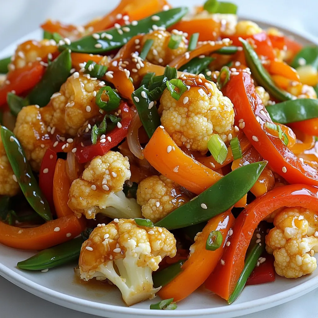 Für dieses leckere Gericht brauchen Sie: - 1 mittelgroßer Blumenkohl, in Röschen zerteilt - 1 Tasse Paprika (rot und gelb), in Streifen geschnitten - 1 Tasse Zuckerschoten, geputzt - 2 Karotten, in feine Streifen (Julienne) geschnitten - 3 Frühlingszwiebeln, gehackt - 2 Knoblauchzehen, fein gehackt - 1 Esslöffel frischer Ingwer, fein gehackt - 3 Esslöffel Teriyaki-Sauce Diese Zutaten sind frisch und leicht zu finden. Der Blumenkohl sorgt für einen tollen Biss. Paprika und Zuckerschoten bringen Farbe und Süße. Für den Geschmack verwenden wir: - 2 Esslöffel Sesamöl - 1 Esslöffel Olivenöl - Salz und Pfeffer nach Geschmack Sesamöl gibt dem Gericht einen nussigen Geschmack. Olivenöl sorgt für die nötige Hitze beim Braten. Salz und Pfeffer bringen alles zusammen. Um das Gericht zu verfeinern, können Sie hinzufügen: - 1 Esslöffel Sesamsamen (optional zur Garnierung) Sesamsamen bringen einen schönen Crunch und eine nussige Note. Ein paar frische Korianderblätter oder eine Limettenscheibe können auch toll aussehen und schmecken. {{ingredient_image_2}} Beginnen Sie mit der Vorbereitung des Gemüses. Zuerst nehmen Sie einen mittelgroßen Blumenkohl. Teilen Sie ihn in kleine Röschen. Dann schneiden Sie eine Tasse Paprika in Streifen. Verwenden Sie rote und gelbe Paprika für mehr Farbe. Nehmen Sie auch eine Tasse Zuckerschoten und putzen Sie diese. Schneiden Sie zwei Karotten in feine Streifen. Diese Technik nennt man Julienne. Schließlich hacken Sie drei Frühlingszwiebeln. Legen Sie alles bereit. So geht es später schneller. Erhitzen Sie das Olivenöl in einer großen Pfanne oder einem Wok. Stellen Sie die Hitze auf mittelhoch. Fügen Sie zwei fein gehackte Knoblauchzehen hinzu. Geben Sie auch einen Esslöffel frisch gehackten Ingwer dazu. Braten Sie beides für etwa 30 Sekunden an. Achten Sie darauf, dass es nicht anbrennt. Der Duft wird köstlich sein. Jetzt kommen die Blumenkohlröschen in die Pfanne. Braten Sie sie für 4-5 Minuten an. Sie sollten etwas weicher und leicht braun sein. Danach fügen Sie die Paprika, Zuckerschoten und Karotten hinzu. Braten Sie alles weitere 5 Minuten. Das Gemüse soll zart und knackig bleiben. Gießen Sie dann drei Esslöffel Teriyaki-Sauce über das Gemüse. Rühren Sie gut um, bis alles gleichmäßig bedeckt ist. Lassen Sie es 2-3 Minuten kochen. So zieht die Sauce gut ein. Schmecken Sie das Gericht mit Salz und Pfeffer ab. Nehmen Sie die Pfanne vom Herd. Mischen Sie die gehackten Frühlingszwiebeln unter. Jetzt ist Ihre Teriyaki Blumenkohl Pfanne bereit zum Servieren! Ein häufiger Fehler ist, das Gemüse zu lange zu garen. Das Gemüse sollte knackig bleiben. Achte darauf, beim Braten die Hitze nicht zu hoch einzustellen. So vermeidest du, dass das Gemüse anbrennt. Ein weiterer Fehler ist, nicht genug Teriyaki-Sauce zu verwenden. Diese Sauce gibt dem Gericht den besonderen Geschmack. Verwende immer genug, um das Gemüse gut zu bedecken. Für die perfekte Konsistenz ist die Reihenfolge beim Braten wichtig. Zuerst kommt der Blumenkohl, gefolgt von Paprika, Zuckerschoten und Karotten. Diese Reihenfolge sorgt dafür, dass alles gleichmäßig gar wird. Achte darauf, den Blumenkohl zuerst 4-5 Minuten zu braten. So wird er zart, aber bleibt knackig. Rühre das Gemüse regelmäßig um, damit es gleichmäßig gar wird. Du kannst das Rezept leicht anpassen. Füge Tofu für mehr Protein hinzu. Auch anderes Gemüse wie Brokkoli oder Zucchini passt gut. Wenn du es schärfer magst, füge etwas Chili oder Sriracha hinzu. Für einen asiatischen Touch kannst du geröstete Erdnüsse oder Cashewkerne verwenden. Diese geben dem Gericht eine extra Crunch-Note. Pro Tipps Frisches Gemüse verwenden: Verwenden Sie möglichst frisches Gemüse für den besten Geschmack und die beste Textur. Frisches Gemüse behält seine Knackigkeit und Nährstoffe besser. Teriyaki-Sauce anpassen: Passen Sie die Menge der Teriyaki-Sauce nach Ihrem Geschmack an. Für eine süßere Note können Sie mehr hinzufügen, während ein wenig weniger die Salzigkeit betonen kann. Gemüse nicht überkochen: Achten Sie darauf, das Gemüse nur so lange zu garen, bis es zart-knackig ist. So bleibt die Farbe lebendig und die Nährstoffe erhalten. Variationen ausprobieren: Fügen Sie zusätzliches Gemüse wie Brokkoli oder Zucchini hinzu, um neue Geschmäcker zu entdecken. Sie können auch Tofu oder Hähnchen für mehr Protein ergänzen. {{image_4}} Wenn Sie mehr Protein hinzufügen möchten, probieren Sie Teriyaki Blumenkohl mit Tofu. Tofu nimmt die Aromen gut auf. Schneiden Sie festes Tofu in Würfel und braten Sie es zuerst an. Geben Sie dann den Blumenkohl und das Gemüse dazu. So wird Ihr Gericht noch nahrhafter und schmackhafter. Das Rezept ist bereits vegan, aber Sie können es noch anpassen. Verwenden Sie glutenfreie Teriyaki-Sauce, wenn Sie glutenfrei bleiben möchten. Achten Sie darauf, dass alle Zutaten pflanzlich sind. So bleibt Ihr Gericht gesund und lecker. Fügen Sie andere Gemüsesorten hinzu, um Vielfalt zu schaffen. Brokkoli, Zucchini oder sogar Aubergine passen gut dazu. Schneiden Sie das Gemüse klein, damit es gleichmäßig gart. Experimentieren Sie mit Farben und Texturen. So wird Ihre Teriyaki Blumenkohl Pfanne immer spannend und neu. Um die Teriyaki Blumenkohl Pfanne frisch zu halten, lassen Sie das Gericht zuerst abkühlen. Füllen Sie die Reste in einen luftdichten Behälter. Stellen Sie sicher, dass der Behälter gut verschlossen ist. Lagern Sie die Pfanne im Kühlschrank. So bleibt das Gericht bis zu drei Tage genießbar. Um die Reste aufzuwärmen, nehmen Sie die Menge, die Sie essen möchten. Erhitzen Sie sie in einer Pfanne bei mittlerer Hitze. Fügen Sie einen kleinen Spritzer Wasser oder etwas Teriyaki-Sauce hinzu. Dies hilft, das Gemüse feucht zu halten. Rühren Sie das Gemüse oft um, um eine gleichmäßige Erwärmung zu gewährleisten. Die Teriyaki Blumenkohl Pfanne hält sich im Kühlschrank bis zu drei Tage. Wenn das Gericht länger stehen bleibt, wird es möglicherweise fade. Sie können die Pfanne auch einfrieren. In einem luftdichten Behälter hält sich das Gericht bis zu drei Monate. Achten Sie darauf, es gut zu etikettieren, damit Sie wissen, was drin ist. Um die Teriyaki-Sauce selbst zu machen, mische folgende Zutaten: - ½ Tasse Sojasauce - ¼ Tasse Honig oder Ahornsirup - 2 Esslöffel Reisessig - 1 Esslöffel Sesamöl - 1 Teelöffel Maisstärke (optional, für die Dicke) Erhitze alles in einem kleinen Topf. Rühre gut um und lasse die Sauce leicht köcheln. Sie wird dicker, wenn sie abkühlt. Diese Sauce passt perfekt für dein Teriyaki-Gericht. Das Rezept kann glutenfrei sein, wenn du glutenfreie Sojasauce verwendest. Achte darauf, dass alle anderen Zutaten ebenfalls glutenfrei sind. Viele Marken bieten bereits glutenfreie Alternativen an. So kannst du dein Gericht genießen, ohne dir Sorgen um Gluten machen zu müssen. Ja, gefrorenes Gemüse funktioniert gut. Es spart Zeit bei der Vorbereitung. Achte darauf, das Gemüse vorher leicht aufzutauen. So bleibt die Textur beim Braten besser. Gefrorenes Gemüse hat oft weniger Nährstoffe als frisches, aber es ist eine praktische Option. Teriyaki Blumenkohl ist einfach und schmackhaft. Wir haben die Zutaten und Schritte erkundet. Auch Tipps und Variationen wurden behandelt. Du kannst das Gericht leicht anpassen, um es nach deinem Geschmack zu formen. Lagere Reste im Kühlschrank für später. Überlege, deine eigene Sauce zu machen oder gefrorenes Gemüse zu nutzen. Dieses Rezept ist vielseitig und voller Aromen. Du kannst Spaß beim Kochen und Experimentieren haben. Mach es, teile es und genieße es!