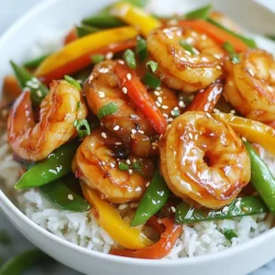 - 450 g große Garnelen - 2 Tassen gemischte Paprika - 1 Tasse Zuckerschoten - 1 mittelgroße Karotte - 3 Frühlingszwiebeln Für Teriyaki Shrimp Stir Fry benutze ich frische Zutaten. Große Garnelen sind meine erste Wahl. Sie geben dem Gericht eine tolle Textur und Geschmack. Ich schneide gemischte Paprika in Streifen. Das sorgt für Farbe und Süße. Zuckerschoten bringen einen knackigen Biss. Karotten in feine Streifen geben eine süße Note. Frühlingszwiebeln fügen einen milden Zwiebelgeschmack hinzu und runden das Gericht ab. - 60 ml natriumarme Sojasauce - 60 ml Honig oder Agavendicksaft - 1 Esslöffel Sesamöl - 1 Esslöffel Maisstärke Die Sojasauce ist der Schlüssel zur Würze. Ich bevorzuge die natriumarme Variante für weniger Salz. Honig oder Agavendicksaft geben die süße Komponente. Sesamöl bringt den nussigen Geschmack. Die Maisstärke hilft, die Sauce dick zu machen und alles zu verbinden. Diese Mischung sorgt für ein ausgewogenes Geschmackserlebnis. - Gekochter Jasminreis oder Quinoa - Sesamsamen zur Garnierung Ich serviere das Gericht gerne auf Jasminreis oder Quinoa. Diese Beilagen sind leicht und passen gut zu den Aromen. Sesamsamen oben drauf geben einen schönen Crunch. So wird das Gericht nicht nur lecker, sondern auch schön anzusehen. {{ingredient_image_2}} Zuerst bereite die Garnelen vor. Schäle sie und entferne die Därme. Das dauert nur ein paar Minuten. Dann schneide das Gemüse. Nimm zwei Tassen gemischte Paprika. Schneide sie in Streifen. Eine Tasse Zuckerschoten ist auch wichtig. Putze sie gut. Schneide eine mittelgroße Karotte in feine Streifen. Hacke drei Frühlingszwiebeln. Jetzt sind alle Zutaten bereit. Erhitze eine große Pfanne oder einen Wok. Gib einen Esslöffel Sesamöl hinein. Lass das Öl bei mittlerer bis hoher Hitze heiß werden. Füge dann drei fein gehackte Knoblauchzehen und einen Esslöffel Ingwer hinzu. Brate sie etwa 30 Sekunden an. Sie müssen aromatisch riechen. Jetzt erhöhe die Hitze auf hoch. Gib die Garnelen in die Pfanne. Brate sie zwei bis drei Minuten lang. Sie sollten rosa werden. Nimm die Garnelen aus der Pfanne und stelle sie beiseite. Gib das geschnittene Gemüse in die Pfanne. Füge die Paprika, Zuckerschoten und Karotte hinzu. Brate das Gemüse vier bis fünf Minuten lang. Es muss zart, aber knackig sein. In einer kleinen Schüssel mische die Sojasauce und den Honig oder Agavendicksaft. Gieße die Sauce über das Gemüse in der Pfanne. Rühre gut um, damit alles gleichmäßig bedeckt ist. Gib die Garnelen zurück in die Pfanne. Vermische alles gut. Füge den Maisstärke-Schlamm hinzu. Rühre kontinuierlich für zwei bis drei Minuten. Die Sauce sollte dickflüssig werden. Sie muss die Garnelen und das Gemüse schön überziehen. Rühre die gehackten Frühlingszwiebeln ein. Nimm die Pfanne vom Herd und serviere das Gericht. Um perfekte Garnelen zu bekommen, achte auf die Garzeit. Brate die Garnelen 2-3 Minuten lang. Sie sollten rosa werden, aber nicht übergart. Eine hohe Hitze hilft, die Garnelen schnell zu garen. So bleiben sie saftig und zart. Für knackiges Gemüse ist die Dämpfzeit wichtig. Brate das Gemüse 4-5 Minuten, bis es zart, aber noch knackig ist. Eine Mischung aus verschiedenen Paprika und Zuckerschoten sorgt für tolle Farben und Texturen. So bleibt das Gemüse frisch und lecker. Du kannst die Sauce nach deinem Geschmack anpassen. Verwende Honig oder Agavendicksaft für die Süße. Probiere auch verschiedene Sojasaucen aus. Du kannst sogar eine glutenfreie Variante verwenden. So wird dein Gericht einzigartig und lecker. Pro Tipps Frische Garnelen verwenden: Frische Garnelen sorgen für den besten Geschmack. Achte darauf, dass sie glänzend und fest sind. Gemüse knackig halten: Brate das Gemüse nur kurz, um die knackige Textur zu bewahren. Es sollte zart, aber noch bissfest sein. Soße anpassen: Du kannst die Süße der Soße nach deinem Geschmack anpassen, indem du mehr Honig oder Agavendicksaft hinzufügst. Garnierung nicht vergessen: Sesamsamen sind nicht nur dekorativ, sondern fügen auch einen tollen Crunch hinzu. Streue sie großzügig über das Gericht. {{image_4}} Wenn du Garnelen nicht magst, kannst du sie leicht ersetzen. Hähnchen oder Tofu sind tolle Alternativen. Hähnchenbrust funktioniert gut. Schneide sie in kleine Stücke und brate sie wie die Garnelen. Tofu ist eine gute Wahl für Vegetarier. Verwende festen Tofu und brate ihn bis goldbraun. Beide Optionen bringen viel Geschmack. Du kannst auch verschiedene Gemüse verwenden. Brokkoli gibt deinem Gericht eine knusprige Textur. Schneide ihn in kleine Röschen und füge ihn beim Braten hinzu. Zucchini ist eine weitere gute Wahl. Sie hat einen milden Geschmack und bringt Farbe ins Gericht. Verwende das Gemüse, das du magst oder gerade zur Hand hast. Wenn du deine eigene Teriyaki-Sauce machen willst, ist das einfach. Mische Sojasauce, Honig und etwas Wasser in einer Schüssel. Du kannst auch Knoblauch und Ingwer hinzufügen, um mehr Geschmack zu bekommen. Ein Spritzer Reisessig kann die Sauce interessanter machen. Experimentiere mit den Zutaten, um deinen perfekten Geschmack zu finden. Du kannst Reste deines Teriyaki-Garnelen-Wokgerichts einfach im Kühlschrank aufbewahren. Lege das Gericht in einen luftdichten Behälter. So bleibt es frisch und lecker. Es ist am besten, die Reste innerhalb von drei Tagen zu essen. Das Einfrieren ist eine gute Option, wenn du mehr zubereitet hast. Teile das Gericht in Portionen auf. Verwende gefriergeeignete Behälter oder Beutel. Achte darauf, die Luft herauszudrücken, um Gefrierbrand zu vermeiden. Zum Auftauen lasse das Gericht über Nacht im Kühlschrank. Du kannst es auch in der Mikrowelle aufwärmen. Die Haltbarkeit von Reste hängt von der Lagerung ab. Im Kühlschrank sind die Reste bis zu drei Tage gut. Im Gefrierfach kannst du sie bis zu drei Monate aufbewahren. Achte darauf, das Gericht vor dem Essen gut durchzuerhitzen. So bleibst du sicher und genießt den vollen Geschmack. Die Vorbereitung dauert etwa 15 Minuten. Das Kochen nimmt etwa 15 Minuten in Anspruch. Insgesamt benötigst du also 30 Minuten für das gesamte Gericht. Diese schnelle Zubereitungszeit macht es ideal für ein Abendessen unter der Woche. Ja, du kannst das Gericht im Voraus zubereiten. Bereite die Garnelen und das Gemüse vor und lagere sie im Kühlschrank. Mische die Sauce ebenfalls und bewahre sie separat auf. So sparst du Zeit beim Kochen. Du kannst das Gericht in 15 Minuten frisch zubereiten, wenn du alles vorbereitet hast. Jasminreis oder Quinoa sind perfekte Beilagen. Sie ergänzen die Aromen der Teriyaki-Garnelen gut. Du kannst auch einen frischen Salat oder gedämpftes Gemüse hinzufügen. Ein leichtes Getränk, wie grüner Tee oder ein fruchtiger Eistee, passt ebenfalls gut dazu. In diesem Blogbeitrag haben wir die Hauptzutaten und die Zubereitung des Teriyaki-Garnelen-Wokgerichts besprochen. Wir haben auch Tipps gegeben, um die perfekten Garnelen zu kochen und das Gemüse knackig zu halten. Variationen ermöglichen es dir, das Gericht nach deinen Wünschen anzupassen. Denke daran, Reste richtig zu lagern und kreative Beilagen zu wählen. Mit diesen einfachen Schritten kannst du ein leckeres und nahrhaftes Gericht zubereiten, das jeden begeistert. Viel Spaß beim Kochen!