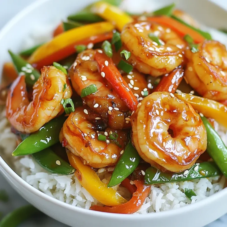 - 450 g große Garnelen - 2 Tassen gemischte Paprika - 1 Tasse Zuckerschoten - 1 mittelgroße Karotte - 3 Frühlingszwiebeln Für Teriyaki Shrimp Stir Fry benutze ich frische Zutaten. Große Garnelen sind meine erste Wahl. Sie geben dem Gericht eine tolle Textur und Geschmack. Ich schneide gemischte Paprika in Streifen. Das sorgt für Farbe und Süße. Zuckerschoten bringen einen knackigen Biss. Karotten in feine Streifen geben eine süße Note. Frühlingszwiebeln fügen einen milden Zwiebelgeschmack hinzu und runden das Gericht ab. - 60 ml natriumarme Sojasauce - 60 ml Honig oder Agavendicksaft - 1 Esslöffel Sesamöl - 1 Esslöffel Maisstärke Die Sojasauce ist der Schlüssel zur Würze. Ich bevorzuge die natriumarme Variante für weniger Salz. Honig oder Agavendicksaft geben die süße Komponente. Sesamöl bringt den nussigen Geschmack. Die Maisstärke hilft, die Sauce dick zu machen und alles zu verbinden. Diese Mischung sorgt für ein ausgewogenes Geschmackserlebnis. - Gekochter Jasminreis oder Quinoa - Sesamsamen zur Garnierung Ich serviere das Gericht gerne auf Jasminreis oder Quinoa. Diese Beilagen sind leicht und passen gut zu den Aromen. Sesamsamen oben drauf geben einen schönen Crunch. So wird das Gericht nicht nur lecker, sondern auch schön anzusehen. {{ingredient_image_2}} Zuerst bereite die Garnelen vor. Schäle sie und entferne die Därme. Das dauert nur ein paar Minuten. Dann schneide das Gemüse. Nimm zwei Tassen gemischte Paprika. Schneide sie in Streifen. Eine Tasse Zuckerschoten ist auch wichtig. Putze sie gut. Schneide eine mittelgroße Karotte in feine Streifen. Hacke drei Frühlingszwiebeln. Jetzt sind alle Zutaten bereit. Erhitze eine große Pfanne oder einen Wok. Gib einen Esslöffel Sesamöl hinein. Lass das Öl bei mittlerer bis hoher Hitze heiß werden. Füge dann drei fein gehackte Knoblauchzehen und einen Esslöffel Ingwer hinzu. Brate sie etwa 30 Sekunden an. Sie müssen aromatisch riechen. Jetzt erhöhe die Hitze auf hoch. Gib die Garnelen in die Pfanne. Brate sie zwei bis drei Minuten lang. Sie sollten rosa werden. Nimm die Garnelen aus der Pfanne und stelle sie beiseite. Gib das geschnittene Gemüse in die Pfanne. Füge die Paprika, Zuckerschoten und Karotte hinzu. Brate das Gemüse vier bis fünf Minuten lang. Es muss zart, aber knackig sein. In einer kleinen Schüssel mische die Sojasauce und den Honig oder Agavendicksaft. Gieße die Sauce über das Gemüse in der Pfanne. Rühre gut um, damit alles gleichmäßig bedeckt ist. Gib die Garnelen zurück in die Pfanne. Vermische alles gut. Füge den Maisstärke-Schlamm hinzu. Rühre kontinuierlich für zwei bis drei Minuten. Die Sauce sollte dickflüssig werden. Sie muss die Garnelen und das Gemüse schön überziehen. Rühre die gehackten Frühlingszwiebeln ein. Nimm die Pfanne vom Herd und serviere das Gericht. Um perfekte Garnelen zu bekommen, achte auf die Garzeit. Brate die Garnelen 2-3 Minuten lang. Sie sollten rosa werden, aber nicht übergart. Eine hohe Hitze hilft, die Garnelen schnell zu garen. So bleiben sie saftig und zart. Für knackiges Gemüse ist die Dämpfzeit wichtig. Brate das Gemüse 4-5 Minuten, bis es zart, aber noch knackig ist. Eine Mischung aus verschiedenen Paprika und Zuckerschoten sorgt für tolle Farben und Texturen. So bleibt das Gemüse frisch und lecker. Du kannst die Sauce nach deinem Geschmack anpassen. Verwende Honig oder Agavendicksaft für die Süße. Probiere auch verschiedene Sojasaucen aus. Du kannst sogar eine glutenfreie Variante verwenden. So wird dein Gericht einzigartig und lecker. Pro Tipps Frische Garnelen verwenden: Frische Garnelen sorgen für den besten Geschmack. Achte darauf, dass sie glänzend und fest sind. Gemüse knackig halten: Brate das Gemüse nur kurz, um die knackige Textur zu bewahren. Es sollte zart, aber noch bissfest sein. Soße anpassen: Du kannst die Süße der Soße nach deinem Geschmack anpassen, indem du mehr Honig oder Agavendicksaft hinzufügst. Garnierung nicht vergessen: Sesamsamen sind nicht nur dekorativ, sondern fügen auch einen tollen Crunch hinzu. Streue sie großzügig über das Gericht. {{image_4}} Wenn du Garnelen nicht magst, kannst du sie leicht ersetzen. Hähnchen oder Tofu sind tolle Alternativen. Hähnchenbrust funktioniert gut. Schneide sie in kleine Stücke und brate sie wie die Garnelen. Tofu ist eine gute Wahl für Vegetarier. Verwende festen Tofu und brate ihn bis goldbraun. Beide Optionen bringen viel Geschmack. Du kannst auch verschiedene Gemüse verwenden. Brokkoli gibt deinem Gericht eine knusprige Textur. Schneide ihn in kleine Röschen und füge ihn beim Braten hinzu. Zucchini ist eine weitere gute Wahl. Sie hat einen milden Geschmack und bringt Farbe ins Gericht. Verwende das Gemüse, das du magst oder gerade zur Hand hast. Wenn du deine eigene Teriyaki-Sauce machen willst, ist das einfach. Mische Sojasauce, Honig und etwas Wasser in einer Schüssel. Du kannst auch Knoblauch und Ingwer hinzufügen, um mehr Geschmack zu bekommen. Ein Spritzer Reisessig kann die Sauce interessanter machen. Experimentiere mit den Zutaten, um deinen perfekten Geschmack zu finden. Du kannst Reste deines Teriyaki-Garnelen-Wokgerichts einfach im Kühlschrank aufbewahren. Lege das Gericht in einen luftdichten Behälter. So bleibt es frisch und lecker. Es ist am besten, die Reste innerhalb von drei Tagen zu essen. Das Einfrieren ist eine gute Option, wenn du mehr zubereitet hast. Teile das Gericht in Portionen auf. Verwende gefriergeeignete Behälter oder Beutel. Achte darauf, die Luft herauszudrücken, um Gefrierbrand zu vermeiden. Zum Auftauen lasse das Gericht über Nacht im Kühlschrank. Du kannst es auch in der Mikrowelle aufwärmen. Die Haltbarkeit von Reste hängt von der Lagerung ab. Im Kühlschrank sind die Reste bis zu drei Tage gut. Im Gefrierfach kannst du sie bis zu drei Monate aufbewahren. Achte darauf, das Gericht vor dem Essen gut durchzuerhitzen. So bleibst du sicher und genießt den vollen Geschmack. Die Vorbereitung dauert etwa 15 Minuten. Das Kochen nimmt etwa 15 Minuten in Anspruch. Insgesamt benötigst du also 30 Minuten für das gesamte Gericht. Diese schnelle Zubereitungszeit macht es ideal für ein Abendessen unter der Woche. Ja, du kannst das Gericht im Voraus zubereiten. Bereite die Garnelen und das Gemüse vor und lagere sie im Kühlschrank. Mische die Sauce ebenfalls und bewahre sie separat auf. So sparst du Zeit beim Kochen. Du kannst das Gericht in 15 Minuten frisch zubereiten, wenn du alles vorbereitet hast. Jasminreis oder Quinoa sind perfekte Beilagen. Sie ergänzen die Aromen der Teriyaki-Garnelen gut. Du kannst auch einen frischen Salat oder gedämpftes Gemüse hinzufügen. Ein leichtes Getränk, wie grüner Tee oder ein fruchtiger Eistee, passt ebenfalls gut dazu. In diesem Blogbeitrag haben wir die Hauptzutaten und die Zubereitung des Teriyaki-Garnelen-Wokgerichts besprochen. Wir haben auch Tipps gegeben, um die perfekten Garnelen zu kochen und das Gemüse knackig zu halten. Variationen ermöglichen es dir, das Gericht nach deinen Wünschen anzupassen. Denke daran, Reste richtig zu lagern und kreative Beilagen zu wählen. Mit diesen einfachen Schritten kannst du ein leckeres und nahrhaftes Gericht zubereiten, das jeden begeistert. Viel Spaß beim Kochen!