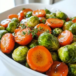 - 450 g Rosenkohl, geputzt und halbiert - 4 mittelgroße Karotten, geschält und in dünne Runden geschnitten - 3 Esslöffel Ahornsirup - 2 Esslöffel Olivenöl - 1 Esslöffel Balsamico-Essig - 1 Teelöffel Dijon-Senf - Salz und Pfeffer nach Geschmack - 1/2 Teelöffel Knoblauchpulver - 1/4 Teelöffel zerstoßenen roten Pfefferflocken (optional für etwas Schärfe) - Frische Thymianblätter zum Garnieren Wählen Sie frische Karotten, die fest und knusprig sind. Achten Sie auf leuchtend grüne Blätter beim Rosenkohl. Diese zeigen, dass das Gemüse frisch ist. Kaufen Sie lokale Produkte, wenn möglich. So unterstützen Sie die Umwelt und erhalten den besten Geschmack. Prüfen Sie die Farbe und die Textur der Zutaten. Vermeiden Sie welke oder braune Stellen. Frisches Gemüse macht den Unterschied in jedem Gericht. Heize den Ofen auf 200°C vor. Das ist wichtig für eine gleichmäßige Garung. Während der Ofen sich aufheizt, nimm die Karotten und die Rosenkohl. Halbiere die Rosenkohl und schneide die Karotten in dünne Runden. Lege das Gemüse in eine große Rührschüssel. In einer separaten Schüssel mische die Glasur-Zutaten. Nimm 3 Esslöffel Ahornsirup, 2 Esslöffel Olivenöl, 1 Esslöffel Balsamico-Essig und 1 Teelöffel Dijon-Senf. Füge einen Teelöffel Knoblauchpulver und etwas Salz und Pfeffer hinzu. Wenn du magst, gib 1/4 Teelöffel rote Pfefferflocken dazu. Rühre alles gut um, bis es gut vermischt ist. Gieße die Ahorn-Glasur über das Gemüse in der Schüssel. Mische alles vorsichtig, bis die Karotten und der Rosenkohl gut bedeckt sind. Verteile das Gemüse gleichmäßig auf einem Backblech. Achte darauf, dass es in einer einzigen Schicht liegt. Röste das Gemüse im Ofen für 25-30 Minuten. Rühre einmal um, damit alles gleichmäßig gart. Nach dem Rösten nimm das Blech aus dem Ofen. Garniere das Gemüse mit frischen Thymianblättern. Um Karotten und Rosenkohl perfekt zu rösten, beginne mit der richtigen Temperatur. 200°C ist ideal. Schneide die Karotten gleichmäßig, damit sie gleichmäßig garen. Halbiere die Rosenkohl und achte darauf, dass sie alle etwa gleich groß sind. Das hilft beim Rösten. Verteile das Gemüse gleichmäßig auf dem Blech. Zu viel auf einem Blech führt zu Dampf, nicht Röstung. Rühre das Gemüse während des Garens einmal um. So bräunt alles gut. Die Glasur für dein Gemüse kann viel Abwechslung bieten. Neben Ahornsirup kannst du Honig oder Agavendicksaft verwenden. Für einen fruchtigen Kick füge etwas Orangensaft oder Zitronensaft hinzu. Experimentiere mit verschiedenen Kräutern, wie Rosmarin oder Oregano. Diese Kräuter geben deinem Gericht eine neue Note. Zudem kannst du die Schärfe mit mehr oder weniger rotem Pfeffer variieren. So bleibt das Gericht spannend. Ein häufiger Fehler ist, das Gemüse zu dicht auf das Blech zu legen. Das führt zu Dampf und nicht zur gewünschten Röstung. Achte darauf, das Gemüse in einer einzigen Schicht zu verteilen. Zu wenig Öl kann das Gemüse austrocknen. Verwende genug, um alles gut zu beschichten. Auch das Ignorieren der Garzeit kann Probleme verursachen. Überprüfe das Gemüse nach 25 Minuten auf Zartheit. So bleibt es perfekt zart und golden. {{image_4}} Um eine vegane Version der Ahorn-Glasur zu machen, ersetzen Sie die Balsamico-Essig mit Apfelessig. Das gibt eine frische Note. Nutzen Sie auch nur pflanzliche Öle. Der Ahornsirup bleibt der Hauptsweetener. So bleibt das Gericht lecker und tierfreundlich. Um mehr Textur zu bekommen, fügen Sie geröstete Nüsse oder Samen hinzu. Walnüsse und Mandeln passen gut. Sie geben einen schönen Crunch und einen nussigen Geschmack. Streuen Sie sie einfach über das Gemüse, bevor Sie es servieren. Sie können auch andere Gemüsesorten verwenden. Kürbis und Zucchini sind tolle Alternativen. Diese sind in der Saison und bringen neue Aromen. Experimentieren Sie mit verschiedenen Farben und Geschmäckern. Sie werden überrascht sein, wie lecker das ist! Um die Reste Ihrer glasierten Karotten und Rosenkohl frisch zu halten, legen Sie sie in einen luftdichten Behälter. Stellen Sie sicher, dass der Behälter trocken ist. So bleiben die Aromen und die Textur erhalten. Lassen Sie das Gemüse auf Raumtemperatur abkühlen, bevor Sie es verpacken. Dies hilft, Feuchtigkeit zu vermeiden. Für die beste Wiedererwärmung empfehle ich, das Gemüse im Ofen oder in einer Pfanne zu erhitzen. Legen Sie es auf ein Backblech und erwärmen Sie es bei 180°C für etwa 10-15 Minuten. So bleibt das Gemüse knusprig. Wenn Sie eine Pfanne verwenden, fügen Sie einen kleinen Schuss Olivenöl hinzu, um das Gemüse wieder lebendig zu machen. Rühren Sie es regelmäßig um, damit es gleichmäßig erhitzt wird. Im Kühlschrank sind die Reste etwa 3 bis 5 Tage haltbar. Achten Sie darauf, die Reste gut zu schließen. Im Gefrierschrank können die glasierten Karotten und der Rosenkohl bis zu 3 Monate aufbewahrt werden. Nutzen Sie gefriergeeignete Behälter oder Beutel. Vergessen Sie nicht, das Datum zu notieren. So wissen Sie immer, wie frisch Ihr Gemüse ist. Die Karotten und der Rosenkohl brauchen 25 bis 30 Minuten im Ofen. Rühren Sie sie einmal um, damit sie gleichmäßig garen. Sie sind perfekt, wenn sie weich und leicht karamellisiert sind. Achten Sie darauf, sie nicht zu lange zu rösten. Sonst verlieren sie ihren guten Biss. Ja, du kannst die Ahorn-Glasur im Voraus machen. Mische einfach die Zutaten in einer Schüssel. Bewahre sie dann in einem luftdichten Behälter im Kühlschrank auf. So hast du die Glasur bereit, wenn du das Gemüse zubereitest. Lass die Mischung vor der Verwendung etwas wärmer werden. Glasierte Karotten und Rosenkohl passen gut zu vielen Gerichten. Serviere sie zu gebratenem Hühnchen oder Lachs. Auch Reis oder Quinoa sind tolle Beilagen. Du kannst sie mit einem bunten Salat kombinieren. Das macht die Mahlzeit noch bunter und gesünder. Zusammenfassend haben wir die besten Zutaten für glasierte Karotten und Rosenkohl besprochen. Ich habe gezeigt, wie man die Glasur zubereitet und das Gemüse perfekt röstet. Denken Sie daran, mit verschiedenen Gewürzen und Nüssen zu experimentieren, um den Geschmack zu verändern. Achten Sie auch auf die Lagerung der Reste, um die Frische zu bewahren. Mit diesen Tipps und Tricks wird Ihr Gericht sicher ein Hit! Genießen Sie die vielen Möglichkeiten, die Ihnen diese köstlichen Gemüse bieten können.