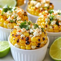 - 4 frische Maiskolben - 2 Esslöffel Olivenöl - 1 Teelöffel Chilipulver - 1 Teelöffel geräuchertes Paprikapulver - 1 Limette - Salz nach Geschmack - 1/4 Tasse zerbröckelter Feta-Käse (optional) - 1/4 Tasse gehackter frischer Koriander - Limettenscheiben zum Garnieren Um die besten Zesty Chili Lime Grilled Corn Cups zu machen, benötigen Sie einige frische, saftige Zutaten. Beginnen Sie mit vier frischen Maiskolben. Achten Sie darauf, die Maiskolben gut zu schälen. Das ist wichtig für den Grillprozess. Für die Marinade mischen Sie zwei Esslöffel Olivenöl mit einem Teelöffel Chilipulver und einem Teelöffel geräuchertem Paprikapulver. Diese Gewürze geben dem Mais einen tollen Geschmack. Pressen Sie eine Limette aus und fügen Sie den Saft zur Marinade hinzu. Sie können auch etwas Limettenschale für extra Frische hinzufügen. Salz können Sie nach Geschmack hinzufügen. Wenn Sie möchten, geben Sie etwas zerbröckelten Feta-Käse hinein. Dieser sorgt für eine cremige Note. Gehackter, frischer Koriander ist ein Muss für den frischen Geschmack. Vergessen Sie nicht, Limettenscheiben zum Garnieren bereitzustellen. Diese Zutaten sorgen für ein tolles Geschmackserlebnis. Sie bringen die Sonne auf jeden Grillabend! {{ingredient_image_2}} Zuerst heize den Grill auf mittlere bis hohe Hitze vor. Das sorgt für eine gute Röstung der Maiskolben. Während der Grill aufheizt, bereite die Marinade vor. Mische in einer kleinen Schüssel 2 Esslöffel Olivenöl, 1 Teelöffel Chilipulver, 1 Teelöffel geräuchertes Paprikapulver, den Saft und die Zeste von 1 Limette sowie Salz nach Geschmack. Rühre alles gut um, bis es gleichmäßig vermischt ist. Diese Marinade gibt deinem Grillgemüse einen tollen Geschmack. Nimm die 4 geschälten Maiskolben und bestreiche sie gleichmäßig mit der Marinade. Achte darauf, dass jeder Kolben gut bedeckt ist. Lege die Maiskolben direkt auf die Grillroste. Grill sie für etwa 10 bis 12 Minuten. Wende die Kolben gelegentlich, damit sie gleichmäßig garen. Du willst, dass die Körner zart sind und leicht angebrannt aussehen. Das gibt den Kolben ein rauchiges Aroma. Sobald die Maiskolben fertig sind, nimm sie vom Grill und lass sie kurz abkühlen. Schneide nun die Körner vorsichtig vom Kolben. Gib die Körner in eine große Rührschüssel. Füge den zerbröckelten Feta-Käse, wenn du ihn verwendest, und den gehackten Koriander hinzu. Mische alles vorsichtig, damit die Aromen sich gut vermengen. Jetzt kannst du die Mischung in kleine Becher oder Schüsseln löffeln. Garniere jede Portion mit frischem Koriander und einer Limettenscheibe. So sieht das Gericht noch einladender aus. - Grilltipps für gleichmäßige Röstung: Um die besten Ergebnisse zu erzielen, heizen Sie den Grill gut vor. Eine mittlere bis hohe Hitze sorgt dafür, dass die Maiskolben gleichmäßig garen. Legen Sie die Kolben direkt auf den Grillrost. Drehen Sie die Kolben alle paar Minuten. So erhalten Sie eine schöne Röstung und verhindern ein Anbrennen. - Wenden der Maiskolben zur optimalen Garung: Wenden Sie die Maiskolben alle zwei bis drei Minuten. So können alle Seiten gleichmäßig rösten. Achten Sie darauf, dass die Körner nicht zu dunkel werden. Wenn die Körner zart und leicht angebrannt sind, sind sie perfekt. - Feta-Käse weglassen oder ersetzen: Wenn Sie keinen Feta-Käse mögen, lassen Sie ihn einfach weg. Sie können auch einen anderen Käse verwenden, wie z.B. Cotija oder Parmesan. Diese Käse geben einen leckeren Geschmack. - Zusätzliche Gewürze für mehr Geschmack: Experimentieren Sie mit anderen Gewürzen! Fügen Sie Knoblauchpulver oder Kreuzkümmel hinzu für einen anderen Kick. Paprika oder Cayennepfeffer können ebenfalls hinzugefügt werden, um die Schärfe zu erhöhen. Pro Tipps Frischer Mais: Verwenden Sie frische Maiskolben für den besten Geschmack. Achten Sie darauf, dass die Körner fest und saftig sind. Marinade einziehen lassen: Für intensiveren Geschmack lassen Sie die Marinade mindestens 30 Minuten in den Mais einziehen, bevor Sie ihn grillen. Grilltemperatur: Stellen Sie sicher, dass der Grill gut vorgeheizt ist, um eine gleichmäßige Grillung und das beste Aroma zu erzielen. Serviervorschlag: Servieren Sie die Maisschalen warm und garnieren Sie sie mit extra Limettensaft für einen zusätzlichen Frischekick. {{image_4}} - Kühlschranklagerung: Bewahren Sie die Reste in einem luftdichten Behälter auf. So bleibt der Geschmack frisch. - Wie lange bleiben die Reste frisch?: Die Reste sind im Kühlschrank bis zu drei Tage haltbar. Nach dieser Zeit könnten sie an Geschmack verlieren. - Die besten Methoden zum Aufwärmen: Erhitzen Sie die Reste in einer Pfanne bei mittlerer Hitze. So bleibt die Textur knusprig. Alternativ können Sie die Reste in der Mikrowelle aufwärmen. Achten Sie darauf, sie in kurzen Intervallen zu erhitzen. - Serviervorschläge für Reste: Servieren Sie die Reste in Tortillas für leckere Wraps. Sie können auch frische Salsa oder Guacamole hinzufügen. Das gibt den Corn Cups einen neuen Geschmack! Für einen perfekten Grillabend passen viele Beilagen gut zu Zesty Chili Lime Grilled Corn Cups. Hier sind einige Ideen: - Gegrilltes Gemüse: Zucchini, Paprika und Auberginen sind ideal. - Brot: Knuspriges Baguette oder Fladenbrot ergänzt die Aromen. - Salate: Ein frischer grüner Salat oder ein Nudelsalat bieten einen tollen Kontrast. Bei den Getränken können Sie folgende Optionen wählen: - Limonade: Eine spritzige Limette-Limonade erfrischt und passt gut. - Eistee: Ein kalter Eistee mit Minze ist ebenfalls eine gute Wahl. - Bier: Ein helles Lagerbier oder ein fruchtiges Radler harmonieren perfekt. Die Präsentation Ihrer Zesty Chili Lime Grilled Corn Cups ist wichtig. Hier sind einige Tipps: - Verwendung von Schalen: Servieren Sie die Maisschalen in kleinen, bunten Schalen oder Bechern. - Garnierungen: Fügen Sie frischen Koriander und Limettenscheiben hinzu. Das sieht lebhaft und einladend aus. - Anrichten: Arrangieren Sie die Becher auf einem großen Tablett. So schaffen Sie eine schöne, einladende Atmosphäre. Eine ansprechende Präsentation macht das Essen noch mehr zum Erlebnis. Die Zubereitung dauert nur 25 Minuten. Die Vorbereitungszeit beträgt 10 Minuten. Das Grillen der Maiskolben dauert etwa 10-12 Minuten. So schnell haben Sie ein leckeres Gericht auf dem Tisch. Ja, Sie können die Maiskolben auch im Ofen grillen. Heizen Sie den Ofen auf 200 Grad Celsius vor. Legen Sie die mit Marinade bestrichenen Maiskolben auf ein Backblech. Grillen Sie sie dann etwa 20-25 Minuten, bis sie zart sind. Wenden Sie die Kolben nach der Hälfte der Zeit für eine gleichmäßige Röstung. Die Reste sollten in einem luftdichten Behälter im Kühlschrank aufbewahrt werden. So bleiben sie 3 bis 4 Tage frisch. Zum Aufwärmen können Sie die Maiskörner in der Mikrowelle oder in einer Pfanne erhitzen. Achten Sie darauf, sie nicht zu überhitzen, damit sie saftig bleiben. In diesem Blogbeitrag haben wir ein einfaches Rezept für Zesty Chili Lime Grilled Corn Cups besprochen. Wir haben die Haupt- und zusätzlichen Zutaten aufgelistet, die Schritt-für-Schritt-Anleitung zum Grillen gegeben und Tipps für perfekte Ergebnisse geteilt. Auch die Lagerung und Servierungsideen wurden behandelt. Egal, ob du einen Grillabend planst oder einfach nach einem neuen Snack suchst, dieses Rezept ist vielseitig und lecker. Probier es aus und genieße frischen Grillgeschmack!