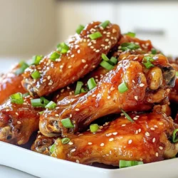 Für diese köstlichen Honig-Knoblauch-Hühnchenflügel brauchst du: - 900 g Hähnchenflügel - 120 ml Honig - 60 ml Sojasauce - 4 Knoblauchzehen, fein gehackt - 1 Esslöffel frischer Ingwer, gerieben - 1 Esslöffel Apfelessig - 1 Teelöffel Sesamöl - 1/2 Teelöffel schwarzer Pfeffer - 1/4 Teelöffel rote Paprikaflocken (optional) Diese Zutaten sorgen für einen perfekten Mix aus süß und herzhaft. Die Marinade ist der Schlüssel zu diesem Rezept. Sie bringt Geschmack und Tiefe. Hier sind die Zutaten: - Honig für Süße - Sojasauce für den salzigen Kick - Knoblauch für Aroma - Ingwer für Frische - Apfelessig für Säure - Sesamöl für den nussigen Geschmack - Pfeffer und Paprikaflocken für etwas Schärfe Um dein Gericht zu vervollständigen, denke an Garnituren und Beilagen: - Sesamsamen für Crunch - Gehackte Frühlingszwiebeln für Frische - Dipsaucen wie Ranchdressing oder Blauschimmelkäse Diese einfachen Zutaten machen das Gericht zu einem echten Genuss. {{ingredient_image_2}} Um die Marinade zu machen, nimm eine große Schüssel. Gib 120 ml Honig, 60 ml Sojasauce, 4 fein gehackte Knoblauchzehen, 1 Esslöffel geriebenen Ingwer, 1 Esslöffel Apfelessig, 1 Teelöffel Sesamöl und 1/2 Teelöffel schwarzen Pfeffer hinein. Wenn du etwas Schärfe magst, füge 1/4 Teelöffel rote Paprikaflocken hinzu. Rühre alles gut um, bis die Mischung gleichmäßig ist. Diese Marinade bringt viel Geschmack. Nimm 900 g Hähnchenflügel und lege sie in die Schüssel mit der Marinade. Stelle sicher, dass die Flügel gut bedeckt sind. Decke die Schüssel mit Frischhaltefolie ab. Lass die Flügel mindestens 1 Stunde, besser über Nacht, im Kühlschrank. So ziehen die Aromen tief in das Fleisch ein. Heize deinen Ofen auf 200°C vor. Lege ein Backblech mit Aluminiumfolie oder Backpapier aus. Platziere ein Drahtgitter darauf, damit die Luft zirkulieren kann. Nimm die Flügel aus der Marinade und lass die überschüssige Marinade abtropfen. Lege die Flügel in einer einzigen Schicht auf das Gitter. Backe die Flügel 40-45 Minuten lang. Wende sie nach 20 Minuten, damit sie gleichmäßig knusprig werden. In den letzten 10 Minuten des Backens, nimm die restliche Marinade und pinsel sie über die Flügel. Das gibt ihnen eine leckere, klebrige Glasur. Wenn die Flügel goldbraun und knusprig sind, nimm sie aus dem Ofen. Garniere sie mit Sesamsamen und gehackten Frühlingszwiebeln. Serviere sie heiß und genieße sie mit Dipsaucen wie Ranchdressing oder Blauschimmelkäse. Um die Flügel knusprig zu machen, gibt es einige wichtige Schritte. Zuerst solltest du die Flügel gut abtropfen lassen. Zu viel Marinade macht sie weich. Lege die Flügel auf ein Drahtgitter. So kann die Luft zirkulieren. Backe sie bei 200°C für 40-45 Minuten. Wende sie nach 20 Minuten. Das sorgt für eine gleichmäßige Bräunung und Knusprigkeit. Die Marinierzeit ist entscheidend. Für den besten Geschmack lasse die Flügel mindestens 1 Stunde marinieren. Noch besser ist es, sie über Nacht im Kühlschrank zu lassen. So ziehen die Aromen tief in das Fleisch ein. Wenn du wenig Zeit hast, mariniere sie trotzdem, um den Geschmack zu intensivieren. Du kannst die Hähnchenflügel auch anders zubereiten. Verwende einen Grill oder Stäbchen, um sie zu garen. Das Grillen gibt den Flügeln einen rauchigen Geschmack. Achte darauf, sie regelmäßig zu wenden. So garen sie gleichmäßig und bleiben saftig. Stäbchen machen das Wenden einfach und du kannst sie gut marinieren. Pro Tipps Marinieren für mehr Geschmack: Lassen Sie die Hähnchenflügel über Nacht in der Marinade, um den Geschmack zu intensivieren und die Zartheit zu fördern. Die richtige Temperatur: Stellen Sie sicher, dass der Ofen auf die richtige Temperatur vorgeheizt ist, damit die Flügel gleichmäßig und knusprig gebacken werden. Glasieren für die perfekte Süße: Pinsel die Flügel in den letzten 10 Minuten der Backzeit mit der restlichen Marinade, um eine köstliche, klebrige Glasur zu erzeugen. Variationen ausprobieren: Fügen Sie andere Gewürze oder Saucen hinzu, um den Geschmack zu variieren, wie z.B. Chiliöl für eine schärfere Note. {{image_4}} Um einen scharfen Kick hinzuzufügen, probiere diese Variante. Füge einfach eine zusätzliche Menge rote Paprikaflocken hinzu. Diese sorgen für die richtige Schärfe. Du kannst auch einen Esslöffel Sriracha oder eine andere scharfe Soße in die Marinade mischen. So wird dein Gericht süß und scharf zugleich. Diese Flügel sind perfekt für alle, die es gerne würzig mögen. Die Zubereitung im Air Fryer ist schnell und einfach. Du sparst Zeit und bekommst knusprige Flügel. Marinieren wie gewohnt, dann die Flügel in den Air Fryer legen. Stelle den Air Fryer auf 200°C ein und backe sie 25-30 Minuten lang. Schüttle die Flügel nach der Hälfte der Zeit für gleichmäßige Bräunung. Diese Methode spart Fett und sorgt für weniger Rauch in der Küche. Es gibt viele Möglichkeiten, die Marinade zu variieren. Du kannst zum Beispiel Honig durch Ahornsirup ersetzen. Das gibt einen anderen Geschmack. Eine BBQ-Sauce kann auch anstelle von Honig verwendet werden, wenn du es rauchiger magst. Für eine asiatische Note füge Soja- und Teriyaki-Sauce hinzu. Experimentiere mit verschiedenen Zutaten, um deine perfekte Marinade zu finden. Wenn du Hähnchenflügel übrig hast, bewahre sie richtig auf. Lege die Flügel in einen luftdichten Behälter. So bleiben sie frisch. Stelle sicher, dass sie abgekühlt sind, bevor du sie wegstellst. Reste halten sich bis zu drei Tage im Kühlschrank. Wenn du sie länger aufbewahren möchtest, friere sie ein. Das Einfrieren ist eine tolle Option für lange Haltbarkeit. Lege die Flügel in einen Gefrierbeutel. Drücke so viel Luft wie möglich heraus, um Gefrierbrand zu vermeiden. Beschrifte den Beutel mit dem Datum. Die Flügel halten bis zu drei Monate im Gefrierfach. Wenn du bereit bist, sie zu essen, tau sie im Kühlschrank auf, bevor du sie erwärmst. Beim Aufwärmen ist es wichtig, die Flügel knusprig zu halten. Heize den Ofen auf 180°C vor. Lege die Flügel auf ein Backblech. Backe sie für etwa 10-15 Minuten. So werden sie wieder warm und knusprig. Du kannst auch eine Mikrowelle verwenden, aber die Haut wird nicht so knusprig. Wenn du die Flügel in der Mikrowelle erhitzt, lege ein feuchtes Papiertuch darüber. Das hilft, die Feuchtigkeit zu bewahren. Du kannst die marinierten Hähnchenflügel bis zu zwei Tage im Kühlschrank aufbewahren. Achte darauf, sie in einem luftdichten Behälter zu lagern. Damit bleibt die Marinade frisch und die Flügel behalten ihren Geschmack. Wenn du sie länger aufbewahren möchtest, friere sie einfach ein. Ja, du kannst die Flügel auch auf dem Grill zubereiten. Das Grillen verleiht ihnen ein tolles Raucharoma. Heize den Grill vor und lege die marinierten Flügel direkt auf den Rost. Grille sie bei mittlerer Hitze und wende sie regelmäßig, bis sie goldbraun sind. Das dauert etwa 20-25 Minuten. Gute Beilagen für Honig-Knoblauch-Hühnchenflügel sind: - Karottensticks: Sie geben einen frischen Crunch. - Selleriestangen: Ideal zum Dippen in Soßen. - Reis: Er nimmt die süße Marinade gut auf. - Coleslaw: Die Cremigkeit passt gut zu den Flügeln. - Pommes: Ein Klassiker, der immer gut ankommt. Diese Beilagen machen deine Mahlzeit noch schmackhafter! Honig-Knoblauch-Hühnchenflügel sind einfach zu machen und schmecken großartig. Du hast gelernt, welche Zutaten du benötigst und wie du die Flügel zubereitest. Tipps für knusprige Flügel und verschiedene Variationen helfen dir, kreativ zu sein. Du kannst even Reste aufbewahren oder einfrieren. Nimm die Informationen und koche dein eigenes leckeres Gericht. Ich hoffe, du hast Spaß beim Ausprobieren und Genießen!