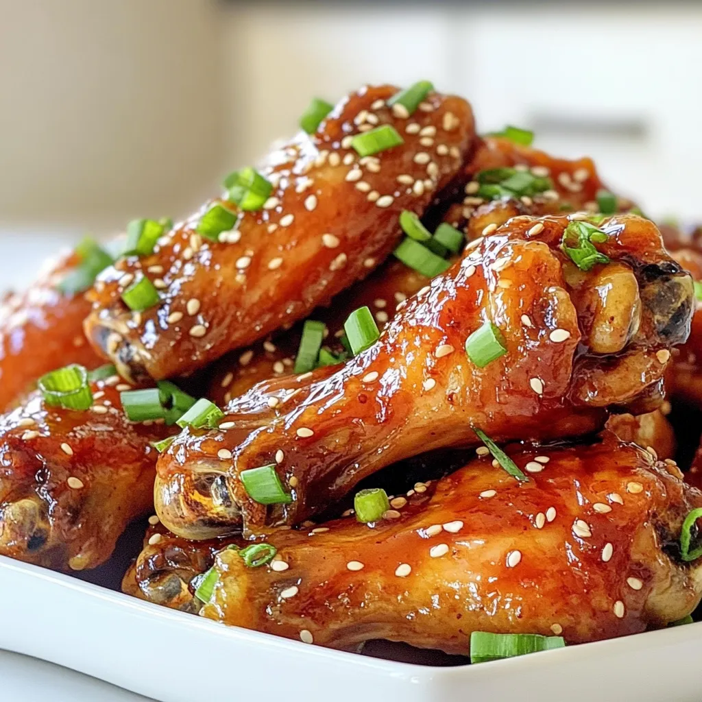 Für diese köstlichen Honig-Knoblauch-Hühnchenflügel brauchst du: - 900 g Hähnchenflügel - 120 ml Honig - 60 ml Sojasauce - 4 Knoblauchzehen, fein gehackt - 1 Esslöffel frischer Ingwer, gerieben - 1 Esslöffel Apfelessig - 1 Teelöffel Sesamöl - 1/2 Teelöffel schwarzer Pfeffer - 1/4 Teelöffel rote Paprikaflocken (optional) Diese Zutaten sorgen für einen perfekten Mix aus süß und herzhaft. Die Marinade ist der Schlüssel zu diesem Rezept. Sie bringt Geschmack und Tiefe. Hier sind die Zutaten: - Honig für Süße - Sojasauce für den salzigen Kick - Knoblauch für Aroma - Ingwer für Frische - Apfelessig für Säure - Sesamöl für den nussigen Geschmack - Pfeffer und Paprikaflocken für etwas Schärfe Um dein Gericht zu vervollständigen, denke an Garnituren und Beilagen: - Sesamsamen für Crunch - Gehackte Frühlingszwiebeln für Frische - Dipsaucen wie Ranchdressing oder Blauschimmelkäse Diese einfachen Zutaten machen das Gericht zu einem echten Genuss. {{ingredient_image_2}} Um die Marinade zu machen, nimm eine große Schüssel. Gib 120 ml Honig, 60 ml Sojasauce, 4 fein gehackte Knoblauchzehen, 1 Esslöffel geriebenen Ingwer, 1 Esslöffel Apfelessig, 1 Teelöffel Sesamöl und 1/2 Teelöffel schwarzen Pfeffer hinein. Wenn du etwas Schärfe magst, füge 1/4 Teelöffel rote Paprikaflocken hinzu. Rühre alles gut um, bis die Mischung gleichmäßig ist. Diese Marinade bringt viel Geschmack. Nimm 900 g Hähnchenflügel und lege sie in die Schüssel mit der Marinade. Stelle sicher, dass die Flügel gut bedeckt sind. Decke die Schüssel mit Frischhaltefolie ab. Lass die Flügel mindestens 1 Stunde, besser über Nacht, im Kühlschrank. So ziehen die Aromen tief in das Fleisch ein. Heize deinen Ofen auf 200°C vor. Lege ein Backblech mit Aluminiumfolie oder Backpapier aus. Platziere ein Drahtgitter darauf, damit die Luft zirkulieren kann. Nimm die Flügel aus der Marinade und lass die überschüssige Marinade abtropfen. Lege die Flügel in einer einzigen Schicht auf das Gitter. Backe die Flügel 40-45 Minuten lang. Wende sie nach 20 Minuten, damit sie gleichmäßig knusprig werden. In den letzten 10 Minuten des Backens, nimm die restliche Marinade und pinsel sie über die Flügel. Das gibt ihnen eine leckere, klebrige Glasur. Wenn die Flügel goldbraun und knusprig sind, nimm sie aus dem Ofen. Garniere sie mit Sesamsamen und gehackten Frühlingszwiebeln. Serviere sie heiß und genieße sie mit Dipsaucen wie Ranchdressing oder Blauschimmelkäse. Um die Flügel knusprig zu machen, gibt es einige wichtige Schritte. Zuerst solltest du die Flügel gut abtropfen lassen. Zu viel Marinade macht sie weich. Lege die Flügel auf ein Drahtgitter. So kann die Luft zirkulieren. Backe sie bei 200°C für 40-45 Minuten. Wende sie nach 20 Minuten. Das sorgt für eine gleichmäßige Bräunung und Knusprigkeit. Die Marinierzeit ist entscheidend. Für den besten Geschmack lasse die Flügel mindestens 1 Stunde marinieren. Noch besser ist es, sie über Nacht im Kühlschrank zu lassen. So ziehen die Aromen tief in das Fleisch ein. Wenn du wenig Zeit hast, mariniere sie trotzdem, um den Geschmack zu intensivieren. Du kannst die Hähnchenflügel auch anders zubereiten. Verwende einen Grill oder Stäbchen, um sie zu garen. Das Grillen gibt den Flügeln einen rauchigen Geschmack. Achte darauf, sie regelmäßig zu wenden. So garen sie gleichmäßig und bleiben saftig. Stäbchen machen das Wenden einfach und du kannst sie gut marinieren. Pro Tipps Marinieren für mehr Geschmack: Lassen Sie die Hähnchenflügel über Nacht in der Marinade, um den Geschmack zu intensivieren und die Zartheit zu fördern. Die richtige Temperatur: Stellen Sie sicher, dass der Ofen auf die richtige Temperatur vorgeheizt ist, damit die Flügel gleichmäßig und knusprig gebacken werden. Glasieren für die perfekte Süße: Pinsel die Flügel in den letzten 10 Minuten der Backzeit mit der restlichen Marinade, um eine köstliche, klebrige Glasur zu erzeugen. Variationen ausprobieren: Fügen Sie andere Gewürze oder Saucen hinzu, um den Geschmack zu variieren, wie z.B. Chiliöl für eine schärfere Note. {{image_4}} Um einen scharfen Kick hinzuzufügen, probiere diese Variante. Füge einfach eine zusätzliche Menge rote Paprikaflocken hinzu. Diese sorgen für die richtige Schärfe. Du kannst auch einen Esslöffel Sriracha oder eine andere scharfe Soße in die Marinade mischen. So wird dein Gericht süß und scharf zugleich. Diese Flügel sind perfekt für alle, die es gerne würzig mögen. Die Zubereitung im Air Fryer ist schnell und einfach. Du sparst Zeit und bekommst knusprige Flügel. Marinieren wie gewohnt, dann die Flügel in den Air Fryer legen. Stelle den Air Fryer auf 200°C ein und backe sie 25-30 Minuten lang. Schüttle die Flügel nach der Hälfte der Zeit für gleichmäßige Bräunung. Diese Methode spart Fett und sorgt für weniger Rauch in der Küche. Es gibt viele Möglichkeiten, die Marinade zu variieren. Du kannst zum Beispiel Honig durch Ahornsirup ersetzen. Das gibt einen anderen Geschmack. Eine BBQ-Sauce kann auch anstelle von Honig verwendet werden, wenn du es rauchiger magst. Für eine asiatische Note füge Soja- und Teriyaki-Sauce hinzu. Experimentiere mit verschiedenen Zutaten, um deine perfekte Marinade zu finden. Wenn du Hähnchenflügel übrig hast, bewahre sie richtig auf. Lege die Flügel in einen luftdichten Behälter. So bleiben sie frisch. Stelle sicher, dass sie abgekühlt sind, bevor du sie wegstellst. Reste halten sich bis zu drei Tage im Kühlschrank. Wenn du sie länger aufbewahren möchtest, friere sie ein. Das Einfrieren ist eine tolle Option für lange Haltbarkeit. Lege die Flügel in einen Gefrierbeutel. Drücke so viel Luft wie möglich heraus, um Gefrierbrand zu vermeiden. Beschrifte den Beutel mit dem Datum. Die Flügel halten bis zu drei Monate im Gefrierfach. Wenn du bereit bist, sie zu essen, tau sie im Kühlschrank auf, bevor du sie erwärmst. Beim Aufwärmen ist es wichtig, die Flügel knusprig zu halten. Heize den Ofen auf 180°C vor. Lege die Flügel auf ein Backblech. Backe sie für etwa 10-15 Minuten. So werden sie wieder warm und knusprig. Du kannst auch eine Mikrowelle verwenden, aber die Haut wird nicht so knusprig. Wenn du die Flügel in der Mikrowelle erhitzt, lege ein feuchtes Papiertuch darüber. Das hilft, die Feuchtigkeit zu bewahren. Du kannst die marinierten Hähnchenflügel bis zu zwei Tage im Kühlschrank aufbewahren. Achte darauf, sie in einem luftdichten Behälter zu lagern. Damit bleibt die Marinade frisch und die Flügel behalten ihren Geschmack. Wenn du sie länger aufbewahren möchtest, friere sie einfach ein. Ja, du kannst die Flügel auch auf dem Grill zubereiten. Das Grillen verleiht ihnen ein tolles Raucharoma. Heize den Grill vor und lege die marinierten Flügel direkt auf den Rost. Grille sie bei mittlerer Hitze und wende sie regelmäßig, bis sie goldbraun sind. Das dauert etwa 20-25 Minuten. Gute Beilagen für Honig-Knoblauch-Hühnchenflügel sind: - Karottensticks: Sie geben einen frischen Crunch. - Selleriestangen: Ideal zum Dippen in Soßen. - Reis: Er nimmt die süße Marinade gut auf. - Coleslaw: Die Cremigkeit passt gut zu den Flügeln. - Pommes: Ein Klassiker, der immer gut ankommt. Diese Beilagen machen deine Mahlzeit noch schmackhafter! Honig-Knoblauch-Hühnchenflügel sind einfach zu machen und schmecken großartig. Du hast gelernt, welche Zutaten du benötigst und wie du die Flügel zubereitest. Tipps für knusprige Flügel und verschiedene Variationen helfen dir, kreativ zu sein. Du kannst even Reste aufbewahren oder einfrieren. Nimm die Informationen und koche dein eigenes leckeres Gericht. Ich hoffe, du hast Spaß beim Ausprobieren und Genießen!