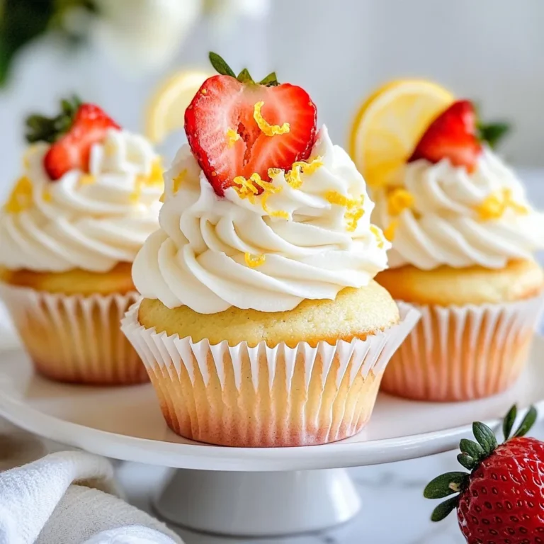 Für die Erdbeer-Zitronen-Muffins brauchst du einige einfache Zutaten. Hier ist die Liste: - 1 ½ Tassen Allzweckmehl - 1 Teelöffel Backpulver - ½ Teelöffel Natron - ¼ Teelöffel Salz - ½ Tasse ungesalzene Butter, zimmerwarm - 1 Tasse Zucker - 2 große Eier - 2 Teelöffel Vanilleextrakt - ½ Tasse Buttermilch - ½ Tasse frischer Zitronensaft (von etwa 2 Zitronen) - Schale von 1 Zitrone - 1 Tasse frische Erdbeeren, püriert Diese Zutaten geben den Muffins einen tollen Geschmack und die perfekte Textur. Die Glasur macht die Muffins noch besser. Das brauchst du dafür: - ½ Tasse Puderzucker - 2 Tassen Schlagsahne - 1 Esslöffel Zitronenschale Die Glasur ist leicht und frisch. Sie passt perfekt zu den Muffins. Wenn du kein Buttermilch hast, kannst du normale Milch verwenden. Füge einen Esslöffel Essig hinzu, um einen ähnlichen Effekt zu erzielen. Du kannst auch andere Beeren wie Himbeeren oder Blaubeeren verwenden. Das gibt den Muffins einen neuen Geschmack. Achte darauf, die Mengen gleich zu halten, damit die Muffins gut aufgehen. {{ingredient_image_2}} Heize deinen Ofen auf 175°C vor. Das ist eine wichtige Grundlage. Nimm dein Muffinblech und lege es mit Muffinförmchen aus. So bleiben die Muffins schön und kleben nicht fest. Nimm eine mittlere Schüssel und vermische das Mehl, Backpulver, Natron und Salz. In einer großen Schüssel schlägst du die Butter und den Zucker mit einem Handmixer. Mache das für etwa 3-4 Minuten. Es sollte leicht und schaumig sein. Füge dann die Eier einzeln hinzu. Rühre gut um, bevor du das nächste Ei hinzufügst. Jetzt kommt der Vanilleextrakt dazu. Mische dann langsam die Buttermilch, den Zitronensaft und die Zitronenschale unter. Füge die Mehlmischung vorsichtig hinzu. Mische alles gut, aber nicht zu viel. Jetzt kannst du die pürierten Erdbeeren unterheben. Der Teig darf klumpig bleiben. Verteile den Teig gleichmäßig in die Muffinförmchen. Fülle sie etwa zu 2/3. Schiebe das Muffinblech in den Ofen und backe die Muffins für 18-20 Minuten. Nutze einen Zahnstocher, um zu testen, ob sie fertig sind. Lasse die Muffins 5 Minuten in der Form abkühlen. Danach lege sie auf ein Kuchengitter, um komplett abzukühlen. Wenn die Muffins abgekühlt sind, kannst du die Glasur machen. Schlage die Schlagsahne in einer großen Schüssel, bis weiche Spitzen entstehen. Füge dann nach und nach den Puderzucker und die Zitronenschale hinzu. Schlage weiter, bis steife Spitzen entstehen. Jetzt ist die Glasur bereit! Dekoriere jeden Muffin großzügig mit der Zitronen-Sahne-Glasur. Du kannst einen Spritzbeutel oder einen Spatel verwenden. Für das gewisse Extra, garniere jeden Muffin mit einer Scheibe Erdbeere und einem Spritzer Zitronenschale. Frische Erdbeeren machen den Unterschied in diesem Rezept. Sie bringen Geschmack und Farbe. Wählen Sie reife, saftige Erdbeeren. Diese sind süß und aromatisch. Waschen Sie sie gründlich und pürieren Sie sie dann. Das Püree gibt den Muffins eine schöne Farbe und einen tollen Erdbeergeschmack. Sie können auch einige kleine Stücke für die Dekoration aufbewahren. Die richtige Backzeit ist wichtig für perfekte Muffins. Heizen Sie den Ofen auf 175°C vor. Backen Sie die Muffins 18 bis 20 Minuten lang. Prüfen Sie sie mit einem Zahnstocher. Wenn er sauber herauskommt, sind die Muffins fertig. Lassen Sie sie fünf Minuten in der Form abkühlen, bevor Sie sie auf ein Gitter legen. So werden die Muffins nicht matschig. Die Dekoration macht die Muffins besonders. Verwenden Sie die Zitronen-Sahne-Glasur großzügig. Ein Spritzbeutel hilft dabei, die Glasur schön aufzutragen. Garnieren Sie jeden Muffin mit einer Scheibe frischer Erdbeere. Ein kleiner Spritzer Zitronenschale oben drauf ist das i-Tüpfelchen. So sehen die Muffins nicht nur gut aus, sie schmecken auch frisch und lecker! Pro Tipps Frische Erdbeeren: Verwenden Sie frische, reife Erdbeeren für den besten Geschmack. Überprüfen Sie, ob sie fest und glänzend sind, und vermeiden Sie matschige oder faule Beeren. Zitronensaft: Frisch gepresster Zitronensaft hat einen viel intensiveren Geschmack als die abgepackte Variante. Drücken Sie die Zitronen kurz vor der Verwendung aus. Buttertemperatur: Stellen Sie sicher, dass die Butter zimmerwarm ist, um sicherzustellen, dass sie sich gut mit dem Zucker vermischt und einen luftigen Teig ergibt. Glasur-Konsistenz: Schlagen Sie die Sahne nicht zu lange, sonst wird sie zu butterartig. Achten Sie darauf, dass sie sich gerade so steif schlägt, um die perfekte Konsistenz für die Glasur zu erreichen. {{image_4}} Wenn du die Erdbeer-Zitronen-Muffins anpassen möchtest, probiere andere Früchte. Himbeeren oder Blaubeeren sind tolle Alternativen. Sie bringen ihren eigenen, fruchtigen Geschmack. Du kannst auch eine Mischung aus verschiedenen Beeren verwenden. Das macht die Muffins bunt und lecker. Achte darauf, die pürierten Früchte gleichmäßig im Teig zu verteilen. So schmecken sie in jedem Bissen. Für eine glutenfreie Version kannst du Reismehl oder Mandelmehl verwenden. Diese Mehle geben den Muffins eine andere Textur, aber sie schmecken immer noch gut. Wenn du auf Eier verzichtest, nimm zwei Esslöffel Apfelmus pro Ei. Das macht die Muffins saftig und lecker. Auch Kokosmilch kann die Buttermilch ersetzen. So sind die Muffins vegan und trotzdem frisch. Du kannst das Grundrezept leicht anpassen, um verschiedene Geschmäcker zu treffen. Füge etwas Zimt oder Muskatnuss hinzu, um einen neuen Twist zu schaffen. Ein Teelöffel Lavendel kann einen blumigen Geschmack bringen. Für zusätzliche Süße kannst du Honig oder Agavendicksaft verwenden. Sei kreativ und finde deine Lieblingsversion! Um die Erdbeer-Zitronen-Muffins frisch zu halten, lege sie in einen luftdichten Behälter. Das bewahrt die Feuchtigkeit und den Geschmack. Wenn du keinen Behälter hast, kannst du die Muffins auch in Frischhaltefolie wickeln. Stelle sicher, dass sie vollständig abgekühlt sind, bevor du sie lagerst. So vermeidest du, dass sie matschig werden. Die Muffins bleiben bei Raumtemperatur etwa 3 bis 4 Tage frisch. Wenn du sie im Kühlschrank lagerst, halten sie bis zu einer Woche. Achte darauf, sie gut verpackt zu halten, um Austrocknen zu verhindern. Du kannst die Muffins auch einfrieren. Lege sie nach dem Abkühlen in einen Gefrierbeutel. Entferne so viel Luft wie möglich. So bleiben sie bis zu 3 Monate genießbar. Wenn du die Muffins später essen möchtest, lasse sie einfach über Nacht im Kühlschrank auftauen. Die Glasur solltest du getrennt aufbewahren. Schlage die Schlagcreme frisch auf, bevor du sie verwendest. So bleibt sie luftig und lecker. Die Muffins backen in etwa 18 bis 20 Minuten. Ich empfehle, nach 18 Minuten einen Zahnstocher in die Mitte zu stecken. Wenn er sauber herauskommt, sind die Muffins fertig. Sie sollten leicht goldbraun sein. Ja, das ist möglich! Wenn Sie Öl verwenden, nehmen Sie die gleiche Menge wie die Butter. Öl macht die Muffins oft saftiger. Aber die Butter gibt einen tollen Geschmack. Die Muffins schmecken toll mit einer Zitronen-Sahne-Glasur. Sie können die Glasur mit einem Spritzbeutel auftragen. Fügen Sie frische Erdbeeren und etwas Zitronenschale als Dekoration hinzu. Das sieht nicht nur gut aus, sondern schmeckt auch frisch und lecker! In diesem Blogpost habe ich die wichtigen Zutaten für Erdbeer-Zitronen-Muffins erklärt. Wir haben die Hauptzutaten, die Glasur und Tipps zur Zubereitung besprochen. Ich habe auch Variationen und Lagerungshinweise gegeben. Die klaren Schritte helfen dir, leckere Muffins zu backen. Denke daran, frische Zutaten zu nutzen. So erzielst du die besten Ergebnisse. Viel Spaß beim Backen!