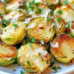 Für dieses Gericht benötigst du einige frische Zutaten: - 450 g Rosenkohl, geputzt und halbiert - 60 ml Olivenöl - 4 Knoblauchzehen, fein gehackt - 50 g geriebenen Parmesan-Käse - Salz und Pfeffer nach Geschmack Diese Zutaten bilden die Basis für den köstlichen Geschmack. Der Rosenkohl bringt eine nussige Note, während der Knoblauch ein tolles Aroma hinzufügt. Parmesan gibt eine salzige, cremige Tiefe. Wähle frischen Rosenkohl, der fest und grün ist. Die Blätter sollten knackig sein. Das Olivenöl sollte kalt gepresst sein, um den besten Geschmack zu liefern. Achte darauf, dass der Knoblauch fest ist und keine grünen Keime hat. Frischer Parmesan ist der Schlüssel für ein reichhaltiges Aroma. Du kannst ihn selbst reiben für den besten Geschmack. Hier sind einige optionale Zutaten, die du hinzufügen kannst: - 1 Teelöffel rote Pfefferflocken für etwas Schärfe - Frische Petersilie, gehackt, für die Garnitur Die roten Pfefferflocken bringen einen kleinen Kick. Die Petersilie gibt eine frische Note und sieht schön aus auf dem Teller. Experimentiere gerne mit diesen Zutaten, um deinen eigenen Twist hinzuzufügen! {{ingredient_image_2}} Heize deinen Ofen auf 200°C vor. Das ist wichtig für gleichmäßiges Rösten. Nimm ein Backblech und lege es mit Backpapier aus. So bleibt der Rosenkohl nicht kleben und die Reinigung wird einfacher. Nimm 450 g Rosenkohl und putze ihn gut. Halbiere jeden Kopf. In einer großen Schüssel mische die halbierten Rosenkohl mit 60 ml Olivenöl. Füge 4 fein gehackte Knoblauchzehen, 1 Teelöffel rote Pfefferflocken, Salz und Pfeffer hinzu. Rühre gut um, damit alles gleichmäßig bedeckt ist. Verteile den Rosenkohl gleichmäßig auf dem Backblech. Achte darauf, dass sie in einer einzigen Schicht liegen. So garen sie schön gleichmäßig. Röste die Mischung im Ofen für 20-25 Minuten. Nach 10-12 Minuten rühre die Rosenkohlhälften um. Sie sollten zart und goldbraun sein. Nimm das Backblech nach der Röstzeit heraus. Streue 50 g geriebenen Parmesan über die heißen Rosenkohlhälften. Schiebe das Blech für weitere 3-5 Minuten in den Ofen. Der Käse sollte geschmolzen und leicht knusprig sein. Lass den Rosenkohl nach dem Rösten kurz abkühlen. Garniere ihn mit frischer, gehackter Petersilie. Wählen Sie frische Rosenkohl-Köpfe. Achten Sie auf eine kräftige grüne Farbe. Prüfen Sie, ob die Köpfe fest und dicht sind. Vermeiden Sie gelbe oder welkende Blätter. Kleine bis mittelgroße Köpfe sind oft zarter und schmackhafter. Verwenden Sie frischen Knoblauch für den besten Geschmack. Hacken Sie die Zehen fein, um das Aroma freizusetzen. Braten Sie den Knoblauch nicht zu lange, da er schnell anbrennen kann. Ein leichtes Rösten gibt dem Gericht eine tolle Note. Möchten Sie es schärfer? Fügen Sie mehr rote Pfefferflocken hinzu. Alternativ können Sie auch frischen Chili verwenden. Für einen milderen Geschmack lassen Sie die scharfen Zutaten weg. Experimentieren Sie mit Kräutern wie Thymian oder Rosmarin für neue Aromen. Pro Tipps Rosenkohl vorbereiten: Stellen Sie sicher, dass der Rosenkohl frisch ist und schneiden Sie die Enden ab, um eine gleichmäßige Garung zu gewährleisten. Knoblauch nicht verbrennen: Fügen Sie den Knoblauch erst in den letzten Minuten des Röstens hinzu, um zu vermeiden, dass er bitter wird. Parmesan variieren: Experimentieren Sie mit verschiedenen Käsesorten wie Pecorino oder Gruyère für einen einzigartigen Geschmack. Würze anpassen: Passen Sie die Menge der roten Pfefferflocken nach Ihrem persönlichen Geschmack an – mehr für einen scharfen Kick! {{image_4}} Wenn Sie nach gesunden Alternativen für Parmesan suchen, probieren Sie Hefeflocken. Diese sind reich an B-Vitaminen und geben einen nussigen Geschmack. Eine andere Option ist Cashewkäse. Er wird aus Cashewkernen hergestellt und ist cremig und lecker. Diese Alternativen sind perfekt für vegane oder laktosefreie Diäten. Olivenöl ist großartig, aber Sie können auch andere Öle verwenden. Avocadoöl hat einen hohen Rauchpunkt und einen milden Geschmack. Es eignet sich gut zum Rösten. Kokosöl gibt einen süßlichen Geschmack und ist ebenfalls eine gute Wahl. Verwenden Sie einfach das Öl, das Ihnen am besten gefällt. Die Gewürze machen einen großen Unterschied. Fügen Sie zum Beispiel Zitronensaft hinzu, um Frische zu bringen. Raucharoma von geräuchertem Paprika gibt Tiefe. Wenn Sie es schärfer mögen, probieren Sie mehr rote Pfefferflocken. Experimentieren Sie mit frischen Kräutern wie Thymian oder Oregano, um neue Geschmäcker zu entdecken. Jede Kombination kann das Gericht auf eine neue Art und Weise verbessern. Übrig gebliebener Knoblauch Parmesan Rosenkohl lässt sich einfach aufbewahren. Legen Sie die Reste in einen luftdichten Behälter. So bleiben sie frisch. Stellen Sie sicher, dass der Behälter gut verschlossen ist. Diese Methode hält den Rosenkohl köstlich und schmackhaft. Wenn Sie den Rosenkohl aufwärmen, nutzen Sie den Ofen. Heizen Sie ihn auf 180°C vor. Legen Sie den Rosenkohl auf ein Backblech. Erwärmen Sie ihn für etwa 10-15 Minuten. So bleibt der Käse schön knusprig. Sie können auch eine Pfanne verwenden. Braten Sie den Rosenkohl bei mittlerer Hitze für 5-7 Minuten. So wird er wieder schön heiß und lecker. Im Kühlschrank hält der Rosenkohl bis zu 3 Tage. Achten Sie darauf, ihn gut zu verpacken. Nach dieser Zeit wird er weniger frisch. Wenn Sie ihn länger aufbewahren möchten, frieren Sie die Reste ein. So bleibt der Geschmack bis zu 3 Monate erhalten. Denken Sie daran, ihn gut zu verpacken, um Gefrierbrand zu vermeiden. Die Reste sind in einem luftdichten Behälter bis zu drei Tage haltbar. Achte darauf, sie im Kühlschrank zu lagern. Wenn du die Reste länger aufbewahren möchtest, friere sie ein. Gefrorener Rosenkohl bleibt bis zu drei Monate frisch. Ja, du kannst gefrorenen Rosenkohl verwenden. Achte darauf, ihn vorher nicht zu tauen. Röste ihn direkt aus dem Gefrierfach. Dies kann die Textur gut bewahren. Die Garzeit kann etwas länger sein, also überprüfe die Konsistenz während des Röstens. Knoblauch Parmesan Rosenkohl passt gut zu vielen Beilagen. Hier sind einige Ideen: - Gegrilltes Hähnchen - Gebratenes Lamm - Quinoa-Salat - Kartoffelbrei - Pasta mit leichter Sauce Diese Kombinationen bringen Abwechslung auf den Tisch und runden das Essen ab. Dieser Artikel zeigt, wie man Knoblauch Parmesan Rosenkohl zubereitet. Wir haben die besten Zutaten besprochen und auch, wie man sie auswählt. Die Schritt-für-Schritt-Anleitung hilft dir bei der Zubereitung. Tipps und Tricks geben dir das nötige Know-how. Außerdem haben wir gesunde Variationen und Lagerhinweise gegeben. Rosenkohl kann lecker und gesund sein. Experimentiere mit verschiedenen Zutaten, um deinen perfekten Geschmack zu finden. Viel Spaß beim Kochen!