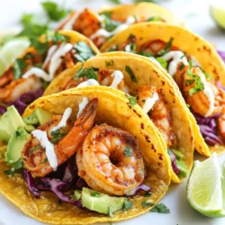 Um die besten Cajun Shrimp Tacos zu machen, benötigst du folgende Zutaten: - 450 g große Garnelen, geschält und entdarmt - 2 Esslöffel Cajun-Gewürz - 1 Esslöffel Olivenöl - 8 kleine Tortillas aus Mais Diese Zutaten sorgen für eine einfache, aber leckere Basis. Die Garnelen sind das Herzstück. Sie bringen einen tollen Geschmack und eine zarte Textur. Cajun-Gewürz ist der Schlüssel zu diesem Gericht. Es enthält meist Paprika, Knoblauchpulver und Zwiebelpulver. Diese Gewürze geben den Garnelen einen scharfen und würzigen Kick. Du kannst auch etwas Salz hinzufügen, um den Geschmack zu intensivieren. Ein guter Tipp ist, die Gewürze gleichmäßig auf die Garnelen zu verteilen. Für die Tacos empfehle ich folgende Toppings: - 1 Tasse rote Kohl, fein shredded - 1 Avocado, in Scheiben geschnitten - ½ Tasse frischer Koriander, gehackt - 1 Limette, in Spalten geschnitten - Optional: ½ Tasse Sauerrahm oder griechischer Joghurt Die frischen Toppings bringen Farbe und Textur. Roter Kohl sorgt für einen tollen Crunch. Avocado fügt Cremigkeit hinzu. Koriander gibt ein frisches Aroma. Limettensaft rundet alles ab. Du kannst auch Sauerrahm oder Joghurt für mehr Geschmack nutzen. {{ingredient_image_2}} Zuerst nehmen wir die Garnelen. Du brauchst 450 Gramm große Garnelen, geschält und entdarmt. In einer Schüssel vermischst du die Garnelen mit 2 Esslöffeln Cajun-Gewürz und einer Prise Salz. Rühre gut um, damit jede Garnele gleichmäßig gewürzt ist. Diese Gewürze geben den Tacos ihren tollen Geschmack. Lass die Garnelen kurz ruhen, während du die Pfanne vorbereitest. Erhitze in einer großen Pfanne 1 Esslöffel Olivenöl bei mittlerer bis hoher Hitze. Wenn das Öl heiß ist, füge die gewürzten Garnelen hinzu. Brate sie 2 bis 3 Minuten auf jeder Seite. Achte darauf, dass sie rosa und undurchsichtig werden. Dies zeigt, dass sie perfekt durchgegart sind. Verwende eine Zange, um die Garnelen vorsichtig zu wenden. Nimm sie dann vom Herd und stelle sie beiseite. Jetzt kommen die Tortillas. Nimm 8 kleine Tortillas aus Mais. Du kannst sie in der Pfanne leicht anrösten oder direkt über einer Flamme für ein paar Sekunden aufwärmen. Ziel ist, dass sie warm und biegsam sind. So lassen sich die Tacos später besser füllen. Achte darauf, die Tortillas nicht zu lange zu erhitzen, damit sie nicht brechen. Jetzt bist du bereit, die Tacos zusammenzustellen! Lege einige Garnelen in jede Tortilla und füge die gewünschten Toppings hinzu. Guten Appetit! Die Garzeit für Garnelen ist wichtig. Sie sollten 2-3 Minuten auf jeder Seite braten. Achten Sie darauf, dass sie rosa und undurchsichtig sind. Überkochen Sie die Garnelen nicht, sonst werden sie zäh. Wenn Sie die richtige Zeit einhalten, bleiben sie zart und saftig. Cajun-Gewürz kann angepasst werden. Wenn Sie es mild mögen, verwenden Sie weniger Gewürz. Für mehr Schärfe fügen Sie mehr hinzu. Experimentieren Sie mit Paprika, Cayennepfeffer oder sogar Knoblauchpulver. Ihre Tacos sollen Ihnen schmecken, also passen Sie die Gewürze nach Ihrem Geschmack an. Ein schöner Teller macht viel aus. Legen Sie die Tacos auf einen großen Teller. Garnieren Sie sie mit frischem Koriander. Platzieren Sie Limettenspalten in einer kleinen Schüssel dazu. So sieht Ihr Gericht einladend aus. Denken Sie daran, dass das Auge mitisst! Pro Tipps Frische Garnelen wählen: Stellen Sie sicher, dass die Garnelen frisch sind und eine glatte, glänzende Oberfläche haben, um den besten Geschmack zu erzielen. Würzen nach Geschmack: Passen Sie die Menge des Cajun-Gewürzes an, je nachdem, wie scharf Sie die Tacos mögen. Sie können auch etwas Knoblauchpulver hinzufügen für zusätzlichen Geschmack. Tortillas richtig erwärmen: Um die besten Tortillas zu erhalten, erwärmen Sie sie nicht nur, sondern rösten Sie sie leicht an, um einen leicht rauchigen Geschmack zu erzeugen. Garnieren: Für ein ansprechendes Aussehen und zusätzlichen Geschmack können Sie die Tacos mit einer scharfen Sauce oder etwas Feta-Käse garnieren. {{image_4}} Wenn du eine vegetarische Option möchtest, kannst du die Garnelen gegen Gemüse ersetzen. Gegrillte Paprika, Zucchini und Pilze sind tolle Alternativen. Du kannst auch Tofu verwenden. Würze das Gemüse mit Cajun-Gewürz, um den gleichen Geschmack zu bekommen. So bleiben die Aromen lebendig. Tortillas sind wichtig für Tacos. Du kannst verschiedene Sorten wählen. Mais-Tortillas sind klassisch und glutenfrei. Weizen-Tortillas sind weich und leicht zu rollen. Für einen besonderen Twist probiere Süßkartoffel-Tortillas oder sogar Salatblätter für eine kalorienärmere Option. Jede Variante bringt ihren eigenen Geschmack. Du kannst die Tacos ganz nach deinem Geschmack anpassen. Füge schwarze Bohnen oder Mais hinzu für mehr Textur. Frisches Gemüse wie Tomaten und Zwiebeln sind auch großartig. Serviere die Tacos mit Limettenspalten oder einer scharfen Sauce. Sauerrahm oder griechischer Joghurt geben eine cremige Note. Macht das Essen noch leckerer! Um die Reste von Cajun Shrimp Tacos frisch zu halten, sollten Sie die Zutaten getrennt lagern. Bewahren Sie die Garnelen in einem luftdichten Behälter im Kühlschrank auf. So bleiben sie bis zu zwei Tage gut. Lagern Sie die Tortillas in einem separaten Behälter oder wickeln Sie sie in Folie. Das schützt sie vor dem Austrocknen. Das Gemüse, wie der rote Kohl und die Avocado, sollten ebenfalls frisch gehalten werden. Packen Sie den Koriander in ein feuchtes Tuch, um ihn länger haltbar zu machen. Wenn Sie die Reste aufwärmen möchten, nutzen Sie eine Pfanne. Erhitzen Sie die Garnelen bei mittlerer Hitze. Fügen Sie einen Schuss Olivenöl hinzu, um das Austrocknen zu verhindern. Für die Tortillas können Sie die Pfanne oder die Mikrowelle verwenden. Bei der Mikrowelle legen Sie sie zwischen zwei feuchte Küchenpapier und erhitzen sie für 15 Sekunden. So bleiben sie weich und biegsam. Die Garnelen sind frischer, wenn Sie sie innerhalb von zwei Tagen essen. Das Gemüse und die Tortillas sind ebenfalls am besten, wenn sie frisch sind. Avocados reifen schnell, also essen Sie sie zeitnah. Wenn die Tacos einmal zusammengebaut sind, sollten Sie sie sofort essen. Sie verlieren schnell ihre Frische und Textur. Um die Garnelen richtig vorzubereiten, beginne mit frischen, großen Garnelen. Du solltest sie schälen und entdarmen. Danach gib die Garnelen in eine Schüssel. Füge zwei Esslöffel Cajun-Gewürz hinzu. Streue auch eine Prise Salz hinein. Mische alles gut. So sind alle Garnelen gleichmäßig gewürzt und bereit zum Braten. Zu den Cajun Shrimp Tacos passen viele leckere Beilagen. Eine gute Wahl ist ein frischer Salat. Du kannst auch Reis oder Bohnen servieren. Eine scharfe Salsa bringt mehr Geschmack. Außerdem passen Limettenspalten gut dazu. Sie bieten einen frischen Kontrast zu den würzigen Tacos. Vergiss nicht, etwas Sauerrahm oder griechischen Joghurt als Topping anzubieten. Ja, du kannst die Tacos im Voraus zubereiten. Garniere die Tortillas aber erst kurz vor dem Servieren. So bleiben sie frisch und weich. Du kannst die Garnelen und den Kohl im Voraus zubereiten. Bewahre sie in luftdichten Behältern im Kühlschrank auf. Wenn du bereit bist, erwärmst du die Tortillas und füllst sie. So hast du schnell ein köstliches Essen. Du hast nun alle Schritte, um leckere Cajun Shrimp Tacos zuzubereiten. Du hast die Hauptzutaten und Gewürze gelernt, die das Gericht ausmachen. Mit unseren Tipps bereitest du die Garnelen perfekt zu und kannst die Tacos ansprechend anrichten. Variationen und Lagerung helfen dir, kreativer zu sein. Denke daran, die Garnelen nicht zu lange zu garen, und passe die Gewürze nach deinem Geschmack an. Viel Spaß beim Kochen und Genießen!