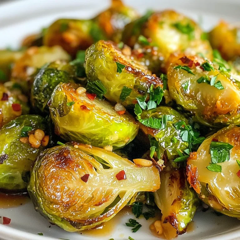 - 450 g Rosenkohl, vorbereitet und halbiert - 3 Esslöffel Olivenöl - 3 Esslöffel Honig Rosenkohl ist das Herzstück dieses Gerichts. Ich wähle frischen Rosenkohl, wenn möglich. Er hat einen tollen Geschmack und eine knackige Textur. Olivenöl bringt gesunde Fette und Geschmack. Honig verleiht eine süße Note und hilft beim Karamellisieren. - 1 Esslöffel Balsamico-Essig - 4 Knoblauchzehen, fein gehackt - Salz und Pfeffer nach Geschmack Balsamico-Essig gibt dem Gericht eine saure Tiefe. Knoblauch bringt ein reiches Aroma. Salz und Pfeffer sind wichtig, um die Aromen zu verstärken. Ich achte darauf, alles gut zu würzen. - 1/4 Teelöffel rote Pfefferflocken - Frisch gehackte Petersilie zum Garnieren Wenn Sie etwas Schärfe mögen, sind rote Pfefferflocken großartig. Petersilie bringt Farbe und Frische. Ich streue sie gerne oben drauf, um das Gericht zu verfeinern. {{ingredient_image_2}} Zuerst bereite ich den Rosenkohl vor. Ich nehme 450 Gramm frischen Rosenkohl und schneide ihn in der Mitte durch. So wird er gleichmäßig gar. Danach heize ich den Ofen auf 220°C vor. Ein heißer Ofen sorgt für eine schöne Röstaroma. In einer großen Schüssel gebe ich die halbierten Rosenkohlstücke hinein. Dann füge ich 3 Esslöffel Olivenöl und 3 Esslöffel Honig hinzu. Ich hacke 4 Knoblauchzehen fein und mische sie ebenfalls dazu. Um dem Gericht mehr Tiefe zu geben, kommt auch 1 Esslöffel Balsamico-Essig hinein. Ich würze mit Salz und Pfeffer nach Geschmack. Wenn ich es scharf mag, füge ich 1/4 Teelöffel rote Pfefferflocken hinzu. Ich rühre alles gut um, bis der Rosenkohl gleichmäßig bedeckt ist. Jetzt verteile ich den Rosenkohl auf einem Backblech. Ich achte darauf, dass die Stücke eine Schicht bilden. So röste ich den Rosenkohl im vorgeheizten Ofen für etwa 20 bis 25 Minuten. Nach der Hälfte der Garzeit wende ich die Rosenkohlhälften. So werden sie von allen Seiten schön goldbraun. Sobald sie zart und knusprig sind, nehme ich das Blech aus dem Ofen. Ich lasse den Rosenkohl kurz abkühlen und kann ihn dann nach Wunsch mit etwas extra Honig und frisch gehackter Petersilie garnieren. Um den besten Rosenkohl zu erhalten, rösten Sie ihn gleichmäßig. Achten Sie darauf, dass alle Stücke die gleiche Größe haben. So garen sie gleichmäßig. Wenden Sie die Rosenkohlhälften nach der Hälfte der Garzeit. Das sorgt für eine schöne Bräunung und Knusprigkeit. Verwenden Sie außerdem Backpapier auf dem Blech. Das verhindert, dass der Rosenkohl anhaftet. So bleibt Ihr Blech sauber und das Rösten wird einfacher. Experimentieren Sie mit verschiedenen Honigsorten. Blumiger Honig gibt einen süßen Geschmack, während herzhaftere Sorten mehr Tiefe bringen. Auch verschiedene Gewürzmischungen sind eine tolle Idee. Fügen Sie Kreuzkümmel oder Paprika hinzu, um neue Geschmäcker zu entdecken. Jedes Mal, wenn Sie das Rezept machen, können Sie etwas Neues ausprobieren. Für die Präsentation ist ein rustikaler Platter ideal. Servieren Sie den Rosenkohl warm und schön angerichtet. Beträufeln Sie ihn mit etwas zusätzlichem Honig. Das gibt einen tollen Glanz und einen süßen Kick. Frisch gehackte Petersilie sorgt für einen lebhaften Look. Als Beilage passen Kartoffeln oder ein einfacher Salat gut dazu. Diese Kombination macht jede Mahlzeit zu einem Highlight. Pro Tipps Rosenkohl richtig vorbereiten: Achten Sie darauf, die äußeren Blätter des Rosenkohls zu entfernen und die Enden abzuschneiden, um eine gleichmäßige Garung zu gewährleisten. Honig anpassen: Experimentieren Sie mit verschiedenen Honigsorten, um unterschiedliche Geschmacksrichtungen zu entdecken; beispielsweise kann Akazienhonig eine milde Süße bieten. Röstzeit überwachen: Behalten Sie die Röstung im Auge, da die Garzeit je nach Ofen variieren kann; überprüfen Sie nach 20 Minuten, ob der Rosenkohl bereits goldbraun ist. Für mehr Textur sorgen: Fügen Sie geröstete Nüsse oder Semmelbrösel hinzu, um eine zusätzliche Knusprigkeit zu erreichen und das Gericht interessanter zu machen. {{image_4}} Um Honig-Knoblauch-Rosenkohl vegan zu genießen, können Sie alternative Süßstoffe verwenden. Agavendicksaft oder Ahornsirup sind großartige Optionen. Diese Süßstoffe bieten einen ähnlichen Geschmack und sind pflanzlich. Zudem können Sie den Balsamico-Essig weglassen. Stattdessen können Sie einfach mehr Olivenöl verwenden, um den Rosenkohl zu würzen. Fühlen Sie sich frei, andere Gemüse zu kombinieren. Karotten, Süßkartoffeln oder Zucchini passen gut zu Rosenkohl. Diese Gemüsesorten benötigen jedoch etwas mehr Zeit zum Rösten. Passen Sie die Garzeit an, indem Sie das Gemüse gleichmäßig schneiden. So erreichen Sie die perfekte Konsistenz. Nüsse oder Samen sind eine tolle Ergänzung. Walnüsse oder Pinienkerne geben einen knusprigen Biss. Streuen Sie sie einfach über den Rosenkohl vor dem Röstprozess. Für mehr Geschmack können Sie auch Feta oder Parmesan hinzufügen. Diese Käsesorten schmelzen und verleihen dem Gericht eine salzige Note. Bewahren Sie übrig gebliebenen Honig-Knoblauch-Rosenkohl in einem luftdichten Behälter auf. Stellen Sie sicher, dass der Behälter gut verschlossen ist. So bleibt der Rosenkohl frisch und lecker. Im Kühlschrank hält er sich bis zu drei Tage. Achten Sie darauf, ihn nicht länger zu lagern, um die Frische zu erhalten. Um Rosenkohl einzufrieren, lassen Sie ihn zuerst vollständig abkühlen. Teilen Sie ihn dann in Portionen. Geben Sie die Portionen in Gefrierbeutel oder luftdichte Behälter. Drücken Sie die Luft heraus, bevor Sie sie verschließen. So vermeiden Sie Gefrierbrand. Der Rosenkohl bleibt bis zu drei Monate im Gefrierfach haltbar. Achten Sie darauf, ihn in einem gut beschrifteten Beutel oder Behälter aufzubewahren. Um Ihren Honig-Knoblauch-Rosenkohl wieder aufzuwärmen, gibt es mehrere Methoden. Die Luftfritteuse ist eine tolle Option. Sie macht den Rosenkohl knusprig und lecker. Heizen Sie die Luftfritteuse auf 180 °C vor und wärmen Sie den Rosenkohl für etwa 5-7 Minuten auf. Die Mikrowelle ist schneller, macht den Rosenkohl aber nicht so knusprig. Stellen Sie die Mikrowelle auf mittlere Leistung und erwärmen Sie den Rosenkohl in 30-Sekunden-Intervallen. Überprüfen Sie zwischendurch die Temperatur. So bleibt er gleichmäßig warm. Die Zubereitung dauert insgesamt 35 Minuten. Davon sind 10 Minuten für die Vorbereitung. Die Garzeit im Ofen beträgt etwa 20 bis 25 Minuten. Achten Sie darauf, den Rosenkohl nach der Hälfte der Garzeit umzuschichten. So wird er gleichmäßig knusprig und lecker. Ja, frischer Rosenkohl ist ideal für dieses Rezept. Wählen Sie kleine, feste Röschen. Schneiden Sie die Enden ab und halbieren Sie sie. So garen sie gleichmäßig. Wenn Sie frischen Rosenkohl verwenden, entfalten sich die Aromen besser. Prüfen Sie den Rosenkohl auf gelbe Blätter oder Druckstellen. Entfernen Sie diese, um die beste Qualität zu gewährleisten. Um das Gericht schärfer zu machen, fügen Sie einfach rote Pfefferflocken hinzu. Diese bringen eine feine Schärfe. Sie können auch frischen Chili oder Cayennepfeffer verwenden. Mischen Sie diese Gewürze mit den anderen Zutaten. Testen Sie die Schärfe nach dem ersten Biss. So können Sie den Geschmack anpassen, bis er perfekt für Sie ist. Rosenkohl mit Honig und Knoblauch ist einfach und lecker. Wir haben die Hauptzutaten wie Rosenkohl, Olivenöl und Honig besprochen. Gewürze, wie Balsamico und Knoblauch, passen perfekt. Ich habe auch Tipps zur perfekten Zubereitung und Lagerung gegeben. Variationen mit anderen Gemüsesorten bieten kreative Optionen. Ob für ein schnelles Abendessen oder eine festliche Beilage – diese Kombination begeistert immer. Probiere es aus und erlebe, wie köstlich Rosenkohl sein kann.