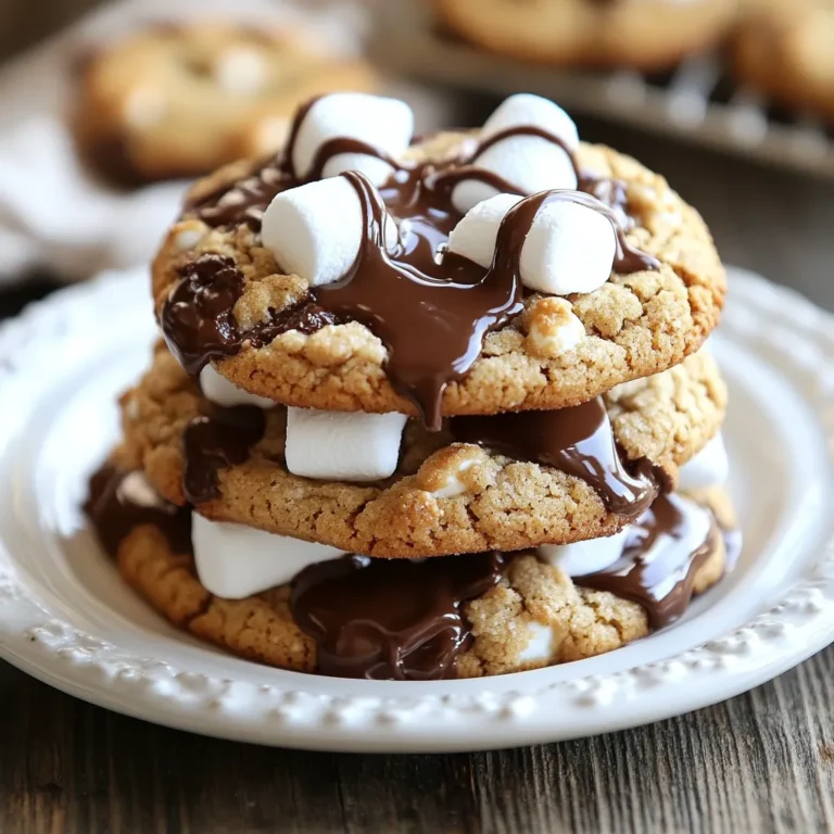 Um die perfekten Schokoladenstückchen S’mores Kekse zu machen, brauchst du: - 1 Tasse ungesalzene Butter, weich - 3/4 Tasse brauner Zucker, fest gepackt - 1/4 Tasse Kristallzucker - 1 großes Ei - 1 Teelöffel Vanilleextrakt - 2 1/4 Tassen Weizenmehl - 1 Teelöffel Backnatron - 1/2 Teelöffel Salz - 1 Tasse halbsüße Schokoladenstückchen - 1 Tasse Mini-Marshmallows - 1 Tasse Graham-Cracker-Brösel Achte darauf, dass die Butter weich ist. Sie hilft, die Kekse fluffig zu machen. Verwende frische Zutaten, besonders das Ei und die Vanille. Sie geben einen tollen Geschmack. Das Mehl sollte nicht klumpig sein. Das Backnatron sorgt dafür, dass die Kekse aufgehen. Salz hebt den süßen Geschmack hervor. Wähle hochwertige Schokoladenstückchen. Halbsüß ist perfekt, da sie gut mit dem Zucker harmonieren. Achte auf frische Mini-Marshmallows, sie schmelzen beim Backen wunderbar. Die Graham-Cracker-Brösel bringen den S’mores-Geschmack. Du kannst sie selbst zerbröseln, um die Frische zu sichern. Frische Butter macht einen großen Unterschied in der Textur. {{ingredient_image_2}} Die Vorbereitungszeit für diese Schokoladenstückchen S’mores Kekse beträgt etwa 15 Minuten. Du solltest deinen Ofen auf 175°C (350°F) vorheizen. So sind die Kekse gleich nach der Zubereitung perfekt gebacken. 1. Ofen vorheizen: Beginne damit, deinen Ofen auf 175°C (350°F) vorzuheizen. Lege ein Backblech mit Backpapier aus. 2. Butter und Zucker mischen: In einer großen Schüssel die weiche Butter mit braunem Zucker und Kristallzucker cremig rühren. Rühre bis die Mischung leicht und fluffig ist. 3. Ei und Vanille hinzufügen: Füge das große Ei und den Vanilleextrakt hinzu. Rühre gut, bis alles gut vermischt ist. 4. Trockene Zutaten mischen: In einer separaten Schüssel das Weizenmehl, Backnatron und Salz vermischen. 5. Trockene Zutaten einarbeiten: Gib die trockenen Zutaten nach und nach zur feuchten Mischung. Rühre vorsichtig, bis alles gerade so vermischt ist. Überarbeite den Teig nicht. 6. Schokolade und Marshmallows hinzufügen: Hebe die halbsüßen Schokoladenstückchen, Mini-Marshmallows und Graham-Cracker-Brösel vorsichtig unter den Teig. Achte darauf, dass sie gleichmäßig verteilt sind. 7. Teig portionieren: Setze mit einem Esslöffel Portionen des Teigs auf das Backblech. Lass genug Platz zwischen den Keksen, da sie beim Backen auseinanderlaufen. 8. Backen: Backe die Kekse 10-12 Minuten. Die Ränder sollten goldbraun sein, die Mitte leicht fest. 9. Abkühlen lassen: Lass die Kekse nach dem Backen 5 Minuten auf dem Blech abkühlen. Danach lege sie auf ein Drahtgitter, um komplett abzukühlen. - Butter sollte weich sein: Stelle sicher, dass die Butter weich ist, aber nicht geschmolzen. So wird der Teig schön fluffig. - Nicht übermischen: Übermische den Teig nicht, um zähe Kekse zu vermeiden. Rühre nur, bis die Zutaten kombiniert sind. - Verwende frische Zutaten: Achte darauf, dass deine Backzutaten frisch sind. Das verbessert den Geschmack. - Lass Platz: Lass genügend Platz zwischen den Keksen auf dem Blech. So erhalten sie die richtige Form. - Variiere die Backzeit: Jeder Ofen backt anders. Behalte die Kekse im Auge, um die perfekte Konsistenz zu erreichen. Viele Menschen machen beim Keksebacken Fehler. Ein häufiger Fehler ist, den Teig zu lange zu mischen. Mische die Zutaten nur, bis alles gut verbunden ist. Wenn du zu lange rührst, werden die Kekse hart. Achte auch darauf, die Kekse nicht zu nah beieinander auf das Backblech zu setzen. Sie laufen auseinander und kleben dann zusammen. Du kannst die Kekse leicht anpassen. Füge zum Beispiel Nüsse oder andere Schokoladensorten hinzu. Weiße Schokolade oder Erdnussbutter-Stücke passen gut dazu. Für einen besonderen Twist kannst du auch Karamellstückchen einarbeiten. Diese Varianten machen jeden Biss spannend und neu. Die richtige Konsistenz des Teigs ist wichtig. Der Teig sollte weich, aber nicht klebrig sein. Wenn dein Teig zu trocken erscheint, füge einen Esslöffel Milch hinzu. Ist er zu feucht, gib etwas mehr Mehl hinzu. Der Teig sollte gut formbar sein. Achte darauf, dass die Schokoladenstückchen und Marshmallows gleichmäßig verteilt sind. So schmecken die Kekse überall gleich gut. Pro Tipps Die richtige Buttertemperatur: Stelle sicher, dass die Butter weich und bei Zimmertemperatur ist, damit sie sich gut mit dem Zucker vermischt und eine luftige Konsistenz entsteht. Nicht übermixen: Achte darauf, den Teig nur so lange zu rühren, bis alles gerade vermischt ist. Übermäßiges Rühren kann zu zähen Keksen führen. Abstand zwischen den Keksen: Lass ausreichend Platz zwischen den Teigportionen auf dem Backblech, da die Kekse beim Backen auseinanderlaufen und sich sonst zusammenkleben könnten. Warten vor dem Servieren: Lass die Kekse nach dem Backen etwas abkühlen, bevor du sie auf ein Drahtgitter legst. Dadurch behalten sie ihre Form und sind leichter zu handhaben. {{image_4}} Du kannst diese Kekse auch glutenfrei machen. Statt Weizenmehl nutze einfach glutenfreies Mehl. Achte darauf, dass es eine Mischung ist, die gut funktioniert. So bleiben die Kekse weich und lecker. Glutenfreies Backen kann knifflig sein, aber es lohnt sich. Die Wahl der Schokolade macht einen großen Unterschied. Du kannst halbsüße Schokolade verwenden, aber auch Zartbitter- oder weiße Schokolade sind toll. Experimentiere mit Schokoladensorten. Füge Nüsse oder andere Süßigkeiten hinzu. So bekommt jeder Keks einen neuen Geschmack. Das macht das Rezept spannend und vielseitig. Hast du Allergien? Kein Problem! Ersetze die Mini-Marshmallows mit einer anderen Süßigkeit, die du magst. Nutze Erdnussbutter oder Mandelbutter statt Butter, wenn du eine Milchallergie hast. Du kannst auch die Graham-Cracker durch eine allergiefreundliche Option ersetzen. So kannst du trotzdem köstliche Kekse genießen. Um die frisch gebackenen Schokoladenstückchen S’mores Kekse lange frisch zu halten, lagere sie am besten in einem luftdichten Behälter. Stelle sicher, dass der Behälter sauber und trocken ist. Die Kekse sollten bei Raumtemperatur gelagert werden, fern von direkter Sonneneinstrahlung. So bleiben sie weich und lecker. Wenn du die Kekse richtig lagerst, bleiben sie bis zu einer Woche frisch. Nach dieser Zeit können sie trockener werden. Wenn du die Kekse länger aufbewahren möchtest, kannst du sie auch einfrieren. Im Gefrierfach halten sie bis zu drei Monate. Achte darauf, die Kekse gut einzupacken, um Gefrierbrand zu vermeiden. Um die Kekse wieder warm und schmelzend zu genießen, lege sie für etwa 10-15 Sekunden in die Mikrowelle. Achte darauf, dass du sie nicht zu lange erhitzt. Alternativ kannst du die Kekse im Ofen bei 150°C für einige Minuten aufwärmen. So werden sie wieder weich und köstlich. Du solltest die Kekse 10 bis 12 Minuten backen. Die Ränder müssen goldbraun sein. Die Mitte soll leicht fest, aber nicht zu hart sein. So bleiben sie weich und chewy. Achte darauf, sie nach dem Backen fünf Minuten auf dem Blech abkühlen zu lassen. Dann kannst du sie auf ein Gitter legen. So trocknen sie nicht aus und bleiben lecker! Ja, du kannst die Kekse einfrieren. Lass sie zuerst ganz abkühlen. Dann lege sie in einen luftdichten Behälter. Du kannst sie auch in Frischhaltefolie einwickeln. So bleiben sie frisch und lecker. Zum Aufwärmen nimm ein paar Kekse heraus. Lass sie bei Raumtemperatur auftauen oder wärme sie kurz in der Mikrowelle auf. So schmecken sie fast wie frisch gebacken! Das Rezept ergibt etwa 24 Kekse. Die Anzahl kann leicht variieren, je nachdem, wie groß du die Portionen machst. Wenn du größere Kekse magst, wird die Anzahl geringer. Für kleinere Kekse kannst du mehr machen. Probiere es aus und finde die perfekte Größe für dich! Die Zubereitung von Schokoladenstückchen S’mores Keksen ist einfach und macht Spaß. Wir haben die Hauptzutaten, wichtige Tipps zur Auswahl und eine detaillierte Anleitung behandelt. Fehler beim Backen lassen sich leicht vermeiden, und die Variationen sind endlos. Du kannst kreative Anpassungen für Allergien berücksichtigen und sicherstellen, dass die Kekse gut gelagert werden. Abschließend sind diese Kekse eine leckere Freude. Probiere die Tipps aus, um deine Backkünste zu verbessern!
