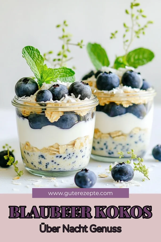 Entdecke das Rezept für Blaubeer Kokos Overnight Haferflocken - ein köstliches und gesundes Frühstück! Diese veganen Haferflocken Rezepte sind perfekt für einen schnellen Start in den Tag. Mit frischen Blaubeeren und cremiger Kokosmilch sind die Overnight Oats mit Kokos nicht nur lecker, sondern auch nahrhaft. Probiere dieses einfache Haferflocken Rezept aus und genieße jeden Bissen! Speichere es jetzt! #GesundeFrühstücksrezepte #OvernightOats #BlaubeerKokos #EinfacheHaferflockenRezepte