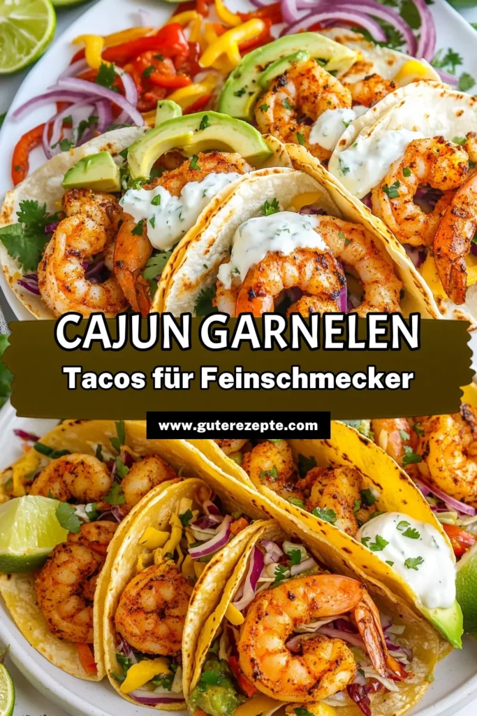 Entdecke die köstlichen Cajun Garnelen Tacos mit unserem würzigen Tacos Rezept! Diese einfache Tacos zubereiten Variante bringt die Aromen der mexikanischen Küche Garnelen perfekt zur Geltung. In nur 25 Minuten kannst du diese leckeren Tacos mit großen Garnelen, frischem Gemüse und cremigem Sauerrahm genießen. Probiere es aus und verwöhne deine Gäste mit diesem schnellen Rezept! #CajunGarnelenTacos #TacosRezept #mexikanischeKüche #GarnelenTacos