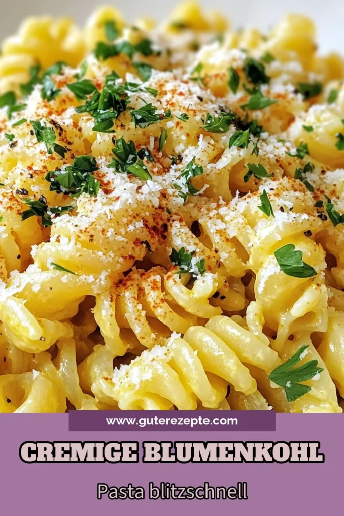 Entdecke dieses köstliche Rezept für cremige Blumenkohl-Pasta! Diese einfache Pasta mit Gemüse kombiniert gerösteten Blumenkohl zu einem schmackhaften Auflauf, ideal für schnelle Blumenkohlgerichte. Perfekt für eine vegane Variante und sättigend für die ganze Familie. Spare dir Zeit in der Küche und genieße gesunde Mahlzeiten. Probiere unsere cremige Blumenkohl-Pasta aus und teile deine Kreationen! #VeganePastaRezepte #CremigeBlumenkohlPasta #SchnelleBlumenkohlgerichte #EinfachePastaMitGemüse