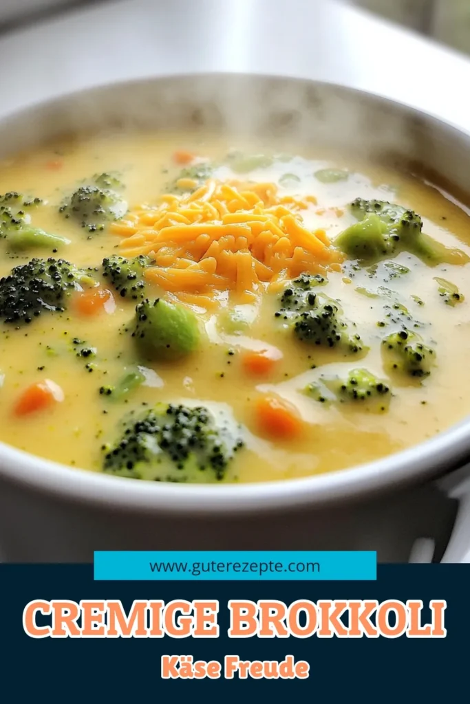 Entdecke das perfekte Rezept für cremige Brokkoli-Käse-Suppe, die nicht nur lecker, sondern auch einfach zuzubereiten ist! Mit frischen Brokkoliröschen, scharfem Cheddar und einer geschmackvollen Mischung aus Gemüsebrühe und Gewürzen wird diese Suppe zum Highlight auf deinem Tisch. Klicke jetzt, um das vollständige Rezept zu entdecken und dich von dieser köstlichen Suppe inspirieren zu lassen! #Brokkoli #Käse #Suppe #Rezept