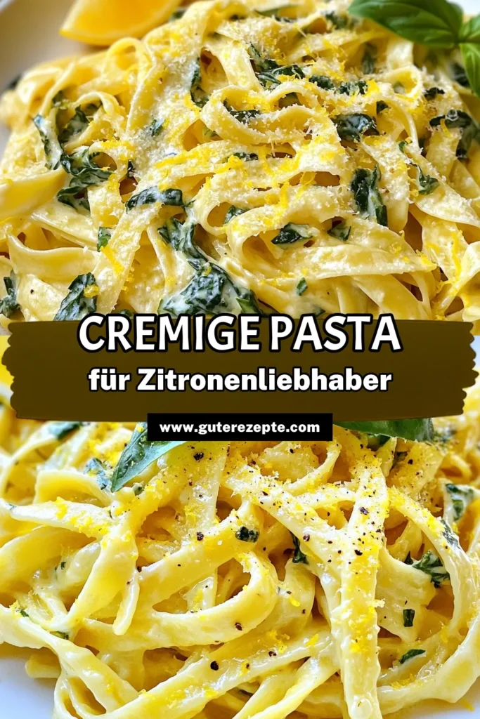 Entdecken Sie unser köstliches Rezept für cremige Zitronen-Kräuter-Pasta, das jede Woche auf den Tisch gehört! Diese einfache Pasta-Gerichte mit Fettuccine und Sahne sind perfekt für ein schnelles Mittagessen oder ein elegantes Abendessen. Mit frischem Spinat und Basilikum wird dieses vegetarische Pasta Rezept zum wahren Genuss. Probieren Sie es aus und bringen Sie frischen Geschmack in Ihre Küche! #ZitronenPastaRezept #FettuccineMitSahne #EinfachePastaGerichte #VegetarischePastaRezept