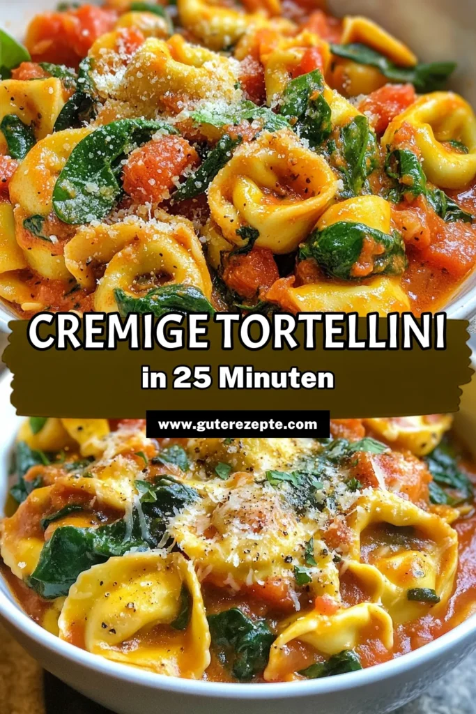 Entdecke dieses köstliche Rezept für eine Cremige Tomaten-Tortellini Pfanne! Perfekt für ein schnelles Abendessen, kombiniert es einfache Tortellini Gerichte mit einer himmlischen Tomaten Sahne Sauce. Mit Frischkäse-Tortellini und Spinat wird es zum Genuss! Schnapp dir die Zutaten und probiere unser Tortellini Pfanne Rezept aus! Teile es mit Freunden und speichere es für ein einfaches Abendessen! #Tortellini #CremigeGerichte #EinfacheRezepte #EssenLove