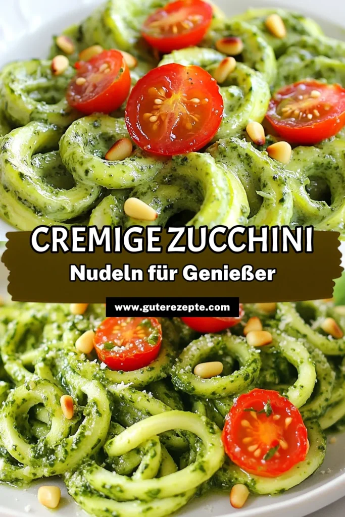 Entdecke unser köstliches Rezept für cremige Zucchini-Nudeln mit Pesto! Diese gesunde vegetarische Pasta ist nicht nur schnell zubereitet, sondern auch eine milchfreie Pasta Variante, die alle begeistert. Perfekt für ein schnelles Abendessen. Probiere jetzt unser Zucchini-Nudeln Rezept und genieße den frischen Geschmack! Speichere es dir für später! #ZucchiniNudeln #PestoRezept #GesundePasta #MilchfreieRezepte