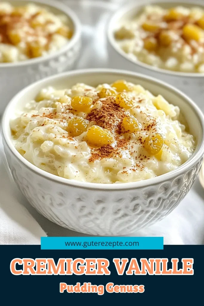 Entdecke unser köstliches Vanille Pudding Rezept für einen cremigen Reis Pudding, der den perfekten Genuss von Traumreis Pudding bietet. Mit Arborio Reis, vollmundiger Kokosmilch und aromatischer Vanille wird dieses Kokosmilch Dessert zum Highlight. Ideal für jeden Anlass! Probiere es aus und verwöhne deine Lieben! Speichere dir dieses Rezept für einen unvergesslichen Nachmittagsgenuss. #VanillePuddingRezept #CremigerReisPudding #KokosmilchDessert #ArborioReisPudding