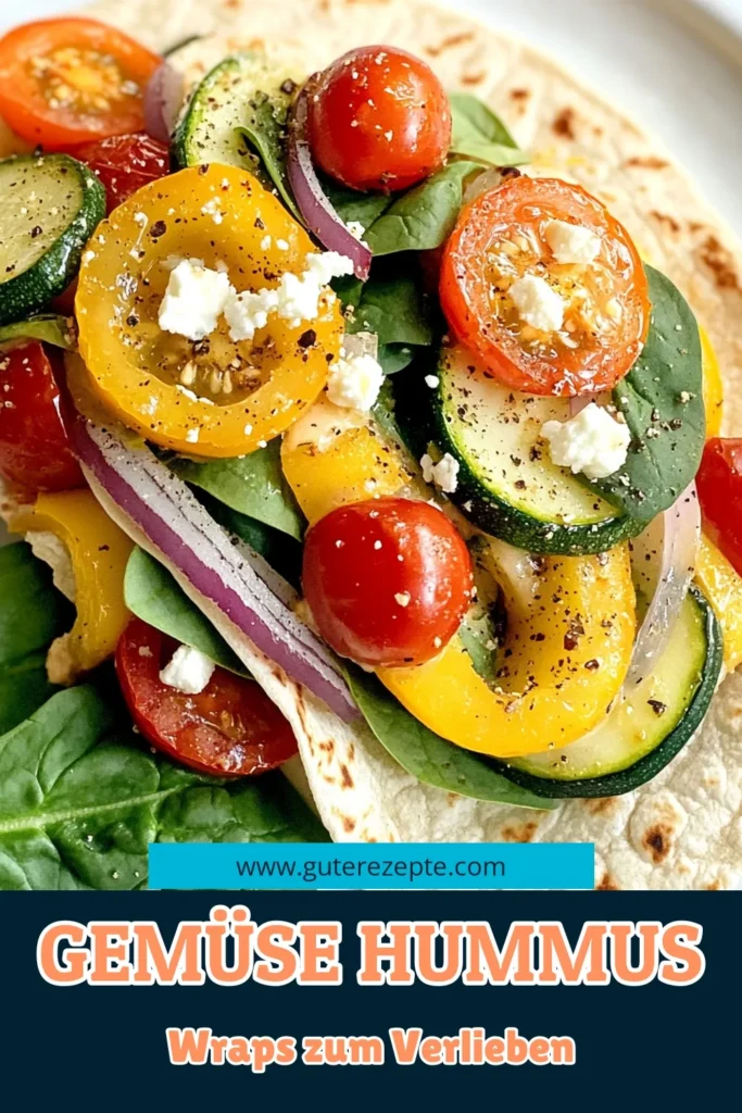 Entdecken Sie die köstlichen gerösteten Gemüse Hummus Wraps, die perfekt für gesunde Mahlzeiten sind! Diese einfach zuzubereitenden veganen Tortilla Rezepte sind voller bunter Gemüse Füllung und verwöhnen Ihren Gaumen. Mit einem einfachen Hummus Rezept und frischem Spinat sind diese vegetarischen Wrap Ideen sowohl nährstoffreich als auch befriedigend. Probieren Sie sie aus und genießen Sie gesunde Snacks! #GerösteteGemüse #HummusWraps #GesundeRezepte #VegetarischEssen