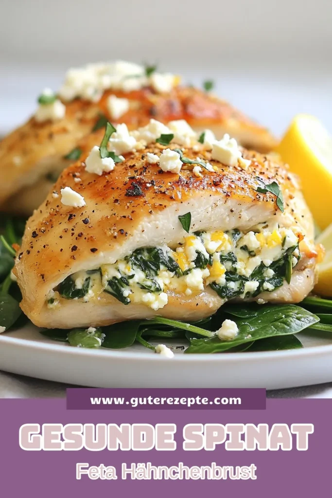 Entdecken Sie unser köstliches Spinat Feta Hähnchenbrust Rezept! Diese gefüllte Hähnchenbrust mit Feta und Spinat ist nicht nur einfach zuzubereiten, sondern auch ein gesundes mediterranes Hähnchenbrust Gericht. Ideal für ein schnelles Abendessen oder Mahlzeiten vorplanen. Verwöhnen Sie Ihre Familie mit diesen leckeren Aromen. Lassen Sie sich inspirieren und speichern Sie dieses Rezept! #Hähnchenbrust #GesundeRezepte #MediterraneKüche #FetaRezept