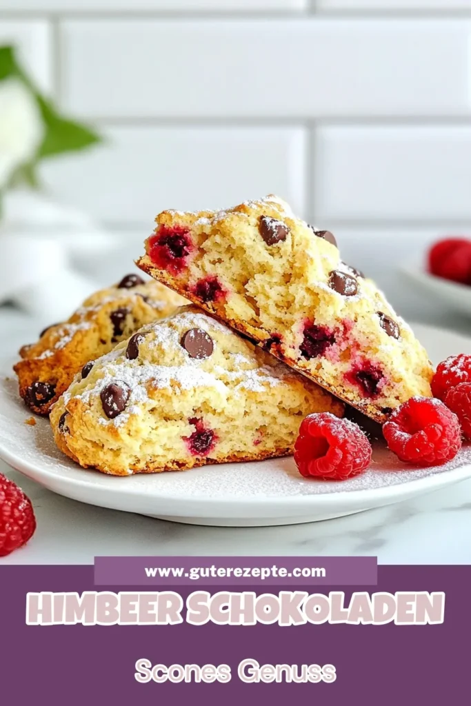 Entdecke dieses köstliche Rezept für Himbeer-Schokoladen-Scones! Dieses einfaches Scones Rezept verbindet frische Himbeeren mit Schokoladenstückchen für ein unwiderstehliches Frühstück oder einen Snack. Ideal für jeden Anlass, diese Scones sind einfach zuzubereiten und schmecken frisch aus dem Ofen am besten. Probiere dieses Scones Rezept aus und verwöhne dich selbst! Speichere das Rezept für später! #himbeerscones #sconesrezept #backenmitliebe #leckereien