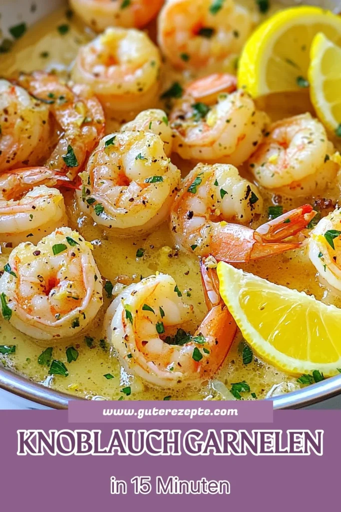 Entdecke unsere köstlichen Knoblauch-Kräuterbutter Garnelen mit diesem einfachen Garnelen Rezept! Diese Garnelenpfanne ist in nur 15 Minuten zubereitet und perfekt für ein schnelles mediterranes Abendessen. Mit frischem Zitronensaft und aromatischen Kräutern werden die Garnelen unwiderstehlich lecker. Probiere es aus und teile dein Ergebnis! #GarnelenpfanneRezept #einfacheGarnelenRezept #KnoblauchKräuterbutterGarnelen #mediterraneGarnelenZubereiten