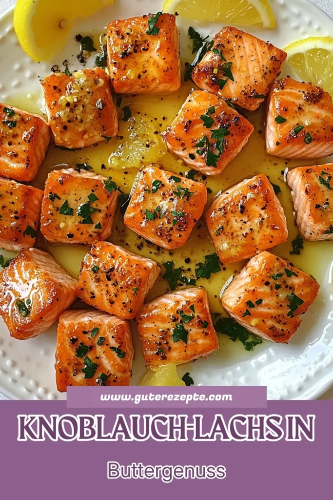Entdecken Sie dieses köstliche Knoblauch-Butter-Lachs Rezept! Diese einfachen Lachs-Bissen sind perfekt für ein schnelles Fischgericht und bieten den vollen Geschmack von frischem Lachsfilet. In nur 15 Minuten zubereitet, sind sie ein ideales Rezept für alle, die unkomplizierte, aber geschmackvolle Knoblauchgerichte lieben. Probieren Sie es aus und teilen Sie Ihre Kreationen! #KnoblauchButterLachs #LachsfiletRezept #einfachesFischgericht #schnelleLachsrezepte