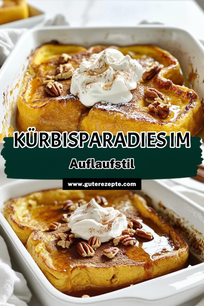 Entdecken Sie das perfekte Rezept für Kürbisgewürz Französischer Toast Auflauf! Mit einer köstlichen Mischung aus Kürbispüree, Eiern und Gewürzen, wird dieser vollmundige Auflauf zum Highlight Ihres Frühstücks oder Brunches. Bereiten Sie ihn einfach im Voraus zu und genießen Sie das köstliche Aroma, das Ihr Zuhause erfüllt. Klicken Sie jetzt, um diese unwiderstehlichen Rezeptdetails zu entdecken und Ihre Gäste zu beeindrucken! #Kürbisgewürz #FranzösischerToast #Auflauf #Herbstrezepte