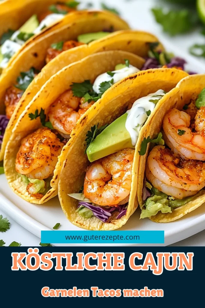 Entdecken Sie unser schnelles Taco Rezept für köstliche Cajun Garnelen Tacos! Diese einfachen Garnelen Rezepte kombinieren zarte Garnelen mit einer würzigen Cajun-Gewürzmischung, perfekt um Maistortillas zu füllen. Ideal für ein Abendessen unter der Woche oder einen Genuss der mexikanischen Küche! Bereiten Sie Ihre eigenen Tacos zu und beeindrucken Sie Ihre Freunde. Probieren Sie es aus und speichern Sie es für später! #CajunGarnelenTacos #GarnelenRezepte #schnellesTacoRezept #mexikanischeKüche
