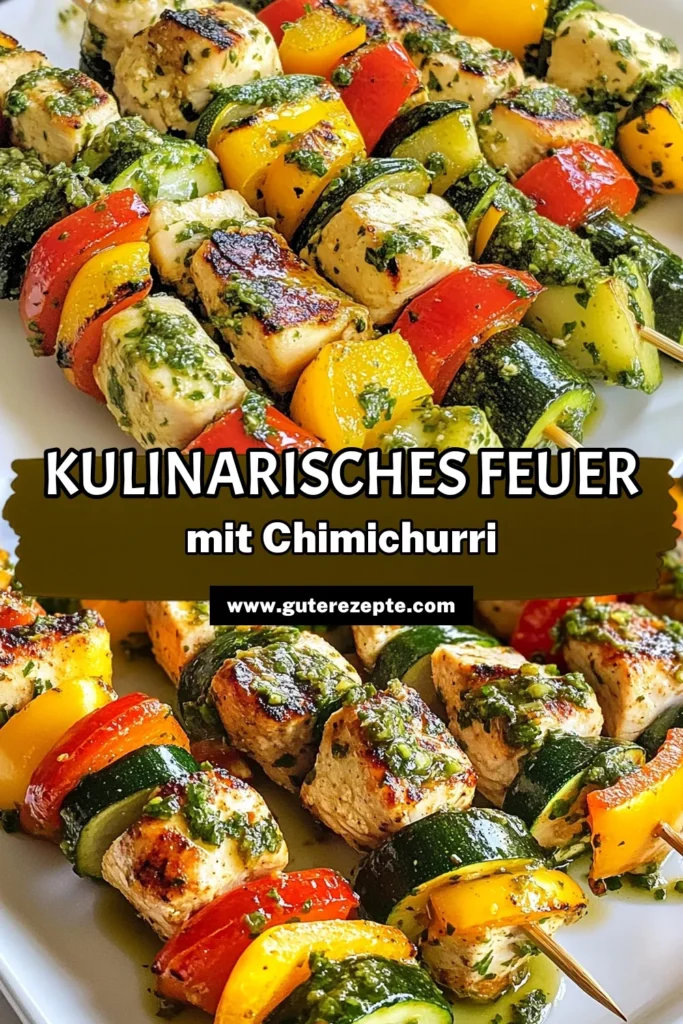 Entdecke unser leckeres Rezept für Chimichurri-Hühnchenspieße! Perfekt für dein Grillabenteuer, vereint dieses Hähnchenspieße Rezept mariniertes Hühnchen Grillen mit frischem Gemüse wie Paprika und Zucchini. Verfeinert mit argentinischer Chimichurri-Sauce ist es ein Genuss, den du nicht verpassen solltest. Probiere es aus und teile deine Ergebnisse! #ChimichurriHühnchenspieße #Grillrezepte #HähnchenspießRezept #GrillenMitGemüse