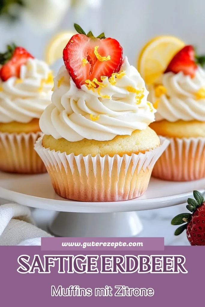 Entdecken Sie das perfekte Rezept für Erdbeer-Zitronen-Muffins, die mit frischen Erdbeeren und einer köstlichen Zitronen-Glasur begeistern! Diese einfachen Muffins backen sich schnell und sind ideal für jeden Anlass. Mit diesem Zitronenmuffins Rezept zaubern Sie leckere Muffins mit Glasur, die alle begeistern werden. Probieren Sie es aus und retten Sie das Rezept! #ErdbeerZitronenMuffins #MuffinsMitFrischenErdbeeren #ZitronenmuffinsRezept #EinfacheMuffinsBacken