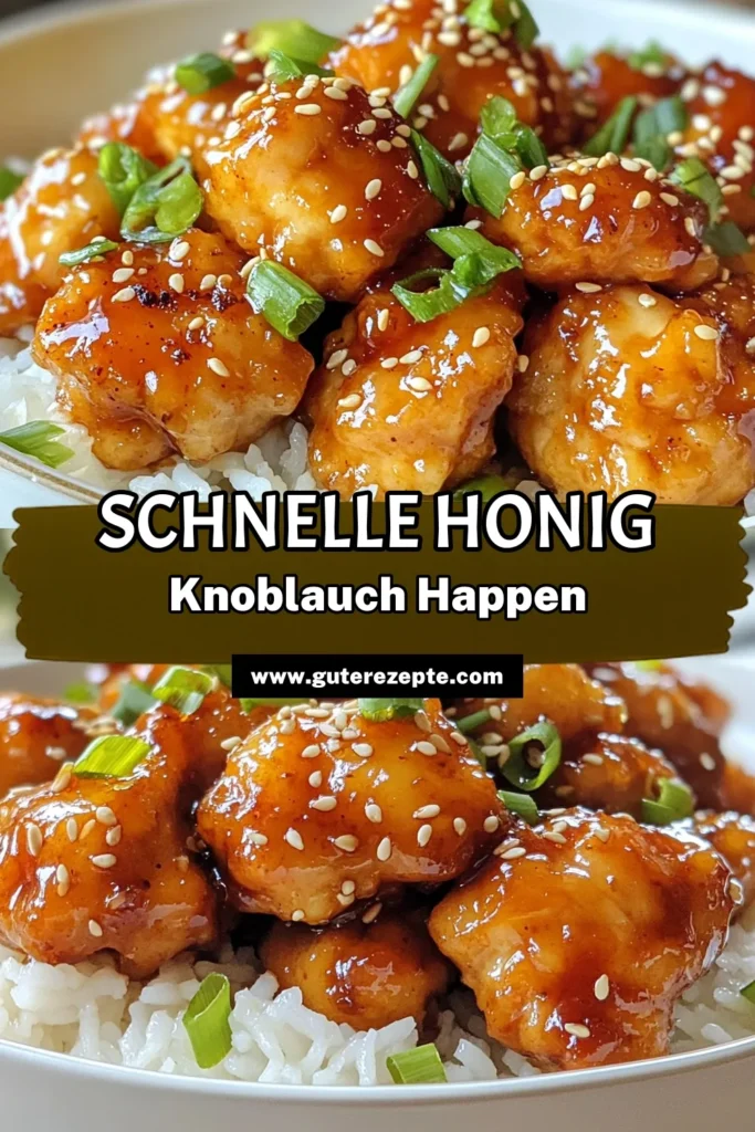 Entdecke unser scharfes Honig-Knoblauch-Hühnchen, ein köstliches, knuspriges Hühnchenrezept, das in nur 25 Minuten zubereitet ist! Die Honig-Hühnchen-Sauce verleiht jedem Bissen ein asiatisch inspiriertes Aroma, perfekt für schnelle Hühnchengerichte. Ideal für dein nächstes Abendessen oder als Party-Happen. Lass dich von diesem Rezept begeistern und teile es mit deinen Freunden! #ScharfesHühnchen #Essen #HühnchenRezept #AsiatischeKüche