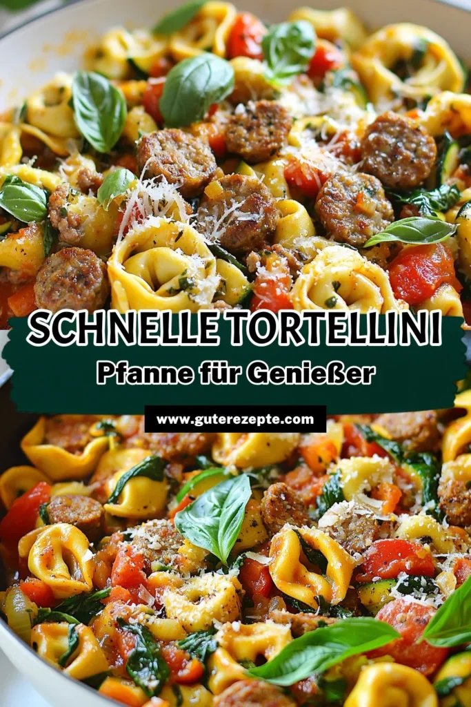 Entdecke das einfache Rezept für eine köstliche italienische Wurstpfanne mit Käsetortellini! Diese Tortellini mit Wurst sind in nur 30 Minuten zubereitet und perfekt für ein schnelles Abendessen. Unser Sizzling Sausage Rezept kombiniert saftige italienische Wurst mit frischem Gemüse und zarten Tortellini, die du einfach lieben wirst. Probiere es aus und verwöhne deine Familie! #ItalienischeWurstpfanne #TortelliniMitWurst #EinfachesRezeptTortellini #KäsetortelliniPfanne