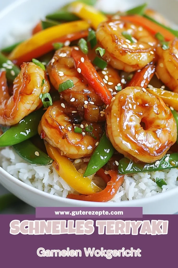 Entdecke unser köstliches Teriyaki Garnelen Rezept: Ein Wokgericht mit Garnelen, das süß und herzhaft ist. Diese asiatische Garnelenpfanne ist nicht nur schnell zubereitet, sondern auch ein gesundes Garnelengericht mit frischem Gemüse. Perfekt für eine ausgewogene Mahlzeit! Probiere es mit Jasminreis oder Quinoa und genieße die Aromen Asiens. Speichere dieses Rezept und bringe Abwechslung in deine Küche! #TeriyakiGarnelen #Wokgericht #GesundeRezepte #AsiatischeKüche