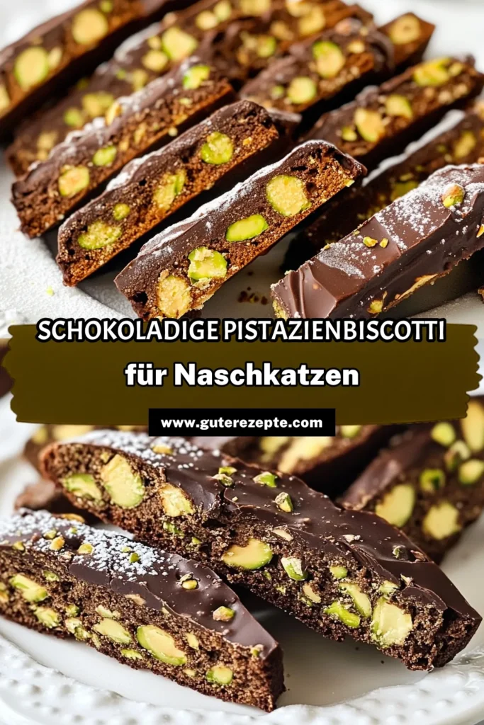 Entdecken Sie unser unwiderstehliches Schokoladen-Pistazien-Biscotti Rezept! Diese einfachen Biscotti sind perfekt für jeden Anlass und kombinieren den reichen Geschmack von Schokoladenkeksen mit Pistazien. Ideal als glutenfreies Biscotti Rezept, das schnell zubereitet ist. Lassen Sie sich von diesem köstlichen Snack verführen und teilen Sie Ihre Kreationen! Probieren Sie es jetzt aus! #BiscottiRezept #SchokoladenPistazienBiscotti #einfacheBiscotti #glutenfreiesRezept