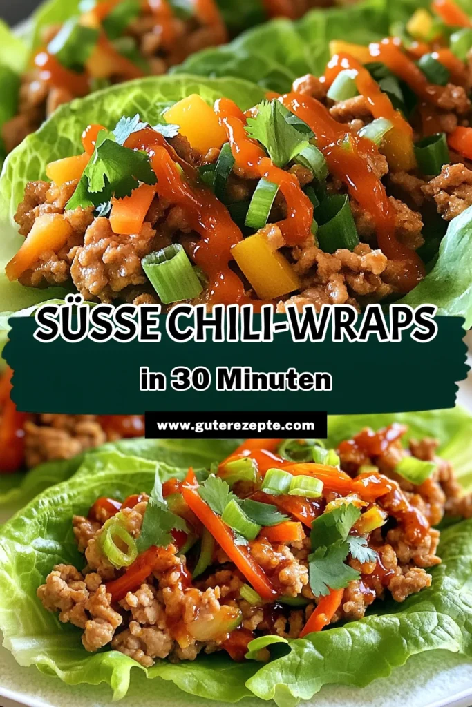 Entdecken Sie unser köstliches Rezept für Süße Chili-Türkei-Wraps! Diese gesunden Snacks aus gemahlenem Truthahnfleisch und frischem Gemüse sind perfekt für jede Gelegenheit. Mit einer einfachen Zubereitung genießen Sie asiatische Wraps, die sowohl lecker als auch leicht sind. Perfekt für die ganze Familie. Probieren Sie es aus und teilen Sie Ihre Kreationen! #SüßeChiliTürkeiWraps #LettuceWrapsRezept #gesundeSnacks #asiatischeWraps