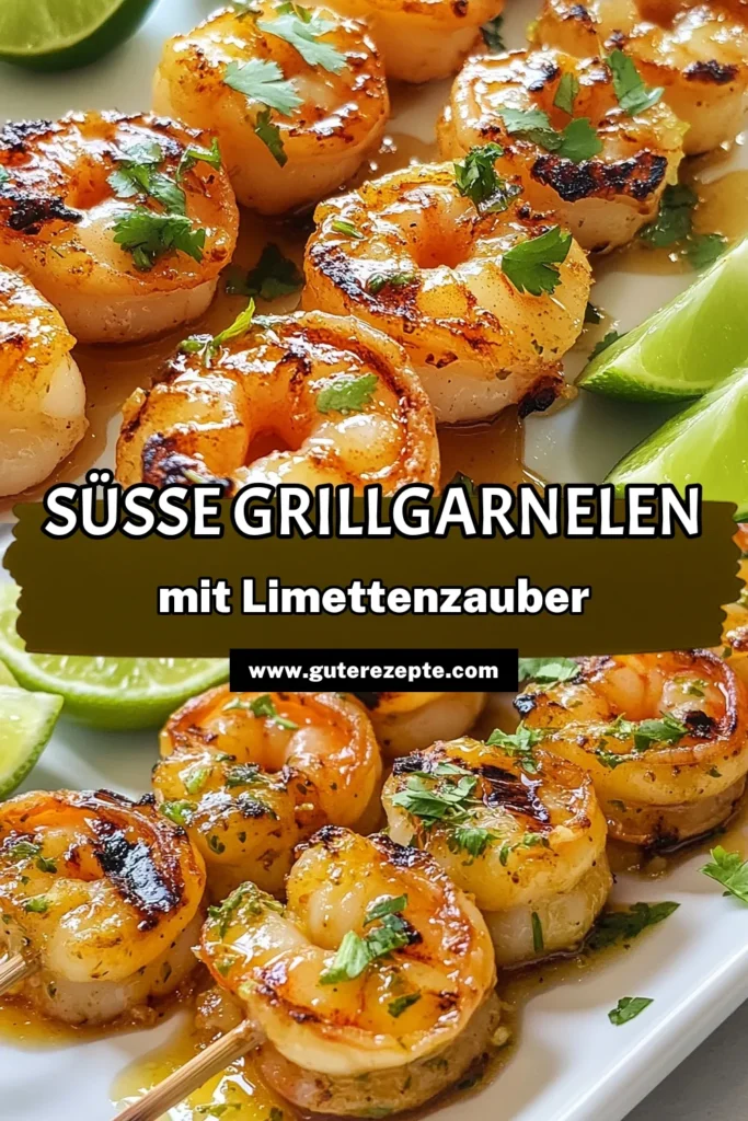 Genieße die perfekte Kombination aus süß und sauer mit unserem Honig-Limetten Garnelen Rezept! Diese gegrillten Garnelen sind einfach zuzubereiten und ideal für dein nächstes BBQ. Die Garnelen Marinade aus Honig, Limette und Gewürzen sorgt für unvergleichlichen Geschmack. Perfekt für Garnelen Spieße, die alle beeindrucken werden. Probiere es aus und teile dein Ergebnis! #HonigLimettenGarnelen #GegrillteGarnelenRezept #GarnelenMarinade #EinfacheGrillrezepte